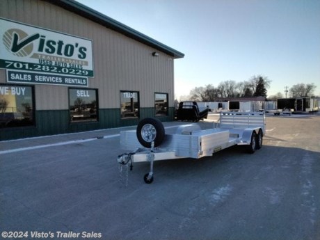 Check out this New Aluma 81&quot;X22&#39; Utility Trailer from Visto&#39;s Trailer Sales in West Fargo, ND. Stock #279343

Standard Features:-(2) 3500lb Torsion Axles (Electric Brakes)-Extruded Aluminum Floor-2 5/16&#39;&#39; Coupler-12&#39; Solid Front and Sides-Bi-Fold Tailgate-(12) Tie Down Loops-Aluminum Wheels

Upgrades Added:-Spare Tire Carrier-Spare Tire


Visto&#39;s Trailer Sales not only offers trailer sales and truck beds, but also provides parts and service support. We&#39;re here to provide you with full support for your trailer needs.

Don&#39;t forget to shop our Parts department or ask our expert sales team about recommendations or upgrades fit for your trailer, such as spare tires, mounts, toolboxes, and more. We&#39;re here to make your hauling experience easier and more efficient! 

Did you know we offer custom trailer design and ordering? Our trailer sales team will work with you to find the best option fit for your hauling needs. Give us a call at 701-282-0229 to speak with our sales team, or stop by our dealership in West Fargo, ND to see our trailer inventory in person.