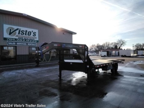 Check out this New Load Trail 102&quot; X 26&#39; Gooseneck Tilt Trailer from Visto&#39;s Trailer Sales in West Fargo, ND. Stock # 316720

Standard Features:-2-7,000 Lb Dexter Spring Axles (2 Elec FSA Brakes)-ST235/80 R16 LRE 10 Ply. (BLACK WHEELS)-Coupler 2-5/16&quot; Adj. Rd. 12 lb. (Standard Neck &amp; Coupler)-Treated Wood Floor-Diamond Plate Over Wheels-16&quot; Cross-Members-Jack Spring Loaded Drop Leg 2-10K-Full Tilt Deck-Lights LED (w/Cold Weather Harness)-Front Tool Box (Full Width Between Risers)-Winch Plate (8&quot; Channel)-TUFF Wireless Remote (2-Button)-Standard Battery Wall Charger (5 Amp)-1-MAX-STEP (15&quot;)-Stud Junction Box

Upgrades Added:-Cleats on Rear Of Deck And Fenders (Angle Outside Only)-Side Tool Box (48&quot;)(LH)

*MAY BE SHOWN W/ OPTIONAL SPARE AND CARRIER*

Visto&#39;s Trailer Sales not only offers trailer sales and truck beds, but also provides parts and service support. We&#39;re here to provide you with full support for your trailer needs.

Don&#39;t forget to shop our Parts department or ask our expert sales team about recommendations or upgrades fit for your trailer, such as spare tires, mounts, toolboxes, and more. We&#39;re here to make your hauling experience easier and more efficient! 

Did you know we offer custom trailer design and ordering? Our trailer sales team will work with you to find the best option fit for your hauling needs. Give us a call at 701-282-0229 to speak with our sales team, or stop by our dealership in West Fargo, ND to see our trailer inventory in person.