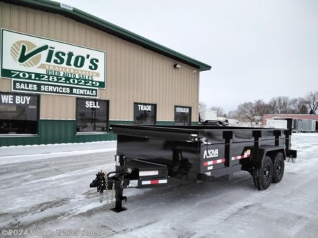 Check out this New Midsota Nova DT 82&quot;X16&#39; Dump Trailer from Visto&#39;s Trailer Sales in West Fargo, ND. Stock # 117022

Standard Features:-Self Adjusting Electric Brakes-16&quot; E Range 10 Ply Tires (235/80R16)-Spare Tire Carrier (Welded On)-29&quot; Bed Height-24&quot; Tall, 11-Gauge (1/8&quot;) Sides-11-Gauge (1/8&quot;) Floor-16&quot; Crossmember Spacing-Tuck Under 6&#39; Ramps and Carriers-5 D-Ring Tie-Downs-2-Way Double Door-Roll Tarp Kit-Anti-Sail Bar-12k Spring Return Jack (Bolt On)-Steel A-Frame Lockable Toolbox-On-Board Charger-12V Deep Cycle Battery-Scissor Hoist-Power Up/Power Down-LED Lights-No Exposed Wiring-Cold Weather 7-Way Plug (-85)-2-5/16&quot; EZ Latch Adjustable Coupler-PPG Polyurethane Primer &amp; Paint-1 Year Frame Warranty

*MAY BE SHOWN W/ OPTIONAL SPARE AND CARRIER*

Visto&#39;s Trailer Sales not only offers trailer sales and truck beds, but also provides parts and service support. We&#39;re here to provide you with full support for your trailer needs.

Don&#39;t forget to shop our Parts department or ask our expert sales team about recommendations or upgrades fit for your trailer, such as spare tires, mounts, toolboxes, and more. We&#39;re here to make your hauling experience easier and more efficient! 

Did you know we offer custom trailer design and ordering? Our trailer sales team will work with you to find the best option fit for your hauling needs. Give us a call at 701-282-0229 to speak with our sales team, or stop by our dealership in West Fargo, ND to see our trailer inventory in person.