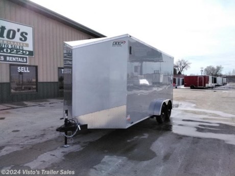Check out this New Bravo 7&#39;X16&#39; Enclosed Trailer from Visto&#39;s Trailer Sales in West Fargo, ND. Stock # 045757 

Standard Features:-3,500K Spring Axles-Electric Brakes-16&quot; OC Crossmembers-LED Lights-205/75R15 Radial Wheels-3/8&quot; Walls-3/4&quot; Floor-32&quot; Side Door-Medium Duty Ramp Door

Upgrades Added:-30&quot; Slant V Front-Extra 6&quot; Height-4-5K Recessed Floor D-Rings-Appearance Package

*MAY BE SHOWN W/ OPTIONAL SPARE AND CARRIER*

Visto&#39;s Trailer Sales not only offers trailer sales and truck beds, but also provides parts and service support. We&#39;re here to provide you with full support for your trailer needs.

Don&#39;t forget to shop our Parts department or ask our expert sales team about recommendations or upgrades fit for your trailer, such as spare tires, mounts, toolboxes, and more. We&#39;re here to make your hauling experience easier and more efficient! 

Did you know we offer custom trailer design and ordering? Our trailer sales team will work with you to find the best option fit for your hauling needs. Give us a call at 701-282-0229 to speak with our sales team, or stop by our dealership in West Fargo, ND to see our trailer inventory in person.