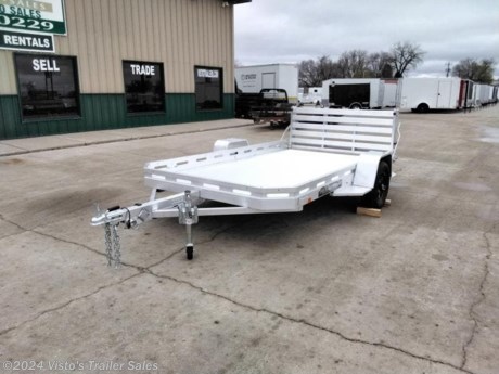 Check out this New Aluma 77&quot;X12&#39; Utility Trailer from Visto&#39;s Trailer Sales in West Fargo, ND. Stock # 283516

Standard Features:-3500lb Torsion Axle-2&#39;&#39; Coupler-Extruded Aluminum Floor-Slide Out Ramp-(4) Weld On Tie Loops-Black Liger Wheels-LED LIghts

*MAY BE SHOWN W/ OPTIONAL SPARE AND CARRIER*

Visto&#39;s Trailer Sales not only offers trailer sales and truck beds, but also provides parts and service support. We&#39;re here to provide you with full support for your trailer needs.

Don&#39;t forget to shop our Parts department or ask our expert sales team about recommendations or upgrades fit for your trailer, such as spare tires, mounts, toolboxes, and more. We&#39;re here to make your hauling experience easier and more efficient! 

Did you know we offer custom trailer design and ordering? Our trailer sales team will work with you to find the best option fit for your hauling needs. Give us a call at 701-282-0229 to speak with our sales team, or stop by our dealership in West Fargo, ND to see our trailer inventory in person.