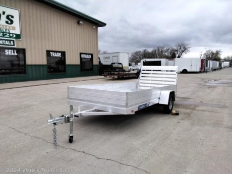 Check out this New Aluma 63&quot;X12&#39; Utility Trailer from Visto&#39;s Trailer Sales in West Fargo, ND. Stock # 281943

Standard Features:-2200lb Torsion Axle-2&#39;&#39; Coupler-Aluminum Wheels-LED Lighting-Extruded Aluminum Floor-Swivel Tongue Jack-Ramp Gate-(4) Weld On Tie Loops

Upgrades Added:-12&quot; Stoneguard-12&quot; Solid Sides

*MAY BE SHOWN W/ OPTIONAL SPARE AND CARRIER*

Visto&#39;s Trailer Sales not only offers trailer sales and truck beds, but also provides parts and service support. We&#39;re here to provide you with full support for your trailer needs.

Don&#39;t forget to shop our Parts department or ask our expert sales team about recommendations or upgrades fit for your trailer, such as spare tires, mounts, toolboxes, and more. We&#39;re here to make your hauling experience easier and more efficient! 

Did you know we offer custom trailer design and ordering? Our trailer sales team will work with you to find the best option fit for your hauling needs. Give us a call at 701-282-0229 to speak with our sales team, or stop by our dealership in West Fargo, ND to see our trailer inventory in person.