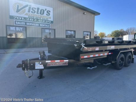 Check out this New Midsota HVHD 82&quot;X16&#39; Heavy Duty Dump from Visto&#39;s Trailer Sales in West Fargo, ND. Stock #110975

Standard Features:-(2) 8000lb Spring Axles (Electric Brakes)-2 5/16&#39;&#39; Coupler-17.5&#39;&#39; 16ply Tires-I-Beam Frame-7 Gauge Floor-27.5&#39;&#39; Bed Height-24&#39;&#39; Sides-Spare Tire Carrier

Upgrades Added:-Hydraulic Jack-Pallet Fork Holders

*MAY BE SHOWN W/ OPTIONAL SPARE AND CARRIER*

Visto&#39;s Trailer Sales not only offers trailer sales and truck beds, but also provides parts and service support. We&#39;re here to provide you with full support for your trailer needs.

Don&#39;t forget to shop our Parts department or ask our expert sales team about recommendations or upgrades fit for your trailer, such as spare tires, mounts, toolboxes, and more. We&#39;re here to make your hauling experience easier and more efficient! 

Did you know we offer custom trailer design and ordering? Our trailer sales team will work with you to find the best option fit for your hauling needs. Give us a call at 701-282-0229 to speak with our sales team, or stop by our dealership in West Fargo, ND to see our trailer inventory in person.