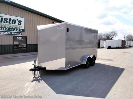 Check out this New Bravo 7&#39;X14&#39; Enclosed Trailer from Visto&#39;s Trailer Sales in West Fargo, ND. Stock # 045626 

Standard Features:-(2) 3,500K Spring Axles w/ Electric Brakes-ST205/75/R15 Black Mods-4&quot; Tube Frame-16&quot; OC Tube Wall Posts-16&quot; OC Floor and Ceiling-Screwless Exterior .030-2 5/16&quot; Coupler 14K-LED Lights-3/8&quot; Engineered Sidewalls-3/4&quot; Engineered Flooring-Exterior LED Rear Header Loading LIght-32&quot; Side Door w/ Flushlock &amp; Cast Aluminum Holdback-(2) 12V LED Dome Lights with (2) 12V Wall Switches-Sidewall Vents-Medium Duty Ramp

Upgrades Added:-30&quot; Slant V Front-6&quot; Extra Height-(4) 5K Recessed Floor D-Rings-Appearance Package

*MAY BE SHOWN W/ OPTIONAL SPARE AND CARRIER*

Visto&#39;s Trailer Sales not only offers trailer sales and truck beds, but also provides parts and service support. We&#39;re here to provide you with full support for your trailer needs.

Don&#39;t forget to shop our Parts department or ask our expert sales team about recommendations or upgrades fit for your trailer, such as spare tires, mounts, toolboxes, and more. We&#39;re here to make your hauling experience easier and more efficient! 

Did you know we offer custom trailer design and ordering? Our trailer sales team will work with you to find the best option fit for your hauling needs. Give us a call at 701-282-0229 to speak with our sales team, or stop by our dealership in West Fargo, ND to see our trailer inventory in person.