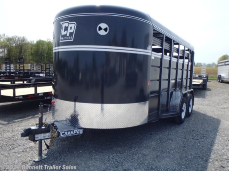 &lt;p&gt;&lt;span style=&quot;font-family: helvetica, arial, sans-serif;&quot;&gt;Standard Features for Corn Pro Livestock Trailers:&lt;/span&gt;&lt;/p&gt;
&lt;ul&gt;
&lt;li&gt;&lt;span style=&quot;font-family: helvetica, arial, sans-serif;&quot;&gt;Dexter Torflex Axles - 5,200#&lt;/span&gt;&lt;/li&gt;
&lt;li&gt;&lt;span style=&quot;font-family: helvetica, arial, sans-serif;&quot;&gt;Electric Brakes, all Axles&lt;/span&gt;&lt;/li&gt;
&lt;li&gt;&lt;span style=&quot;font-family: helvetica, arial, sans-serif;&quot;&gt;14 ga. Sides &amp;amp; 16ga Roof&lt;/span&gt;&lt;/li&gt;
&lt;li&gt;&lt;span style=&quot;font-family: helvetica, arial, sans-serif;&quot;&gt;Radial Tires&lt;/span&gt;&lt;/li&gt;
&lt;li&gt;&lt;span style=&quot;font-family: helvetica, arial, sans-serif;&quot;&gt;Center&amp;nbsp;Swing Divider Gate&lt;/span&gt;&lt;/li&gt;
&lt;li&gt;&lt;span style=&quot;font-family: helvetica, arial, sans-serif;&quot;&gt;Swing &amp;amp; Slide Rear Tailgate&lt;/span&gt;&lt;/li&gt;
&lt;li&gt;&lt;span style=&quot;font-family: helvetica, arial, sans-serif;&quot;&gt;LED Lights&lt;/span&gt;&lt;/li&gt;
&lt;li&gt;&lt;span style=&quot;font-family: helvetica, arial, sans-serif;&quot;&gt;Aluminum Stoneguard on Fenders &amp;amp; Front Radius&lt;/span&gt;&lt;/li&gt;
&lt;/ul&gt;
&lt;p&gt;&lt;span style=&quot;font-family: helvetica, arial, sans-serif;&quot;&gt;This unit is Equipped with the following Options:&lt;/span&gt;&lt;/p&gt;
&lt;ul&gt;
&lt;li&gt;&lt;span style=&quot;font-family: helvetica, arial, sans-serif;&quot;&gt;Sliding Door in the Center Gate&lt;/span&gt;&lt;/li&gt;
&lt;/ul&gt;
&lt;p&gt;&amp;nbsp;&lt;/p&gt;