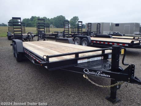 &lt;p&gt;&lt;span style=&quot;font-family: helvetica, arial, sans-serif;&quot;&gt;Standard Features on Quality&#39;s Equipment Trailer (General Duty):&lt;/span&gt;&lt;/p&gt;
&lt;ul&gt;
&lt;li&gt;&lt;span style=&quot;font-family: helvetica, arial, sans-serif;&quot;&gt;6&quot; Channel Frame&lt;/span&gt;&lt;/li&gt;
&lt;li&gt;&lt;span style=&quot;font-family: helvetica, arial, sans-serif;&quot;&gt;5&quot; Wrap Around Tongue&lt;/span&gt;&lt;/li&gt;
&lt;li&gt;&lt;span style=&quot;font-family: helvetica, arial, sans-serif;&quot;&gt;6,000# Axles&lt;/span&gt;&lt;/li&gt;
&lt;li&gt;&lt;span style=&quot;font-family: helvetica, arial, sans-serif;&quot;&gt;16&quot; Radial Tires&lt;/span&gt;&lt;/li&gt;
&lt;li&gt;&lt;span style=&quot;font-family: helvetica, arial, sans-serif;&quot;&gt;Electric Brakes, all wheels&lt;/span&gt;&lt;/li&gt;
&lt;li&gt;&lt;span style=&quot;font-family: helvetica, arial, sans-serif;&quot;&gt;Diamond Plate Fenders&lt;/span&gt;&lt;/li&gt;
&lt;li&gt;&lt;span style=&quot;font-family: helvetica, arial, sans-serif;&quot;&gt;Stand-up Ladder Ramps&lt;/span&gt;&lt;/li&gt;
&lt;li&gt;&lt;span style=&quot;font-family: helvetica, arial, sans-serif;&quot;&gt;Adjustable Pintle Ring or 2-5/16&quot; Ball Coupler&lt;/span&gt;&lt;/li&gt;
&lt;/ul&gt;
&lt;p&gt;&lt;span style=&quot;font-family: helvetica, arial, sans-serif;&quot;&gt;This Unit is Equipped with the following Options (Professional Duty):&lt;/span&gt;&lt;/p&gt;
&lt;ul&gt;
&lt;li&gt;&lt;span style=&quot;font-family: helvetica, arial, sans-serif;&quot;&gt;12,000# Drop Leg Jack&lt;/span&gt;&lt;/li&gt;
&lt;li&gt;&lt;span style=&quot;font-family: helvetica, arial, sans-serif;&quot;&gt;16&quot; o/c Cross Members&lt;/span&gt;&lt;/li&gt;
&lt;li&gt;&lt;span style=&quot;font-family: helvetica, arial, sans-serif;&quot;&gt;Sealed Wiring Harness&lt;/span&gt;&lt;/li&gt;
&lt;li&gt;&lt;span style=&quot;font-family: helvetica, arial, sans-serif;&quot;&gt;LED Lights&lt;/span&gt;&lt;/li&gt;
&lt;/ul&gt;