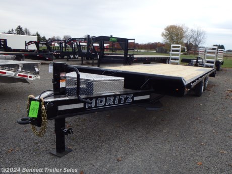 &lt;p&gt;&lt;span style=&quot;font-family: helvetica, arial, sans-serif;&quot;&gt;Standard Features for Moritz&#39;s UDC Series Flatbed Trailer:&lt;/span&gt;&lt;/p&gt;
&lt;ul&gt;
&lt;li&gt;&lt;span style=&quot;font-family: helvetica, arial, sans-serif;&quot;&gt;Torflex Axles&lt;/span&gt;&lt;/li&gt;
&lt;li&gt;&lt;span style=&quot;font-family: helvetica, arial, sans-serif;&quot;&gt;8&quot; I-Beam Main Frame&lt;/span&gt;&lt;/li&gt;
&lt;li&gt;&lt;span style=&quot;font-family: helvetica, arial, sans-serif;&quot;&gt;3&quot; Channel Cross Members&lt;/span&gt;&lt;/li&gt;
&lt;li&gt;&lt;span style=&quot;font-family: helvetica, arial, sans-serif;&quot;&gt;Treadplate over wheel wells for lower deck height&lt;/span&gt;&lt;/li&gt;
&lt;li&gt;&lt;span style=&quot;font-family: helvetica, arial, sans-serif;&quot;&gt;(2) 4&quot; Channel Aluminum Ramps&lt;/span&gt;&lt;/li&gt;
&lt;li&gt;&lt;span style=&quot;font-family: helvetica, arial, sans-serif;&quot;&gt;LED Lights&lt;/span&gt;&lt;/li&gt;
&lt;li&gt;&lt;span style=&quot;font-family: helvetica, arial, sans-serif;&quot;&gt;4&#39; Dovetail&lt;/span&gt;&lt;/li&gt;
&lt;li&gt;
&lt;div align=&quot;left&quot;&gt;&lt;span style=&quot;font-family: helvetica, arial, sans-serif;&quot;&gt;Adjustable Pintle Ring or 2-5/16 Coupler&lt;/span&gt;&lt;/div&gt;
&lt;/li&gt;
&lt;li&gt;&lt;span style=&quot;font-family: helvetica, arial, sans-serif;&quot;&gt;Tongue toolbox&lt;/span&gt;&lt;/li&gt;
&lt;li&gt;&lt;span style=&quot;font-family: helvetica, arial, sans-serif;&quot;&gt;Vertical (Stand-up) Ramp Bars&lt;/span&gt;&lt;/li&gt;
&lt;/ul&gt;
&lt;p&gt;&lt;span style=&quot;font-family: helvetica, arial, sans-serif;&quot;&gt;This unit is equipped with the following options:&lt;/span&gt;&lt;/p&gt;
&lt;ul&gt;
&lt;li&gt;&lt;span style=&quot;font-family: helvetica, arial, sans-serif;&quot;&gt;Traction angles on Dovetail&lt;/span&gt;&lt;/li&gt;
&lt;li&gt;&lt;span style=&quot;font-family: helvetica, arial, sans-serif;&quot;&gt;Factory Spare&lt;/span&gt;&lt;/li&gt;
&lt;/ul&gt;
