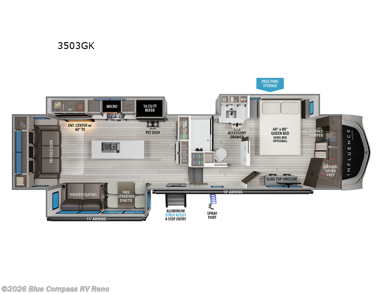2026 Grand Design Influence 3503GK - New Fifth Wheel For Sale by Blue Compass RV Reno in Reno, Nevada features Slideout