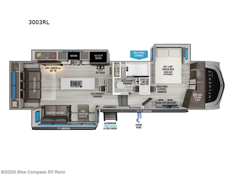 2026 Grand Design Influence 3003RL - New Fifth Wheel For Sale by Blue Compass RV Reno in Reno, Nevada features Slideout