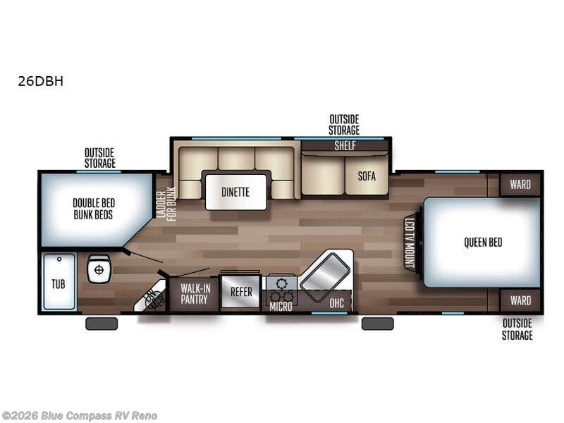 2021 Forest River Cherokee Grey Wolf 26DBH - Used Travel Trailer For Sale by Blue Compass RV Reno in Reno, Nevada features Slideout