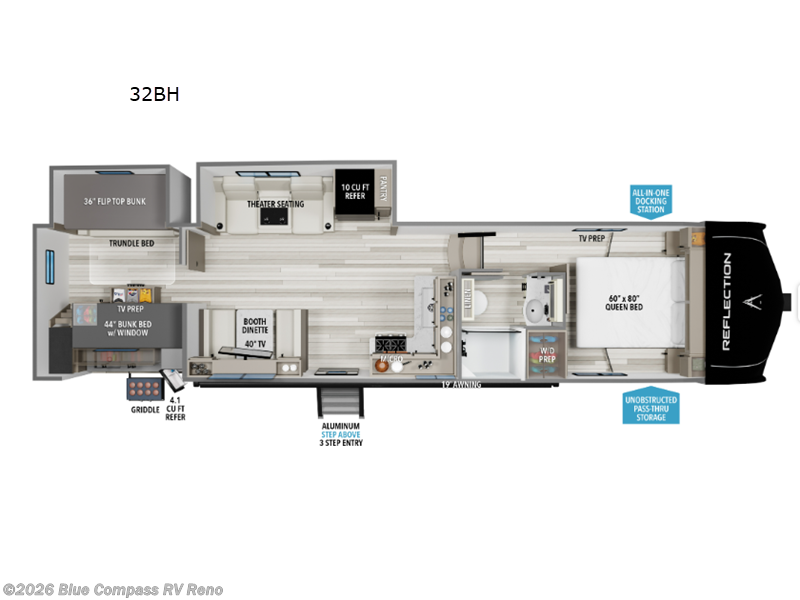 2026 Grand Design Reflection 100 Series 32BH - New Fifth Wheel For Sale by Blue Compass RV Reno in Reno, Nevada features Slideout