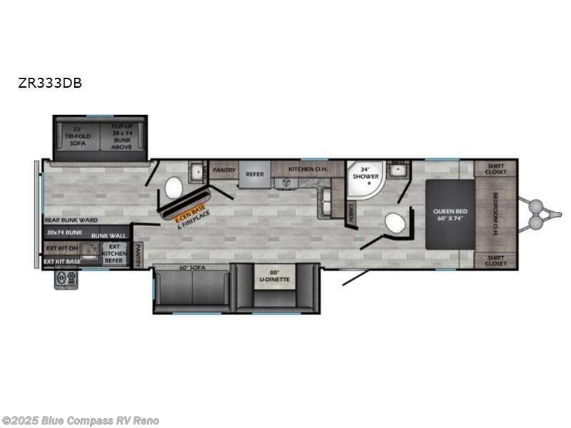 2022 CrossRoads Zinger 333db - Used Travel Trailer For Sale by Blue Compass RV Reno in Reno, Nevada features Slideout