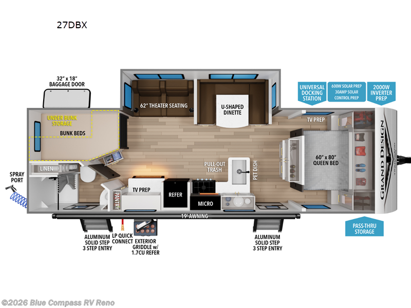2026 Grand Design Transcend Xplor 27DBX - New Travel Trailer For Sale by Blue Compass RV Reno in Reno, Nevada features Slideout