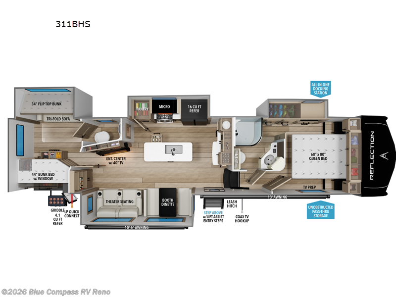 2026 Grand Design Reflection 311BHS - New Fifth Wheel For Sale by Blue Compass RV Reno in Reno, Nevada features Slideout
