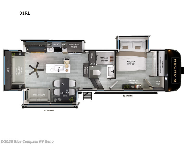 2027 Heartland Bighorn 31RL - New Fifth Wheel For Sale by Blue Compass RV Reno in Reno, Nevada features Slideout