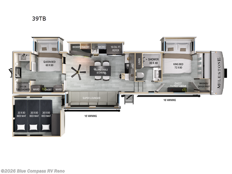 2027 Heartland Milestone 39TB - New Fifth Wheel For Sale by Blue Compass RV Reno in Reno, Nevada features Slideout