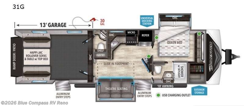 2021 Grand Design Momentum G-Class 31G - Used Toy Hauler For Sale by Blue Compass RV Reno in Reno, Nevada features Slideout