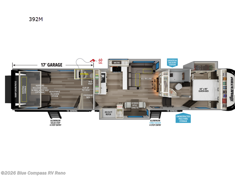 2027 Grand Design Momentum 392M - New Toy Hauler For Sale by Blue Compass RV Reno in Reno, Nevada features Slideout