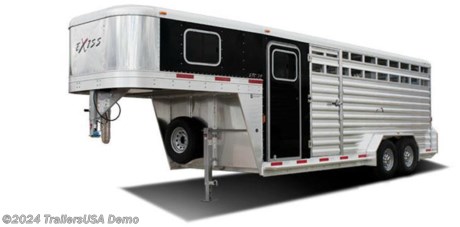 The Exiss STC gooseneck models are perfect for livestock and horse owners who need a versatile trailer. Available with a standard tack room with optional saddle racks, brush trays and halter hooks, these trailers combine the rugged aspects of a livestock trailer with the conveniences of a horse trailer.