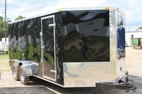 &lt;p&gt;&lt;strong&gt;NEW 7 X 16 V-NOSED ENCLOSED CARGO TRAILER&lt;/strong&gt;&lt;/p&gt;
&lt;p&gt;Up for your consideration is a Brand New 7 X 16 Tandem Axle, V-Nosed Enclosed Motorcycle Cargo Trailer.&lt;/p&gt;
&lt;p&gt;&amp;nbsp;&lt;/p&gt;
&lt;p&gt;&lt;strong&gt;NOW WITH&amp;nbsp;&lt;span style=&quot;text-decoration: underline;&quot;&gt;L.E.D. STRIP LIGHTING PACKAGE&lt;/span&gt;&amp;nbsp;&lt;/strong&gt;&lt;strong&gt;+&lt;/strong&gt;&lt;strong&gt;&amp;nbsp;ALL the other&amp;nbsp;&lt;span style=&quot;text-decoration: underline;&quot;&gt;TOP QUALITY FEATURES&lt;/span&gt;&amp;nbsp;listed in ad!&lt;/strong&gt;&lt;/p&gt;
&lt;p&gt;&lt;strong&gt;&lt;span style=&quot;text-decoration: underline;&quot;&gt;Standard ALL AMERICAN SERIES&amp;nbsp;Features&lt;/span&gt;&lt;/strong&gt;&lt;strong&gt;:&lt;/strong&gt;&lt;/p&gt;
&lt;ul&gt;
&lt;li&gt;Heavy Duty&amp;nbsp;2&quot; x 4&quot; Square Tube Main Frame&lt;/li&gt;
&lt;li&gt;Heavy Duty&amp;nbsp;1&quot; x 1&quot; Square Tubular Wall Studs &amp;amp; Roof Bows&lt;/li&gt;
&lt;li&gt;16&#39; Box Space + V-Nose&lt;/li&gt;
&lt;li&gt;Rear Medium Duty Spring Assisted Ramp Door w/ Bar Locks&lt;/li&gt;
&lt;li&gt;(2) 3,500lb 4&quot; Drop Axles w/ EZ LUBE Grease Fittings with Battery Back-Up, Safety Switch, and Break-A-Way Kit.&lt;/li&gt;
&lt;li&gt;32&quot;&amp;nbsp;Side Door with&amp;nbsp;Bar Style&amp;nbsp;Lock&lt;/li&gt;
&lt;li&gt;6&#39; Interior Height&lt;/li&gt;
&lt;li&gt;Galvalume Seamed Roof with Luan Lining Strip&lt;/li&gt;
&lt;li&gt;2 5/16&quot; Coupler w/ Snapper Pin&lt;/li&gt;
&lt;li&gt;Heavy Duty Safety Chains&lt;/li&gt;
&lt;li&gt;7-Way Round RV Style Wiring Harness Plug&lt;/li&gt;
&lt;li&gt;7/16&quot; Heavy Duty OSB Walls&lt;/li&gt;
&lt;li&gt;3/4&quot; Heavy Duty Top Grade Plywood Floors&amp;nbsp;&lt;/li&gt;
&lt;li&gt;Smooth Rounded Tear Drop Fenders&lt;/li&gt;
&lt;li&gt;2K A-Frame Top Wind Jack&lt;/li&gt;
&lt;li&gt;Top Quality Exterior Grade Paint&lt;/li&gt;
&lt;li&gt;(1) Non-Powered Interior Roof Vent&lt;/li&gt;
&lt;li&gt;(1) 12 Volt Interior Trailer Dome Light w/ Wall Switch&lt;/li&gt;
&lt;li&gt;24&quot; Diamond Plate ATP Front Stone Guard&lt;/li&gt;
&lt;li&gt;15&quot; Radial (ST20575D15) Tires on Silver Wheels&lt;/li&gt;
&lt;li&gt;L.E.D. Strip Tail Lights&lt;/li&gt;
&lt;/ul&gt;
&lt;p&gt;* * Manufacturers Title and Limited Warranty Included * *&lt;br /&gt;* * PRODUCT LIABILITY INSURANCE * *&lt;br /&gt;* * FINANCING IS AVAILABLE W/ APPROVED CREDIT * *&lt;/p&gt;
&lt;p&gt;ASK US ABOUT OUR RENT TO OWN PROGRAM - NO CREDIT CHECK - LOW DOWN PAYMENT.&amp;nbsp;&lt;/p&gt;
&lt;p&gt;&lt;br /&gt;Trailer is offered @ factory direct pick up in Pearson, GA...We also offer Nationwide Delivery, please contact us for more information.&lt;br /&gt;CALL: 888-710-2112&lt;/p&gt;