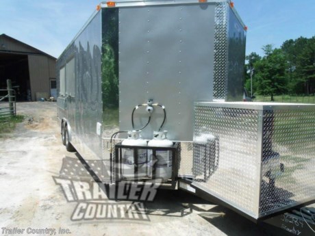 &lt;div&gt;NEW 8.5 X 22&#39;&amp;nbsp; ENCLOSED MOBILE KITCHEN FOOD VENDING TRAILER LOADED W/ OPTIONS &amp;amp; EQUIPMENT!&lt;/div&gt;
&lt;div&gt;&amp;nbsp;&lt;/div&gt;
&lt;div&gt;Up for your consideration is a Brand New Heavy Duty Model 8.5 x 22 Tandem Axle,&lt;/div&gt;
&lt;div&gt;&amp;nbsp;&lt;/div&gt;
&lt;div&gt;V-Nosed Enclosed Food Vending Concession BBQ Trailer.&lt;/div&gt;
&lt;div&gt;&amp;nbsp;&lt;/div&gt;
&lt;div&gt;&amp;nbsp;&lt;/div&gt;
&lt;div&gt;YOU&#39;VE SEEN THE REST...NOW BUY THE BEST!&lt;/div&gt;
&lt;div&gt;&amp;nbsp;&lt;/div&gt;
&lt;div&gt;ALL the TOP QUALITY FEATURES listed in this ad!&amp;nbsp;&lt;/div&gt;
&lt;div&gt;&amp;nbsp;&lt;/div&gt;
&lt;div&gt;Elite Series Standard Features:&lt;/div&gt;
&lt;div&gt;&amp;nbsp;&lt;/div&gt;
&lt;div&gt;- Heavy Duty 6&quot; I Beam Main Frame w/ 2&quot;X6&quot; Square Tube Frame&lt;/div&gt;
&lt;div&gt;- 22&#39; Box Space&lt;/div&gt;
&lt;div&gt;- 54&quot; TRIPLE TUBE TONGUE&lt;/div&gt;
&lt;div&gt;- 16&quot; On Center Walls&lt;/div&gt;
&lt;div&gt;- 16&quot; On Center Floors&lt;/div&gt;
&lt;div&gt;- 16&quot; On Center Roof Bows&lt;/div&gt;
&lt;div&gt;- (2) 3,500 lb &quot; DEXTER&quot; SPRING Axles w/ All Wheel Electric Brakes &amp;amp; EZ LUBE Grease Fittings-Self Adjusting Axles&lt;/div&gt;
&lt;div&gt;- HEAVY DUTY Rear Spring Assisted Ramp Door with (2) Bar locks for Security, &amp;amp; EZ Lube Hinge Pins&lt;/div&gt;
&lt;div&gt;- No-Show Beaver Tail (Dove Tail)&lt;/div&gt;
&lt;div&gt;- 4 - 5,000 lb Flush Floor Mounted D-Rings&lt;/div&gt;
&lt;div&gt;- 36&quot; Side Door with Lock&lt;/div&gt;
&lt;div&gt;- ATP Diamond Plate Recessed Step-Up in Side door&lt;/div&gt;
&lt;div&gt;- 6&#39;6&quot; Interior Height inside Box Space&lt;/div&gt;
&lt;div&gt;- Galvalume Seamed Roof w/ Thermo Ply Ceiling Liner&lt;/div&gt;
&lt;div&gt;- 2 5/16&quot; Coupler w/ Snapper Pin&lt;/div&gt;
&lt;div&gt;- Heavy Duty Safety Chains&lt;/div&gt;
&lt;div&gt;- 2 K Top-Wind Jack&lt;/div&gt;
&lt;div&gt;- 7-Way Round RV Electrical Wiring Harness w/ Battery Back-Up &amp;amp; Safety Switch&lt;/div&gt;
&lt;div&gt;- 24&quot; ATP Front Stone Guard w/ ATP Nose Cap&lt;/div&gt;
&lt;div&gt;- Exterior L.E.D Lighting Package&lt;/div&gt;
&lt;div&gt;- 3/8&quot; Heavy Duty Top Grade Plywood Walls&lt;/div&gt;
&lt;div&gt;- 3/4&quot; Heavy Duty Top Grade Plywood Floors&lt;/div&gt;
&lt;div&gt;- Heavy Duty Smooth Fender Flares&lt;/div&gt;
&lt;div&gt;- Deluxe License Plate Holder with Light&lt;/div&gt;
&lt;div&gt;- Top Quality Exterior Grade Automotive Paint&lt;/div&gt;
&lt;div&gt;- (1) Non-Powered Roof Vent&lt;/div&gt;
&lt;div&gt;- (1) 12-Volt Interior Trailer Light w/ Wall Switch&lt;/div&gt;
&lt;div&gt;- 15&quot; Radial Tires&lt;/div&gt;
&lt;div&gt;- White Modular Wheels&lt;/div&gt;
&lt;div&gt;&amp;nbsp;&lt;/div&gt;
&lt;div&gt;Concession Package &amp;amp; Upgrades:&lt;/div&gt;
&lt;div&gt;&amp;nbsp;&lt;/div&gt;
&lt;div&gt;- Concession Package - 6&#39; Hood Range, Air Flow Blower, 2 Interior Range Lights, Grease Trap on Roof, Back Splash under Hood Range (No Fire Suppression System)&lt;/div&gt;
&lt;div&gt;- Stainless Steel Vending Equipment Includes:&amp;nbsp;&lt;/div&gt;
&lt;div&gt;- 1 ~ 18 &quot; Gas Stock Pot Stove Range 2 Burners - Front to Back&lt;/div&gt;
&lt;div&gt;- 1 ~ 48&quot; Restaurant Gas Range w/ 8 Burners, 2 Ovens ( Stainless Interiors Ovens)&lt;/div&gt;
&lt;div&gt;- 1 ~ 3&#39; x 5&#39; Concession/Vending Window w/Sliding Glass Inserts &amp;amp; Screen&lt;/div&gt;
&lt;div&gt;- 1 ~ 3&#39; x 5&#39; Concession/Vending Window w/No Glass Inserts or Screen&amp;nbsp;&lt;/div&gt;
&lt;div&gt;- 1 ~ 12&quot; x 7&quot;&#39; Exterior Serving Counter Under Concession Window w/ Glass&lt;/div&gt;
&lt;div&gt;- 1 ~ 6&#39; Long&amp;nbsp; X 24&quot; Deep - Base Cabinet Mounted 12&quot; Back from Side Door to Rear (Top in Mill Finish)&lt;/div&gt;
&lt;div&gt;- 1 ~&amp;nbsp; 6&#39; Over Head Cabinets-&amp;nbsp; Mounted just Above Lover Base Cabinet&lt;/div&gt;
&lt;div&gt;- 1 ~ Base Cabinet Mounted Under TV Box&lt;/div&gt;
&lt;div&gt;- 1 ~ 8.5&#39; Overhead Cabinet Mounted Above Sinks&lt;/div&gt;
&lt;div&gt;- A/C Unit, Pre-wire &amp;amp; Brace, (13,500 BTU Unit w/ Heat Strip)&lt;/div&gt;
&lt;div&gt;- Sink Package ~ 3 Stainless Steel Sinks in Stainless Steel Table W/Hardware in Mill Finish, Hand wash Station, Upgraded 28 Gallon Fresh Water Tank, Upgraded 30 Gallon Waste Water Tank, &amp;amp; 6 Gallon Hot Water Heater&lt;/div&gt;
&lt;div&gt;- Electrical Package ~ ( 100 Amp Panel Box w/50&#39; Life Line, 2-110 Volt Interior Recepts, 2~4&#39; 12 Volt L.E.D. Strip Lights w/ Battery)&lt;/div&gt;
&lt;div&gt;- 3 ~ Additional 110 Volt Interior Recepts through out unit. (Total of 5)&lt;/div&gt;
&lt;div&gt;- RTP (Rubber Tread Plate) - Flooring in Unit&lt;/div&gt;
&lt;div&gt;- White Metal Walls and Ceiling Liner&amp;nbsp;&lt;/div&gt;
&lt;div&gt;- Insulated Walls &amp;amp; Ceiling&lt;/div&gt;
&lt;div&gt;- Small Propane Package - 2- 30 Gal Propane Tanks with Holders, Regulators, LP Lines and Stub Outs&lt;/div&gt;
&lt;div&gt;&amp;nbsp;&lt;/div&gt;
&lt;div&gt;Additional Upgrades:&lt;/div&gt;
&lt;div&gt;&amp;nbsp;&lt;/div&gt;
&lt;div&gt;- Shadow Box for TV( Box is Lined with Carpet and has 110 V Recept - TV Not Included)&lt;/div&gt;
&lt;div&gt;- .030 Upgraded Metal Exterior (Shown in Silver Frost)&lt;/div&gt;
&lt;div&gt;- Partition Wall Dividing Unit into 2 Separate Rooms&lt;/div&gt;
&lt;div&gt;- 48&quot; Door Installed into Partition Wall&amp;nbsp;&lt;/div&gt;
&lt;div&gt;- Extended Tongue&lt;/div&gt;
&lt;div&gt;- ATP Diamond Plate Generator Box w/ Vents and Slide Out Tray (Mounted on Ext Tongue)&lt;/div&gt;
&lt;div&gt;- Mag Wheels&lt;/div&gt;
&lt;div&gt;- Radial Tires&lt;/div&gt;
&lt;div&gt;- 9&quot; Extra Interior Height (7&#39; 3&quot; Total Interior Height)&lt;/div&gt;
&lt;div&gt;- No Beaver Tail - Straight Deck&lt;/div&gt;
&lt;p&gt;&amp;nbsp;&lt;/p&gt;
&lt;p&gt;* * N.A.T.M. Inspected and Certified * *&lt;br /&gt;* * Manufacturers Title and 5 Year Limited Warranty Included * *&lt;br /&gt;* * PRODUCT LIABILITY INSURANCE * *&lt;br /&gt;* * FINANCING IS AVAILABLE W/ APPROVED CREDIT * *&lt;/p&gt;
&lt;p&gt;&lt;br /&gt;Trailer is offered @ factory direct pick up in Willacoochee, GA...We also offer Nationwide Delivery, please contact us for more information.&lt;br /&gt;CALL: 888-710-2112&lt;/p&gt;
