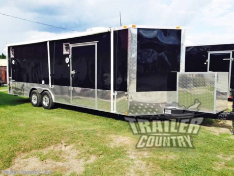 &lt;div&gt;NEW 8.5 X 24&#39; V-NOSED ENCLOSED CAR HAULER TRAILER LOADED W/ OPTIONS &amp;amp; RACE READY 2 PACKAGE!&lt;/div&gt;
&lt;div&gt;&amp;nbsp;&lt;/div&gt;
&lt;div&gt;Up for your consideration is a Brand New Heavy Duty Model 8.5 x 24 Tandem Axle, V-Nosed Enclosed Race Toy Car Hauler Cargo Trailer.&lt;/div&gt;
&lt;div&gt;&amp;nbsp;&lt;/div&gt;
&lt;div&gt;YOU&#39;VE SEEN THE REST...NOW BUY THE BEST!&lt;/div&gt;
&lt;div&gt;&amp;nbsp;&lt;/div&gt;
&lt;div&gt;ALL the TOP QUALITY FEATURES listed in this ad!&lt;/div&gt;
&lt;div&gt;&amp;nbsp;&lt;/div&gt;
&lt;div&gt;Elite Series Standard Features:&lt;/div&gt;
&lt;div&gt;&amp;nbsp;&lt;/div&gt;
&lt;div&gt;- Heavy Duty 6&quot; I Beam Main Frame w/ 2&quot;X6&quot; Square Tube Frame&lt;/div&gt;
&lt;div&gt;- 24&#39; Box Space + V-Nose&lt;/div&gt;
&lt;div&gt;- 54&quot; TRIPLE TUBE TONGUE&lt;/div&gt;
&lt;div&gt;- 16&quot; On Center Walls&lt;/div&gt;
&lt;div&gt;- 16&quot; On Center Floors&lt;/div&gt;
&lt;div&gt;- 16&quot; On Center Roof Bows&lt;/div&gt;
&lt;div&gt;- (2) 3,500 lb &quot; DEXTER&quot; SPRING Axles w/ All Wheel Electric Brakes &amp;amp; EZ LUBE Grease Fittings-Self Adjusting Axles&lt;/div&gt;
&lt;div&gt;- HEAVY DUTY Rear Spring Assisted Ramp Door with (2) Bar locks for Security, &amp;amp; EZ Lube Hinge Pins&lt;/div&gt;
&lt;div&gt;- No-Show Beaver Tail (Dove Tail)&lt;/div&gt;
&lt;div&gt;- 4 - 5,000 lb Flush Floor Mounted D-Rings&lt;/div&gt;
&lt;div&gt;- 36&quot; Side Door with Lock&lt;/div&gt;
&lt;div&gt;- ATP Diamond Plate Recessed Step-Up in Side door&lt;/div&gt;
&lt;div&gt;- 6&#39;6&quot; Interior Height inside Box Space&lt;/div&gt;
&lt;div&gt;- Galvalume Seamed Roof w/ Thermo Ply Ceiling Liner&lt;/div&gt;
&lt;div&gt;- 2 5/16&quot; Coupler w/ Snapper Pin&lt;/div&gt;
&lt;div&gt;- Heavy Duty Safety Chains&lt;/div&gt;
&lt;div&gt;- 2,000 lb Top-Wind Jack&lt;/div&gt;
&lt;div&gt;- 7-Way Round RV Electrical Wiring Harness w/ Battery Back-Up &amp;amp; Safety Switch&lt;/div&gt;
&lt;div&gt;- 24&quot; ATP Front Stone Guard w/ ATP Nose Cap&lt;/div&gt;
&lt;div&gt;- Exterior L.E.D Lighting Package&lt;/div&gt;
&lt;div&gt;- 3/8&quot; Heavy Duty Top Grade Plywood Walls&lt;/div&gt;
&lt;div&gt;- 3/4&quot; Heavy Duty Top Grade Plywood Floors&lt;/div&gt;
&lt;div&gt;- Heavy Duty Smooth Fender Flares&lt;/div&gt;
&lt;div&gt;- Deluxe License Plate Holder with Light&lt;/div&gt;
&lt;div&gt;- Top Quality Exterior Grade Automotive Paint&lt;/div&gt;
&lt;div&gt;- (1) Non-Powered Roof Vent&lt;/div&gt;
&lt;div&gt;- (1) 12-Volt Interior Trailer Light w/ Wall Switch&lt;/div&gt;
&lt;div&gt;- 15&quot; Radial Tires&lt;/div&gt;
&lt;div&gt;- Modular Wheels&lt;/div&gt;
&lt;div&gt;&amp;nbsp;&lt;/div&gt;
&lt;div&gt;Race Ready 2 Pack:&lt;/div&gt;
&lt;div&gt;&amp;nbsp;&lt;/div&gt;
&lt;div&gt;- RTP Floor (Rubber Tread Plate)&lt;/div&gt;
&lt;div&gt;- RTP Ramp &amp;amp; Transitional Flap (Rubber Tread Plate)&lt;/div&gt;
&lt;div&gt;- White Metal Walls&amp;nbsp;&lt;/div&gt;
&lt;div&gt;- White Metal Ceiling&lt;/div&gt;
&lt;div&gt;- 48&quot; Side Door w/ Piino Hinges (ilo Standard 36&quot; Door)&lt;/div&gt;
&lt;div&gt;- 54&quot; Escape Door ~ Driver Side&lt;/div&gt;
&lt;div&gt;- Electrical Package (w/50 AMP Panel Box, (2)110 Volt Interior Recepts, 25&#39; Life Line, (2)4&#39; 12 Volt L.E.D. Strip Lights w/ Battery)&lt;/div&gt;
&lt;div&gt;- Black Metal Base Cabinets&lt;/div&gt;
&lt;div&gt;- Black Metal Overhead Cabinets&lt;/div&gt;
&lt;div&gt;- (2) 500 Watt Recessed Side Quartz Lighting&amp;nbsp;&lt;/div&gt;
&lt;div&gt;- (1) Pair 12 Volt Rear Loading Lights&lt;/div&gt;
&lt;div&gt;&amp;nbsp;&lt;/div&gt;
&lt;div&gt;Additional Upgrades Include:&lt;/div&gt;
&lt;div&gt;&amp;nbsp;&lt;/div&gt;
&lt;div&gt;- A/C Unit - 13,500 BTU A/C Unit w/ Heat Strip&lt;/div&gt;
&lt;div&gt;- Stereo w/CD Player, (4) Speakers -2 Mounted Inside &amp;amp; 2 Outside Under Awning&lt;/div&gt;
&lt;div&gt;- (2) 5,200 lb &quot; DEXTER&quot; SPRING Axles w/ All Wheel Electric Brakes &amp;amp; EZ LUBE Grease Fittings-Self Adjusting Axles (Upgraded from Standard Axles)&lt;/div&gt;
&lt;div&gt;- (1) Pair Aluminum Ramp Overs Standard Size 15&#39; (Mounted)&lt;/div&gt;
&lt;div&gt;- 60&quot; Ramp in Sidewall&amp;nbsp;&lt;/div&gt;
&lt;div&gt;- RTP on Sidewall Ramp &amp;amp; Transitional Flap (Rubber Tread Plate)&lt;/div&gt;
&lt;div&gt;- ATP Interior Transitional Flap on Both Ramp Doors&lt;/div&gt;
&lt;div&gt;- Star Aluminum Mag Wheels&lt;/div&gt;
&lt;div&gt;- 15&quot; Radial Tires&lt;/div&gt;
&lt;div&gt;- Screwless Metal Exterior Walls&lt;/div&gt;
&lt;div&gt;- Screwless Metal Interior Walls&lt;/div&gt;
&lt;div&gt;- Insulated Walls &amp;amp; Ceiling&lt;/div&gt;
&lt;div&gt;- 6&quot; Additional Interior Height (Total 7&#39; Interior Height)&lt;/div&gt;
&lt;div&gt;- Electric Tongue Jack&lt;/div&gt;
&lt;div&gt;- (4) Additional 12 Volt L.E.D. Strip Lights added to Electrical Package&lt;/div&gt;
&lt;div&gt;- (1) Exterior GFI Outlet&lt;/div&gt;
&lt;div&gt;- ATP Fenders (Aluminum Tread Plate)&lt;/div&gt;
&lt;div&gt;- (4) Additional D-rings (Total of 8 in Trailer)&lt;/div&gt;
&lt;div&gt;- Recessed Spare Tire Compartment&lt;/div&gt;
&lt;div&gt;- 15&quot; Silver Mod Spare Tire&lt;/div&gt;
&lt;div&gt;- Steel Winch Plate&lt;/div&gt;
&lt;div&gt;- Extended Size on Base &amp;amp; Overhead Cabinets (Made 24&quot; Longer than Basic Cabinets)&lt;/div&gt;
&lt;div&gt;- Extended Trailer Tongue&lt;/div&gt;
&lt;div&gt;- ATP Generator Box On Tongue w/ Vented Door &amp;amp; Slider Tray&lt;/div&gt;
&lt;div&gt;- 22&#39; Black &amp;amp; White Checkered Awning on Curbside of Trailer&lt;/div&gt;
&lt;div&gt;- Upgraded Interior Dome light to LED&lt;/div&gt;
&lt;div&gt;- (4) Additional LED Interior Dome Light Mounted on the Interior of Trailer ( 2 In Front of the Overhead Cabinets, 1 by the Escape Door &amp;amp; 1 Centered 2&#39; from Rear of Trailer)&lt;/div&gt;
&lt;div&gt;- Boogie Wheels&lt;/div&gt;
&lt;div&gt;- Touring Pack (Black Metal Exterior &amp;amp; 24&quot; Polished Sides &amp;amp; Rear)&lt;/div&gt;
&lt;div&gt;&amp;nbsp;&lt;/div&gt;
&lt;div&gt;&amp;nbsp;&lt;/div&gt;
&lt;div&gt;* Shown in Black w/White Metal Interior Walls&amp;nbsp;&lt;/div&gt;
&lt;div&gt;&amp;nbsp;&lt;/div&gt;
&lt;div&gt;! ! ! YOU CHOOSE FINAL COLOR ! ! !&lt;/div&gt;
&lt;div&gt;&amp;nbsp;&lt;/div&gt;
&lt;div&gt;* All Trailers are D.O.T. Compliant for all 50 States, Canada, &amp;amp; Mexico.&lt;/div&gt;
&lt;div&gt;&amp;nbsp;&lt;/div&gt;
&lt;div&gt;* Manufacturers Title and Limited Warranty Included&lt;/div&gt;
&lt;div&gt;&amp;nbsp;&lt;/div&gt;
&lt;div&gt;**PRODUCT LIABILITY INSURANCE**&lt;/div&gt;
&lt;div&gt;&amp;nbsp;&lt;/div&gt;
&lt;div&gt;* Trailer is offered @&amp;nbsp; pricing for pick up in our South East Georgia retail location...We also have a Florida pick up location near Tampa and We offer Nationwide delivery. Please ask for details about these options.&amp;nbsp;&lt;/div&gt;
&lt;div&gt;&amp;nbsp;&lt;/div&gt;
&lt;div&gt;* Trailer Shown with Optional Trim*&amp;nbsp;&lt;/div&gt;
&lt;div&gt;&amp;nbsp;&lt;/div&gt;
&lt;div&gt;ASK US ABOUT OUR RENT TO OWN PROGRAM - NO CREDIT CHECK - LOW DOWN PAYMENT&lt;/div&gt;
&lt;div&gt;&amp;nbsp;&lt;/div&gt;
&lt;div&gt;* FOR MORE INFORMATION CALL: 888-710-2112&lt;/div&gt;
&lt;p&gt;&amp;nbsp;&lt;/p&gt;
