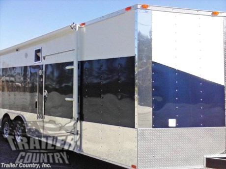 &lt;div&gt;NEW 8.5 X 24&#39; V-NOSED ENCLOSED TOY - RACE CAR HAULER TRAILER LOADED W/ OPTIONS &amp;amp; RACE READY 3 PRO RACER PACKAGE!&lt;/div&gt;
&lt;div&gt;&amp;nbsp;&lt;/div&gt;
&lt;div&gt;Up for your consideration is a Brand New Heavy Duty Model 8.5 x 24 Tandem Axle, V-Nosed Enclosed Race Toy Car Hauler Cargo Trailer.&lt;/div&gt;
&lt;div&gt;&amp;nbsp;&lt;/div&gt;
&lt;div&gt;YOU&#39;VE SEEN THE REST...NOW BUY THE BEST!&lt;/div&gt;
&lt;div&gt;&amp;nbsp;&lt;/div&gt;
&lt;div&gt;ALL the TOP QUALITY FEATURES listed in this ad!&lt;/div&gt;
&lt;div&gt;&amp;nbsp;&lt;/div&gt;
&lt;div&gt;Elite Series Standard Features:&lt;/div&gt;
&lt;div&gt;&amp;nbsp;&lt;/div&gt;
&lt;div&gt;- Heavy Duty 6&quot; I Beam Main Frame w/ 2&quot;X6&quot; Square Tube Frame&lt;/div&gt;
&lt;div&gt;- 24&#39; Box Space + V-Nose&lt;/div&gt;
&lt;div&gt;- 54&quot; TRIPLE TUBE TONGUE&lt;/div&gt;
&lt;div&gt;- 16&quot; On Center Walls&lt;/div&gt;
&lt;div&gt;- 16&quot; On Center Floors&lt;/div&gt;
&lt;div&gt;- 16&quot; On Center Roof Bows&lt;/div&gt;
&lt;div&gt;- (2) 3,500 lb &quot; DEXTER&quot; SPRING Axles w/ All Wheel Electric Brakes &amp;amp; EZ LUBE Grease Fittings-Self Adjusting Axles&lt;/div&gt;
&lt;div&gt;- HEAVY DUTY Rear Spring Assisted Ramp Door with (2) Bar locks for Security, &amp;amp; EZ Lube Hinge Pins&lt;/div&gt;
&lt;div&gt;- No-Show Beaver Tail (Dove Tail)&lt;/div&gt;
&lt;div&gt;- 4 - 5,000 lb Flush Floor Mounted D-Rings&lt;/div&gt;
&lt;div&gt;- 36&quot; Side Door with Lock&lt;/div&gt;
&lt;div&gt;- ATP Diamond Plate Recessed Step-Up in Side door&lt;/div&gt;
&lt;div&gt;- 6&#39;6&quot; Interior Height inside Box Space&lt;/div&gt;
&lt;div&gt;- Galvalume Seamed Roof w/ Thermo Ply Ceiling Liner&lt;/div&gt;
&lt;div&gt;- 2 5/16&quot; Coupler w/ Snapper Pin&lt;/div&gt;
&lt;div&gt;- Heavy Duty Safety Chains&lt;/div&gt;
&lt;div&gt;- 2K Top-Wind Jack&lt;/div&gt;
&lt;div&gt;- 7-Way Round RV Electrical Wiring Harness w/ Battery Back-Up &amp;amp; Safety Switch&lt;/div&gt;
&lt;div&gt;- 24&quot; ATP Front Stone Guard w/ ATP Nose Cap&lt;/div&gt;
&lt;div&gt;- Exterior L.E.D Lighting Package&lt;/div&gt;
&lt;div&gt;- 3/8&quot; Heavy Duty Top Grade Plywood Walls&lt;/div&gt;
&lt;div&gt;- 3/4&quot; Heavy Duty Top Grade Plywood Floors&lt;/div&gt;
&lt;div&gt;- Heavy Duty Smooth Fender Flares&lt;/div&gt;
&lt;div&gt;- Deluxe License Plate Holder with Light&lt;/div&gt;
&lt;div&gt;- Top Quality Exterior Grade Automotive Paint&lt;/div&gt;
&lt;div&gt;- (1) Non-Powered Roof Vent&lt;/div&gt;
&lt;div&gt;- (1) 12-Volt Interior Trailer Light w/ Wall Switch&lt;/div&gt;
&lt;div&gt;- 15&quot; Radial Tires&lt;/div&gt;
&lt;div&gt;- Modular Wheels&lt;/div&gt;
&lt;div&gt;&amp;nbsp;&lt;/div&gt;
&lt;div&gt;Race Ready 3 - Pro Racer Pack:&lt;/div&gt;
&lt;div&gt;&amp;nbsp;&lt;/div&gt;
&lt;div&gt;- Base &amp;amp; Overhead Cabinets w/4 ~ Recessed 12 Volt Lights&lt;/div&gt;
&lt;div&gt;- Wardrobe/Coat Closet&lt;/div&gt;
&lt;div&gt;- Interior Insulated Generator Box w/ Slider Tray &amp;amp; Vented Door&lt;/div&gt;
&lt;div&gt;- RTP Rubber Tread Plate -or- Black &amp;amp; White Checkered Flooring w/ Wall Wrap-Up&lt;/div&gt;
&lt;div&gt;- RTP Rubber Tread Plate, Black &amp;amp; White Checkered, -or- ATP Diamond&amp;nbsp; Plate Ramp &amp;amp; 16&quot; Transitional Flap (In stock unit has RTP)-&lt;/div&gt;
&lt;div&gt;- 2 ~ 5,200 Lb &quot;Dexter&quot; E-Z Lube All Wheel Electric Brake Spring Drop&amp;nbsp; Axles&lt;/div&gt;
&lt;div&gt;- Radial Tires (22575R15)&lt;/div&gt;
&lt;div&gt;- 12&quot; Interior Height Increase (Total Interior Height 7 Foot 6 Inches)&lt;/div&gt;
&lt;div&gt;- 48&quot; X 54&quot; Escape Door&lt;/div&gt;
&lt;div&gt;- 36&quot; Baggage/Access Door - Front Driver Side V-Nose&lt;/div&gt;
&lt;div&gt;- 48&quot; Side Door w/ RV Flush Lock, Bar Lock, and ATP Diamond Plate Step-Up&lt;/div&gt;
&lt;div&gt;- White Metal Finished Interior Walls &amp;amp; Ceiling&lt;/div&gt;
&lt;div&gt;- Insulated Walls &amp;amp; Ceiling&lt;/div&gt;
&lt;div&gt;- A/C Pre-Wire &amp;amp; Brace&lt;/div&gt;
&lt;div&gt;- Extra Interior Non-Powered Roof Vent&lt;/div&gt;
&lt;div&gt;- 50 Amp Electrical Pkg (2 ~ 110 Volt Recepts, 6 ~ 4&#39; 12 Volt L.E.D. Strip Lights w/ Battery, 25&#39; Life Line)&lt;/div&gt;
&lt;div&gt;- AM/FM MP3 Plug-In Stereo with 4 Speakers (2 ~ Interior &amp;amp; 2 ~ Exterior)&lt;/div&gt;
&lt;div&gt;- 4 ~ 12 Volt L.E.D. Strip Lights&lt;/div&gt;
&lt;div&gt;- 2 ~ 12 Volt L.E.D. Race Lights&lt;/div&gt;
&lt;div&gt;- 12 Volt Battery w/ Battery Box&lt;/div&gt;
&lt;div&gt;- 3,500 Lb Electric Jack (Power Up &amp;amp; Down)&lt;/div&gt;
&lt;div&gt;- 2 ~ 12 Volt Rear Loading Lights and Interior Wall Switch&lt;/div&gt;
&lt;div&gt;- 8 ~ Extra L.E.D. Side Marker Lights (4 ~ On Left Side &amp;amp; 4 ~ On Right Side)&lt;/div&gt;
&lt;div&gt;- Double Clear L.E.D. Strip Tail Lights (4 ~ Lights Total, 2 ~ On Each Side)&lt;/div&gt;
&lt;div&gt;&amp;nbsp;&lt;/div&gt;
&lt;div&gt;Custom Motorcycle Package:&lt;/div&gt;
&lt;div&gt;&amp;nbsp;&lt;/div&gt;
&lt;div&gt;- Color - .030 Your Choice Final Color&lt;/div&gt;
&lt;div&gt;- Aluminum Mag Wheels&lt;/div&gt;
&lt;div&gt;- 24&quot; Polished Aluminum -or- ATP (Aluminum Tread Plate) Sides &amp;amp; Rear (Shown w/24&quot; ATP)&lt;/div&gt;
&lt;div&gt;- 2 ~ Rear Stabilizer Jacks&lt;/div&gt;
&lt;div&gt;- 5,000 LB Flush Mounted Floor D-Rings&lt;/div&gt;
&lt;div&gt;&amp;nbsp;&lt;/div&gt;
&lt;div&gt;Additional Upgrades Include:&lt;/div&gt;
&lt;div&gt;&amp;nbsp;&lt;/div&gt;
&lt;div&gt;- A/C Unit - 13,500 BTU A/C Unit w/ Heat Strip&lt;/div&gt;
&lt;div&gt;- 10,000 Watt Generator - Gas Powered&lt;/div&gt;
&lt;div&gt;- Stereo w/CD Player, (4) Speakers -2 Mounted Inside &amp;amp; 2 Outside Under Awning&lt;/div&gt;
&lt;div&gt;- (2) 5,200 lb &quot; DEXTER&quot; SPRING Axles w/All Wheel Electric Brakes &amp;amp; EZ LUBE Grease Fittings-Self Adjusting Axles (Upgraded from Standard Axles)&lt;/div&gt;
&lt;div&gt;- RTP Interior Floor, Ramp, and Transitional Flap&lt;/div&gt;
&lt;div&gt;- Star Aluminum Mag Wheels&lt;/div&gt;
&lt;div&gt;- Upgraded Tires to Class &quot;E&quot;&lt;/div&gt;
&lt;div&gt;- 15&quot; Radial Tires&lt;/div&gt;
&lt;div&gt;- Screwless Metal Interior Walls&lt;/div&gt;
&lt;div&gt;- Insulated Walls &amp;amp; Ceiling&lt;/div&gt;
&lt;div&gt;- Electric Tongue Jack&lt;/div&gt;
&lt;div&gt;- (4) Additional Fluorescent Lights added to Electrical Package&lt;/div&gt;
&lt;div&gt;- (1) GFI Outlet&lt;/div&gt;
&lt;div&gt;- (4) Additional D-rings (Total of 8 in Trailer)&lt;/div&gt;
&lt;div&gt;- 15&quot; Standard Silver Mod Spare Tire&lt;/div&gt;
&lt;div&gt;- Steel Winch Plate&lt;/div&gt;
&lt;div&gt;- Upgraded Two Tone Exterior .030 Metal&lt;/div&gt;
&lt;div&gt;- Extended Size on Base &amp;amp; Overhead Cabinets (Made 24&quot; Longer than Basic Cabinets)&lt;/div&gt;
&lt;div&gt;- Extended Trailer Tongue&lt;/div&gt;
&lt;div&gt;- ATP Generator Box On Tongue w/Vented Door &amp;amp; Slider Tray&lt;/div&gt;
&lt;div&gt;- 18&#39; Black &amp;amp; White Checkered Awning on Curbside of Trailer&lt;/div&gt;
&lt;div&gt;- One Piece Roof&lt;/div&gt;
&lt;div&gt;- Upgraded Interior Dome light to LED&lt;/div&gt;
&lt;div&gt;- (4) Additional LED Interior Dome Light Mounted on the Interior of Trailer ( 2 In Front of the Overhead Cabinets, 1 by the Escape Door &amp;amp; 1 Centered 2&#39; from Rear of Trailer)&lt;/div&gt;
&lt;div&gt;- Boogie Wheels&lt;/div&gt;
&lt;div&gt;&amp;nbsp;&lt;/div&gt;
&lt;div&gt;Shown in Upgraded Two Tone Metal - White w/ Indigo Blue Metal&amp;nbsp;&amp;nbsp;&lt;/div&gt;
&lt;p&gt;* * N.A.T.M. Inspected and Certified * *&lt;br /&gt;* * Manufacturers Title and 5 Year Limited Warranty Included * *&lt;br /&gt;* * PRODUCT LIABILITY INSURANCE * *&lt;br /&gt;* * FINANCING IS AVAILABLE W/ APPROVED CREDIT * *&lt;/p&gt;
&lt;p&gt;ASK US ABOUT OUR RENT TO OWN PROGRAM - NO CREDIT CHECK - LOW DOWN PAYMENT&lt;/p&gt;
&lt;p&gt;Trailer is offered @ factory direct pick up in Willacoochee, GA...We also offer Nationwide Delivery, please contact us for more information.&lt;br /&gt;CALL: 888-710-2112&lt;/p&gt;