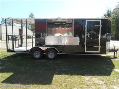 &lt;div&gt;NEW 7 X 20 ENCLOSED CONCESSION TRAILER&lt;/div&gt;
&lt;div&gt;&amp;nbsp;&lt;/div&gt;
&lt;div&gt;Up for your consideration is a Brand New Model 7 x 20 Tandem Axle, Enclosed Concession/Food Vending Cargo Trailer.&amp;nbsp;&lt;/div&gt;
&lt;div&gt;&amp;nbsp;&lt;/div&gt;
&lt;div&gt;ALL the TOP QUALITY FEATURES listed in this ad!&lt;/div&gt;
&lt;div&gt;&amp;nbsp;&lt;/div&gt;
&lt;div&gt;Standard Elite Series Features:&lt;/div&gt;
&lt;div&gt;&amp;nbsp;&lt;/div&gt;
&lt;div&gt;- Heavy Duty Main Frame with 2 X 6 Square Tube&lt;/div&gt;
&lt;div&gt;- Heavy Duty 1&quot; x 1 1/2&quot; Square Tubular Wall Studs &amp;amp; Roof Bows&lt;/div&gt;
&lt;div&gt;- 14&#39; Box Space + V-Nose&lt;/div&gt;
&lt;div&gt;- 16&quot; On Center Walls&lt;/div&gt;
&lt;div&gt;- 16&quot; On Center Floors&lt;/div&gt;
&lt;div&gt;- 16&quot; On Center Roof Bows&lt;/div&gt;
&lt;div&gt;- Complete Braking System (Electric Brakes on both axles, Battery Back-Up, &amp;amp; Safety Switch)&lt;/div&gt;
&lt;div&gt;- (2) 3,500lb 4&quot; &quot;Dexter&quot; Drop Axles w/ EZ LUBE Grease Fittings (Self Adjusting Brakes Axles)&lt;/div&gt;
&lt;div&gt;- 32&quot; Side Door with Bar Lock on Driver Side&amp;nbsp;&lt;/div&gt;
&lt;div&gt;- 6&#39; Interior Height&lt;/div&gt;
&lt;div&gt;- Galvalume Seamed Roof w/ Thermo Ply Ceiling Liner&amp;nbsp;&lt;/div&gt;
&lt;div&gt;- 2 5/16&quot; Coupler w/ Snapper Pin&lt;/div&gt;
&lt;div&gt;- Heavy Duty Safety Chains&lt;/div&gt;
&lt;div&gt;- 7-Way Round RV Style Wiring Harness Plug&lt;/div&gt;
&lt;div&gt;- 3/8&quot; Heavy Duty Top Grade Plywood Walls&lt;/div&gt;
&lt;div&gt;- 3/4&quot; Heavy Duty Top Grade Plywood Floors&lt;/div&gt;
&lt;div&gt;- Smooth Teardrop Style Fender Flares&lt;/div&gt;
&lt;div&gt;- 2K A-Frame Top Wind Jack&lt;/div&gt;
&lt;div&gt;- Top Quality Exterior Grade Paint&lt;/div&gt;
&lt;div&gt;- (1) Non-Powered Interior Roof Vent&lt;/div&gt;
&lt;div&gt;- (1) 12 Volt Interior Trailer Dome Light w/ Wall Switch&lt;/div&gt;
&lt;div&gt;- 24&quot; Diamond Plate ATP Front Stone Guard&amp;nbsp;&lt;/div&gt;
&lt;div&gt;- 15&quot; Radial (ST20575R15) Tires &amp;amp; Wheels&lt;/div&gt;
&lt;div&gt;- Exterior L.E.D. Lighting Package&lt;/div&gt;
&lt;div&gt;&amp;nbsp;&lt;/div&gt;
&lt;div&gt;Concession Package &amp;amp; Upgrades:&amp;nbsp;&lt;/div&gt;
&lt;div&gt;&amp;nbsp;&lt;/div&gt;
&lt;div&gt;- 6&#39; Covered Porch Option- (14&#39;+6&#39;=20&#39; Total Overall) w/ 3&#39; Side Rails, Step -Up, Complete w/ Metal Ceiling Liner &amp;amp; Pressure Treated Deck with ATP-Diamond Plate&lt;/div&gt;
&lt;div&gt;- 32&quot; Rear Entry Door to Porch&lt;/div&gt;
&lt;div&gt;- 1 - 3&#39; x 5&#39; Concession/Vending Window w/out Glass (Center Curbside of Trailer)&lt;/div&gt;
&lt;div&gt;- 42&quot; Rangehood w/ Exhaust Fan&lt;/div&gt;
&lt;div&gt;- 18&quot; x 6&#39; Exterior Serving Counter Under Concession Window&lt;/div&gt;
&lt;div&gt;- A/C Prewire &amp;amp; Brace in place of Standard Roof Vent&lt;/div&gt;
&lt;div&gt;- Hand Wash Station ~ W/Hardware, Black Cabinet with Mill Finish Top, Handwash, 20 Gallon Fresh Water Tank, 30 Gallon Waste Water Tank, &amp;amp; 6 Gallon Hot Water Heater&lt;/div&gt;
&lt;div&gt;- Electrical Package ~ (100 Amp Panel Box w/Life Line, 5-110 Volt Interior Recepts, 2-4&#39; 12 Volt L.E.D. Strip Lights w/ Battery&lt;/div&gt;
&lt;div&gt;- Exterior GFI Outlet&lt;/div&gt;
&lt;div&gt;- Black RTP Flooring on Trailer Interior (Rubber Tread Plate Flooring)&lt;/div&gt;
&lt;div&gt;- Mill Finish Metal Walls and Ceiling Liner on Trailer Interior&lt;/div&gt;
&lt;div&gt;- Insulated Walls&lt;/div&gt;
&lt;div&gt;- 6&quot; Extra Interior Hieght (6&#39;6&quot; total interior height)&lt;/div&gt;
&lt;div&gt;- .030 Colored Metal Exterior in BLACK&lt;/div&gt;
&lt;div&gt;- Radial Tires&lt;/div&gt;
&lt;div&gt;- Silver Modular Wheels w/ Chrome Center Caps and Lug Nuts&lt;/div&gt;
&lt;div&gt;&amp;nbsp;&lt;/div&gt;
&lt;p&gt;* * N.A.T.M. Inspected and Certified * *&lt;br /&gt;* * Manufacturers Title and 5 Year Limited&amp;nbsp;Warranty Included * *&lt;br /&gt;* * PRODUCT LIABILITY INSURANCE * *&lt;br /&gt;* * FINANCING IS AVAILABLE W/ APPROVED CREDIT * *&lt;/p&gt;
&lt;p&gt;&lt;br /&gt;Trailer is offered @ factory direct pick up in Willacoochee, GA...We also offer Nationwide Delivery, please contact us for more information.&lt;br /&gt;CALL: 888-710-2112&lt;br /&gt;&amp;nbsp;&lt;/p&gt;