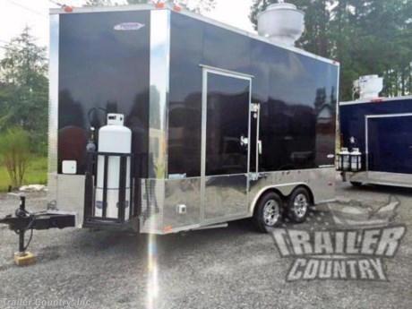 &lt;div&gt;NEW 8.5 X 14&#39; ENCLOSED MOBILE KITCHEN CONCESSION - FOOD VENDING - EVENT CATERING - TAIL GATE - BBQ COMPETITION TRAILER!&lt;/div&gt;
&lt;div&gt;&amp;nbsp;&lt;/div&gt;
&lt;div&gt;Up for your consideration is a Brand New Heavy Duty Elite Series Model 8.5 x 14 Tandem Axle, Enclosed Trailer Set up for Tail Gating, Bar-B-Q Competitions, Food Vending...Loaded w/Appliances, Options &amp;amp; Upgrades!&lt;/div&gt;
&lt;div&gt;&amp;nbsp;&lt;/div&gt;
&lt;div&gt;YOU&#39;VE SEEN THE REST...NOW BUY THE BEST!&lt;/div&gt;
&lt;div&gt;&amp;nbsp;&lt;/div&gt;
&lt;div&gt;Elite Series Standard Features&lt;/div&gt;
&lt;div&gt;&amp;nbsp;&lt;/div&gt;
&lt;div&gt;- Heavy Duty 6&quot; I Beam Main Frame w/ 2&quot;X6&quot; Square Tube&lt;/div&gt;
&lt;div&gt;- 14&#39; Box Space +&amp;nbsp; V-Nose&lt;/div&gt;
&lt;div&gt;- 1&quot; X 1 1/2&quot; Square Tube Wall &amp;amp; Roof Cross members&lt;/div&gt;
&lt;div&gt;- 16&quot; On Center Walls&lt;/div&gt;
&lt;div&gt;- 16&quot; On Center Floors&lt;/div&gt;
&lt;div&gt;- 16&quot; On Center Roof Bows&lt;/div&gt;
&lt;div&gt;- (2) 3,500 lb &quot; DEXTER&quot; SPRING Axles w/ All Wheel Electric Brakes &amp;amp; EZ LUBE Grease Fittings (Electric Brakes on both Axles, Battery Back-Up, &amp;amp; Safety Switch).&lt;/div&gt;
&lt;div&gt;- 36&quot; Side Door with Flush Mounted RV Style Lock (Located on Driver side in this unit)&lt;/div&gt;
&lt;div&gt;- ATP Diamond Plate Recessed Step-Up in Side door&lt;/div&gt;
&lt;div&gt;- 6&#39;6&quot; Interior Height inside Box Space&lt;/div&gt;
&lt;div&gt;- Galvalume Seamed Roof w/ Thermo Ply Ceiling Liner&lt;/div&gt;
&lt;div&gt;- 2 5/16&quot; Coupler w/ Snapper Pin&lt;/div&gt;
&lt;div&gt;- Heavy Duty Safety Chains&lt;/div&gt;
&lt;div&gt;- 2K Top-Wind Jack&lt;/div&gt;
&lt;div&gt;- 7-Way Round RV Electrical Wiring Harness w/ Battery Back-Up &amp;amp; Safety Switch&lt;/div&gt;
&lt;div&gt;- 24&quot; ATP Front Stone Guard w/ ATP Nose Cap&lt;/div&gt;
&lt;div&gt;- Exterior L.E.D. Lighting Package&lt;/div&gt;
&lt;div&gt;- 3/8&quot; Heavy Duty Top Grade Plywood Walls&lt;/div&gt;
&lt;div&gt;- 3/4&quot; Heavy Duty Top Grade Plywood Floors&lt;/div&gt;
&lt;div&gt;- Heavy Duty Smooth Fender Flares&lt;/div&gt;
&lt;div&gt;- Deluxe License Plate Holder&lt;/div&gt;
&lt;div&gt;- Top Quality Exterior Grade Automotive Paint&lt;/div&gt;
&lt;div&gt;- (1) 12-Volt Interior Trailer Light w/ Wall Switch&lt;/div&gt;
&lt;div&gt;- 15&quot; Radial Tires&lt;/div&gt;
&lt;div&gt;- Smooth Polished Front &amp;amp; Rear Corner Caps&lt;/div&gt;
&lt;div&gt;- Modular Wheels&lt;/div&gt;
&lt;div&gt;&amp;nbsp;&lt;/div&gt;
&lt;div&gt;Concession Packages and Add-Ons:&lt;/div&gt;
&lt;div&gt;&amp;nbsp;&lt;/div&gt;
&lt;div&gt;?- Concession Package ~ 6&#39; Range Hood, Air Flow Blower, 2 Interior Range Lights, Grease Trap on Roof&lt;/div&gt;
&lt;div&gt;- 1 ~ 3&#39; x 8&#39; Concession/Vending Window w/No Glass or Screen Mounted on Curbside Rear of Trailer&lt;/div&gt;
&lt;div&gt;- 1 ~ 12&quot; x 8&#39; Exterior Serving Tray Mounted Under Concession Window w/ Drop Brackets)&lt;/div&gt;
&lt;div&gt;- 1 ~ 5&#39; x 3&#39; Concession/Vending Window w/No Glass or Screen Mounted on Rear Wall of Trailer&lt;/div&gt;
&lt;div&gt;- 1 ~ 12&quot; x 5&#39; Exterior Serving Tray Mounted Under Rear Concession Window w/ Drop Brackets)&lt;/div&gt;
&lt;div&gt;&amp;nbsp;&lt;/div&gt;
&lt;div&gt;Appliances:&lt;/div&gt;
&lt;div&gt;&amp;nbsp;&lt;/div&gt;
&lt;div&gt;- 1 ~ Stainless Steel Solid Back-Bar Refrigerator&lt;/div&gt;
&lt;div&gt;- 1 ~ 60&quot; Gas Combo Unit 2 Burners, 24&quot; Charbroiler &amp;amp; 24&quot; Griddle&lt;/div&gt;
&lt;div&gt;- 1 ~ 15.9cf Glass Cooler Merchandiser w/ 1 Swing Door&lt;/div&gt;
&lt;div&gt;- 8 Pan Refrigerated&amp;nbsp;Food Topping Rail 120v&lt;/div&gt;
&lt;div&gt;- 1 ~ Counter Top 16lb Gas Fryer&lt;/div&gt;
&lt;div&gt;- 72&quot; x 30&quot; Stainless Steel Equipment Stand 16 Gauge Undershelf&lt;/div&gt;
&lt;div&gt;- Commercial Gas Convection Oven - Full Size 5 Pan Digital&lt;/div&gt;
&lt;div&gt;- 48oz. On-Counter Bar Smoothie Blender&lt;/div&gt;
&lt;div&gt;- 3&#39; x 12&#39; Floor Mat w/ Holes - Anti Static&lt;/div&gt;
&lt;div&gt;- Propane Package ~ 1~ 100 lb Propane Tanks,&amp;nbsp; Regulator, LP Lines, w/3 Stub Outs (Cages/Tanks located in front of trailer - Please NOTE: (Tanks are Empty)&lt;/div&gt;
&lt;div&gt;- 1 ~ Propane Cage w/ Swing Door&lt;/div&gt;
&lt;div&gt;- Electrical Package ~ 100 Amp Panel Box w/25&#39; Life Line, 2~110 Volt Interior Recepts, 2~ 4&#39; 12 Volt L.E.D. Strip Lights w/ Battery&lt;/div&gt;
&lt;div&gt;- 3 ~ Addition 110 Volt Interior Recepts.&lt;/div&gt;
&lt;div&gt;- 1 ~ 220 Volt Interior Recepts.&lt;/div&gt;
&lt;div&gt;- 1 ~ Motor Based Plug&lt;/div&gt;
&lt;div&gt;- 3&#39; x 3&#39; Access Door into V-Nose Passenger Side&lt;/div&gt;
&lt;div&gt;- A/C Unit ~ Pre-wire &amp;amp; Brace, (13,500 BTU Unit w/ Heat Strip)&lt;/div&gt;
&lt;div&gt;- Sink Package: 2 Bay Stainless Steel Sink Table w/Hardware, Fresh and Waste Water Tanks&lt;/div&gt;
&lt;div&gt;- Mill Finish Sink Cover&lt;/div&gt;
&lt;div&gt;&amp;nbsp;&lt;/div&gt;
&lt;div&gt;Additional Upgrades Options:&lt;/div&gt;
&lt;div&gt;&amp;nbsp;&lt;/div&gt;
&lt;div&gt;- 30&quot; x36&quot; Base Cabinet w/ 3 Drawers for Food Rail to Sit on&amp;nbsp;&lt;/div&gt;
&lt;div&gt;- 12&quot; x 10.5&#39; Counter Passenger Side Under Concession Window&lt;/div&gt;
&lt;div&gt;- ATP (Aluminum Tread Plate) Flooring in Interior Box Space&lt;/div&gt;
&lt;div&gt;- Mill Finish Metal Ceiling and Walls&lt;/div&gt;
&lt;div&gt;- Insulated Ceiling and Walls?&lt;/div&gt;
&lt;div&gt;- No Beaver Tail - Straight Deck&lt;/div&gt;
&lt;div&gt;- Solid Rear Wall - No Rear Ramp Door&lt;/div&gt;
&lt;div&gt;- 24&quot; Increased Interior Height -(Total is approx. 8&#39;6&quot;)&lt;/div&gt;
&lt;div&gt;- Upgrade to ALL Exterior L.E.D. Lights&lt;/div&gt;
&lt;div&gt;- 4 ~ Scissor Jacks, 1 -On Each Corner&lt;/div&gt;
&lt;div&gt;- Aluminum Mag Wheels&lt;/div&gt;
&lt;div&gt;- Radial Tires&lt;/div&gt;
&lt;div&gt;- 24&quot; Polished Metal Trim&lt;/div&gt;
&lt;p&gt;&amp;nbsp;&lt;/p&gt;
&lt;p&gt;* * N.A.T.M. Inspected and Certified * *&lt;br /&gt;* * Manufacturers Title and 5 Year Limited&amp;nbsp;Warranty Included * *&lt;br /&gt;* * PRODUCT LIABILITY INSURANCE * *&lt;br /&gt;* * FINANCING IS AVAILABLE W/ APPROVED CREDIT * *&lt;/p&gt;
&lt;p&gt;&lt;br /&gt;Trailer is offered @ factory direct pick up in Willacoochee, GA...We also offer Nationwide Delivery, please contact us for more information.&lt;br /&gt;CALL: 888-710-2112&lt;br /&gt;&amp;nbsp;&lt;/p&gt;