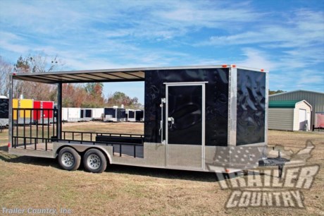 &lt;div&gt;NEW 8.5 X 22&#39; V-NOSED ENCLOSED HYBRID UTILITY TRAILER w/COVERED PORCH &amp;amp; RAMP!&lt;/div&gt;
&lt;div&gt;&amp;nbsp;&lt;/div&gt;
&lt;div&gt;Up for your consideration is a Brand New Heavy Duty Elite Series Model 8.5 x 22 Tandem Axle, Enclosed Hybrid Utility Trailer Covered Porch &amp;amp; Upgrades.&lt;/div&gt;
&lt;div&gt;&amp;nbsp;&lt;/div&gt;
&lt;div&gt;Great for Hunting - ATV&#39;s - Camping - Toy Hauling &amp;amp; More!&lt;/div&gt;
&lt;div&gt;&amp;nbsp;&lt;/div&gt;
&lt;div&gt;YOU&#39;VE SEEN THE REST...NOW BUY THE BEST!&lt;/div&gt;
&lt;div&gt;&amp;nbsp;&lt;/div&gt;
&lt;div&gt;Elite Series Standard Features:?&lt;/div&gt;
&lt;div&gt;&amp;nbsp;&lt;/div&gt;
&lt;div&gt;- Heavy Duty 6&quot; I-Beam Main Frame w. 2 x 6 Square Tube&lt;/div&gt;
&lt;div&gt;- Heavy Duty 1&quot; x 1 1/2&quot; Square Tubular Wall Studs &amp;amp; Roof Bows&lt;/div&gt;
&lt;div&gt;- V-Nose Front with 7&#39; Box Space + 15&#39; Covered Utility Porch (Total 22&#39;+ Overall)&lt;/div&gt;
&lt;div&gt;- 16&quot; On Center Walls&lt;/div&gt;
&lt;div&gt;- 16&quot; On Center Floors&lt;/div&gt;
&lt;div&gt;- 16&quot; On Center Roof Bows&lt;/div&gt;
&lt;div&gt;- Complete Braking System (Electric Brakes on both axles, Battery Back-Up, &amp;amp; Safety Switch)&lt;/div&gt;
&lt;div&gt;- (2) 3,500 lb 4&quot; &quot;Dexter&quot; Drop Axles w/ EZ LUBE Grease Fittings (Self Adjusting Brakes Axles)&lt;/div&gt;
&lt;div&gt;- 32&quot; Side Door with Lock on Driver Side&amp;nbsp;&lt;/div&gt;
&lt;div&gt;- 7&#39;6&quot; Interior Height&lt;/div&gt;
&lt;div&gt;- Triple Tube Tongue&lt;/div&gt;
&lt;div&gt;- Galvalume Seamed Roof w/ Thermo Ply Ceiling Liner&lt;/div&gt;
&lt;div&gt;- 2 5/16&quot; Coupler w/ Snapper Pin&lt;/div&gt;
&lt;div&gt;- Heavy Duty Safety Chains&lt;/div&gt;
&lt;div&gt;- 7-Way Round RV Style Wiring Harness Plug&lt;/div&gt;
&lt;div&gt;- 3/8&quot; Heavy Duty Top Grade Plywood Walls&lt;/div&gt;
&lt;div&gt;- 3/4&quot; Heavy Duty Top Grade Plywood Floors&lt;/div&gt;
&lt;div&gt;- Smooth Teardrop Style Fender Flares&lt;/div&gt;
&lt;div&gt;- 2,000 lb A-Frame Top Wind Jack&lt;/div&gt;
&lt;div&gt;- Top Quality Exterior Grade Paint&lt;/div&gt;
&lt;div&gt;- (1) Non-Powered Interior Roof Vent&lt;/div&gt;
&lt;div&gt;- (1) 12 Volt Interior Trailer Dome Light w/ Wall Switch&lt;/div&gt;
&lt;div&gt;- 24&quot; Diamond Plate ATP Front Stone Guard&amp;nbsp;&lt;/div&gt;
&lt;div&gt;- 15&quot; Radial (ST20575R15) Tires &amp;amp; Wheels&lt;/div&gt;
&lt;div&gt;- Exterior L.E.D. Lighting Package&lt;/div&gt;
&lt;div&gt;&amp;nbsp;&lt;/div&gt;
&lt;div&gt;Hybrid Utility/Porch Upgrades:&lt;/div&gt;
&lt;div&gt;&amp;nbsp;&lt;/div&gt;
&lt;div&gt;- Roof Over 15&#39; Open Utility Deck on Trailer Rear&lt;/div&gt;
&lt;div&gt;- 2 x 6 Pressure Treated Plank on Utility Deck&lt;/div&gt;
&lt;div&gt;- 4&#39; Mesh Ramp Gate&amp;nbsp;&lt;/div&gt;
&lt;div&gt;- 14&quot; Side Rails&lt;/div&gt;
&lt;div&gt;- Porch Roof Over 15&#39; Open Deck&lt;/div&gt;
&lt;div&gt;- Solid Rear Wall in Box Space&lt;/div&gt;
&lt;div&gt;- Rear Access Door to Rear Porch&lt;/div&gt;
&lt;div&gt;&amp;nbsp;&lt;/div&gt;
&lt;div&gt;Additional Upgrades:&lt;/div&gt;
&lt;div&gt;&amp;nbsp;&lt;/div&gt;
&lt;div&gt;- A/C Pre-wire and Brace&lt;/div&gt;
&lt;div&gt;- Oversized Upper and Lower Cabinets in Black Metal&lt;/div&gt;
&lt;div&gt;- Insulated Walls &amp;amp; Ceiling w/Radiant Heat Barrier&lt;/div&gt;
&lt;div&gt;- Electrical Package - 30 AMP panel Box, 50&#39; Life Line, 2-110 Volt Interior Recepts, 2-4&#39; 12 Volt L.E.D. Strip Lights w/ Battery&lt;/div&gt;
&lt;div&gt;- Exterior Motor Base Plug&lt;/div&gt;
&lt;div&gt;- City Water Hook Up&lt;/div&gt;
&lt;div&gt;- 36&quot; Rear Access Door&lt;/div&gt;
&lt;div&gt;- Upgraded .030 Black Metal Exterior -(on 7&#39; Box)&lt;/div&gt;
&lt;div&gt;- 15&quot; Additional Interior Height (approx. total interior height 7&#39;9&quot;)&lt;/div&gt;
&lt;div&gt;- (2) 5,200 lb &quot;Dexter&quot; Drop Axles w/ EZ LUBE Grease Fittings (Self Adjusting Brakes Axles)&lt;/div&gt;
&lt;p&gt;&amp;nbsp;&lt;/p&gt;
&lt;p&gt;* * N.A.T.M. Inspected and Certified * *&lt;br /&gt;* * Manufacturers Title and 5 Year Limited&amp;nbsp;Warranty Included * *&lt;br /&gt;* * PRODUCT LIABILITY INSURANCE * *&lt;br /&gt;* * FINANCING IS AVAILABLE W/ APPROVED CREDIT * *&lt;/p&gt;
&lt;p&gt;ASK US ABOUT OUR RENT TO OWN PROGRAM - NO CREDIT CHECK - LOW DOWN PAYMENT&lt;/p&gt;
&lt;p&gt;&lt;br /&gt;Trailer is offered @ factory direct pick up in Willacoochee, GA...We also offer Nationwide Delivery, please contact us for more information.&lt;br /&gt;CALL: 888-710-2112&lt;br /&gt;&amp;nbsp;&lt;/p&gt;