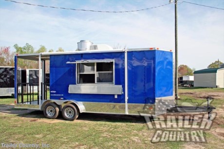 &lt;p&gt;NEW 7 X 20&#39; V-NOSED ENCLOSED&amp;nbsp; CONCESSION TRAILER w/COVERED PORCH !&lt;/p&gt;
&lt;div&gt;&amp;nbsp;&lt;/div&gt;
&lt;div&gt;Up for your consideration is a Brand New 2018 Heavy Duty Elite Series Model 7 x 20 V-Nosed Enclosed, Tandem Axle, Porch Trailer w/ Concession Options &amp;amp; Upgrades.&lt;/div&gt;
&lt;div&gt;&amp;nbsp;&lt;/div&gt;
&lt;div&gt;YOU&#39;VE SEEN THE REST...NOW BUY THE BEST!&lt;/div&gt;
&lt;div&gt;&amp;nbsp;&lt;/div&gt;
&lt;div&gt;Elite Series Standard Features:?&lt;/div&gt;
&lt;div&gt;&amp;nbsp;&lt;/div&gt;
&lt;div&gt;- Heavy Duty Main Frame w/ 2&quot; x 6&quot; Square Tube&lt;/div&gt;
&lt;div&gt;- Heavy Duty 1&quot; x 1 1/2&quot; Square Tubular Wall Studs &amp;amp; Roof Bows&lt;/div&gt;
&lt;div&gt;- 14&#39; Box Space + V-Nose + 6&#39; Covered Utility Porch (Total 20&#39; Overall)&lt;/div&gt;
&lt;div&gt;- 16&quot; On Center Walls&lt;/div&gt;
&lt;div&gt;- 16&quot; On Center Floors&lt;/div&gt;
&lt;div&gt;- 16&quot; On Center Roof Bows&lt;/div&gt;
&lt;div&gt;- Complete Braking System (Electric Brakes on both axles, Battery Back-Up, &amp;amp; Safety Switch)&lt;/div&gt;
&lt;div&gt;- (2) 3,500 lb 4&quot; &quot;Dexter&quot; Drop Axles w/ EZ LUBE Grease Fittings (Self Adjusting Brakes Axles)&lt;/div&gt;
&lt;div&gt;- 32&quot; Side Door with Bar Lock on Driver Side (moved to Driver Side on this unit)&lt;/div&gt;
&lt;div&gt;- 6&#39; Interior Height&lt;/div&gt;
&lt;div&gt;- Galvalume Seamed Roof w/ Thermo Ply Ceiling Liner&lt;/div&gt;
&lt;div&gt;- 2 5/16&quot; Coupler w/ Snapper Pin&lt;/div&gt;
&lt;div&gt;- Heavy Duty Safety Chains&lt;/div&gt;
&lt;div&gt;- 7-Way Round RV Style Wiring Harness Plug&lt;/div&gt;
&lt;div&gt;- 3/8&quot; Heavy Duty Top Grade Plywood Walls&lt;/div&gt;
&lt;div&gt;- 3/4&quot; Heavy Duty Top Grade Plywood Floors&lt;/div&gt;
&lt;div&gt;- Smooth Tear Drop Style Fenders&lt;/div&gt;
&lt;div&gt;- 2,000 lb A-Frame Top Wind Jack&lt;/div&gt;
&lt;div&gt;- Top Quality Exterior Grade Paint&lt;/div&gt;
&lt;div&gt;- (1) Non-Powered Interior Roof Vent&lt;/div&gt;
&lt;div&gt;- (1) 12 Volt Interior Trailer Dome Light w/ Wall Switch&lt;/div&gt;
&lt;div&gt;- 24&quot; ATP Diamond Plate Front Stone Guard w/ V-Nose Cap&lt;/div&gt;
&lt;div&gt;- 15&quot; Radial (ST20575R15) Tires &amp;amp; Wheels&lt;/div&gt;
&lt;div&gt;- Exterior L.E.D. Lighting Package&lt;/div&gt;
&lt;div&gt;&amp;nbsp;&lt;/div&gt;
&lt;div&gt;Concession Options &amp;amp; Upgrades:&lt;/div&gt;
&lt;div&gt;&amp;nbsp;&lt;/div&gt;
&lt;div&gt;- Concession Package - (5&#39; Range Hood, Air Flow Blower, 2 Interior Range Lights, Grease Trap on Roof).&amp;nbsp;&lt;/div&gt;
&lt;div&gt;- Concession/Vending Window - 1 -3&#39; x 5&#39; Concession/Vending Window with /Glass &amp;amp; Screens Mounted on Curbside of Trailer&lt;/div&gt;
&lt;div&gt;- 1- 12&quot; x 7&#39; Exterior Serving Tray Mounted Under Concession Window w/ Drop Brackets)&lt;/div&gt;
&lt;div&gt;- Stainless Steel Sink Package - 3 Stainless Steel Sinks in Stainless Steel Table w/ Hardware in Mill Finish, Fresh Water Tank, Waste Water Tank, Hot Water Heater w/ Hand Wash Station in Cabinet in Brite Blue Metal.&lt;/div&gt;
&lt;div&gt;- Appliance - 1- 40 lb Capacity 4 Tube Gas Fired Deep Fryer&lt;/div&gt;
&lt;div&gt;- A/C Pre-Wire and Brace (Installed in place of Standard Roof Vent)&lt;/div&gt;
&lt;div&gt;- A/C Unit-&amp;nbsp; 13,500 BTU w/ Heat Strip.&lt;/div&gt;
&lt;div&gt;- Fire Suppression System - Fire Suppression Installed in Range Hood, w/ Sprinklers, Pipes Controller, Tank Fully Charged and Certified.&lt;/div&gt;
&lt;div&gt;- Propane Package - 2 - 30 lb Tanks w/ Cages, Regulators, LP Lines w/3 Stub Outs.&lt;/div&gt;
&lt;div&gt;- Electrical Package - (100 Amp Panel Box w/Life Line, 2 - 10 Volt Interior Recepts, 2-4&#39; 12 Volt L.E.D. Strip Lights w/ Battery&lt;/div&gt;
&lt;div&gt;- Upgrade ADD 1- Additional 4 Fluorescent Shop Lights (Installed in Porch Roof)&lt;/div&gt;
&lt;div&gt;- Upgrade ADD - 2 - Exterior GFI Outlets&lt;/div&gt;
&lt;div&gt;- Upgrade ADD 4 Additional -110 Volt Interior Recepts (total of 6)&lt;/div&gt;
&lt;div&gt;- Black &amp;amp; White Checkered Flooring on Trailer Interior&amp;nbsp;&lt;/div&gt;
&lt;div&gt;- White Metal Walls &amp;amp; Ceiling Liner on Trailer Interior&lt;/div&gt;
&lt;div&gt;- Insulated Walls &amp;amp; Ceiling&lt;/div&gt;
&lt;div&gt;&amp;nbsp;&lt;/div&gt;
&lt;div&gt;?Rear Porch Option &amp;amp; Upgrades:&lt;/div&gt;
&lt;div&gt;&amp;nbsp;&lt;/div&gt;
&lt;div&gt;- 6&#39; Covered Rear Porch w/ 36&quot; Side Rails, ATP Step Up, Pressure Treated Deck with ATP Flooring.&lt;/div&gt;
&lt;div&gt;- Upgraded Mill Finish Ceiling in Porch Area&lt;/div&gt;
&lt;div&gt;- Solid Rear Wall in Box Space&lt;/div&gt;
&lt;div&gt;- 32&quot; Rear Access Door to Rear Porch&lt;/div&gt;
&lt;div&gt;&amp;nbsp;&lt;/div&gt;
&lt;div&gt;Additional Upgrades:&lt;/div&gt;
&lt;div&gt;&amp;nbsp;&lt;/div&gt;
&lt;div&gt;- Straight Deck (NO Dove/Beaver tail)&lt;/div&gt;
&lt;div&gt;- Extended Tongue&lt;/div&gt;
&lt;div&gt;- Upgraded .030 Brite Blue Metal Exterior -(on 14&#39; Box)&lt;/div&gt;
&lt;div&gt;- 15&quot; Additional Interior Height (approx. total interior height 7&#39; 3&quot;)&lt;/div&gt;
&lt;div&gt;- 32&quot; Side Door Relocated to Driver Side&lt;/div&gt;
&lt;div&gt;- 12&#39; Checkered Awning Curbside&lt;/div&gt;
&lt;p&gt;&amp;nbsp;&lt;/p&gt;
&lt;p&gt;* * N.A.T.M. Inspected and Certified * *&lt;br /&gt;* * Manufacturers Title and 5 Limited Year Warranty Included * *&lt;br /&gt;* * PRODUCT LIABILITY INSURANCE * *&lt;br /&gt;* * FINANCING IS AVAILABLE W/ APPROVED CREDIT * *&lt;/p&gt;
&lt;p&gt;&lt;br /&gt;Trailer is offered @ factory direct pick up in Willacoochee, GA...We also offer Nationwide Delivery, please contact us for more information.&lt;br /&gt;CALL: 888-710-2112&lt;/p&gt;