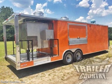 &lt;div style=&quot;text-align: left; font-family: Arial; font-size: small;&quot;&gt;NEW 8.5 X 27&#39; ENCLOSED MOBILE KITCHEN CONCESSION - FOOD VENDING - EVENT CATERING TRAILER w/ BBQ SMOKER ON REAR PORCH!&lt;/div&gt;
&lt;div style=&quot;text-align: left; font-family: Arial; font-size: small;&quot;&gt;&amp;nbsp;&lt;/div&gt;
&lt;div style=&quot;text-align: left; font-family: Arial; font-size: small;&quot;&gt;Up for your consideration is a Brand New Heavy Duty Model 8.5 x 27 Tandem Axle, Enclosed Trailer w/ Vending Packages, Equipment, &amp;amp; Upgrades.&lt;/div&gt;
&lt;div style=&quot;text-align: left; font-family: Arial; font-size: small;&quot;&gt;&amp;nbsp;&lt;/div&gt;
&lt;div style=&quot;text-align: left; font-family: Arial; font-size: small;&quot;&gt;YOU&#39;VE SEEN THE REST...NOW BUY THE BEST!&lt;/div&gt;
&lt;div style=&quot;text-align: left; font-family: Arial; font-size: small;&quot;&gt;&amp;nbsp;&lt;/div&gt;
&lt;div style=&quot;text-align: left; font-family: Arial; font-size: small;&quot;&gt;&lt;span style=&quot;text-decoration-line: underline; font-weight: bold;&quot;&gt;Standard Elite Series Features:&lt;/span&gt;&lt;/div&gt;
&lt;div style=&quot;text-align: left; font-family: Arial; font-size: small;&quot;&gt;&amp;nbsp;&lt;/div&gt;
&lt;div style=&quot;text-align: left; font-family: Arial; font-size: small;&quot;&gt;Heavy Duty 6&quot; I Beam Main Frame with 2 X 6 Square Tube&lt;/div&gt;
&lt;div style=&quot;text-align: left; font-family: Arial; font-size: small;&quot;&gt;Heavy Duty 1&quot; x 1 1/2&quot; Square Tubular Wall Studs &amp;amp; Roof Bows&lt;/div&gt;
&lt;div style=&quot;text-align: left; font-family: Arial; font-size: small;&quot;&gt;20&#39; Box Space + 7&#39; Porch&lt;/div&gt;
&lt;div style=&quot;text-align: left; font-family: Arial; font-size: small;&quot;&gt;16&quot; On Center Walls&lt;/div&gt;
&lt;div style=&quot;text-align: left; font-family: Arial; font-size: small;&quot;&gt;16&quot; On Center Floor Cross Members&lt;/div&gt;
&lt;div style=&quot;text-align: left; font-family: Arial; font-size: small;&quot;&gt;16&quot; On Center Roof Bows&lt;/div&gt;
&lt;div style=&quot;text-align: left; font-family: Arial; font-size: small;&quot;&gt;Complete Braking System (Electric Brakes on both Axles, Battery Back-Up, &amp;amp; Safety Switch).&lt;/div&gt;
&lt;div style=&quot;text-align: left; font-family: Arial; font-size: small;&quot;&gt;(2) 3,500lb 4&quot; &quot;Dexter&quot; Drop Axles w/ EZ LUBE Grease Fittings (Self Adjusting Brakes Axles)&lt;/div&gt;
&lt;div style=&quot;text-align: left; font-family: Arial; font-size: small;&quot;&gt;32&quot; Side Door with Kick Plate &amp;amp; Cam Locking System (on Passenger Side)&lt;/div&gt;
&lt;div style=&quot;text-align: left; font-family: Arial; font-size: small;&quot;&gt;Rear Spring Assisted Ramp Door w/ Cam Locks and&amp;nbsp; 16&quot; Transition Flap&lt;/div&gt;
&lt;div style=&quot;text-align: left; font-family: Arial; font-size: small;&quot;&gt;ATP Diamond Plate Step well in Side Door&lt;/div&gt;
&lt;div style=&quot;text-align: left; font-family: Arial; font-size: small;&quot;&gt;78&quot; Interior Height&lt;/div&gt;
&lt;div style=&quot;text-align: left; font-family: Arial; font-size: small;&quot;&gt;Galvalume Seamed Roof w/ Thermo Ply Ceiling Liner&lt;/div&gt;
&lt;div style=&quot;text-align: left; font-family: Arial; font-size: small;&quot;&gt;2 5/16&quot; Coupler w/ Snapper Pin&lt;/div&gt;
&lt;div style=&quot;text-align: left; font-family: Arial; font-size: small;&quot;&gt;Heavy Duty Safety Chains&lt;/div&gt;
&lt;div style=&quot;text-align: left; font-family: Arial; font-size: small;&quot;&gt;7-Way Round RV Style Wiring Harness Plug&lt;/div&gt;
&lt;div style=&quot;text-align: left; font-family: Arial; font-size: small;&quot;&gt;3/8&quot; Heavy Duty Top Grade Plywood Walls&lt;/div&gt;
&lt;div style=&quot;text-align: left; font-family: Arial; font-size: small;&quot;&gt;3/4&quot; Heavy Duty Top Grade Plywood Floors&lt;/div&gt;
&lt;div style=&quot;text-align: left; font-family: Arial; font-size: small;&quot;&gt;Smooth Tear Drop Style Fender Flares&lt;/div&gt;
&lt;div style=&quot;text-align: left; font-family: Arial; font-size: small;&quot;&gt;2K A-Frame Top Wind Jack&lt;/div&gt;
&lt;div style=&quot;text-align: left; font-family: Arial; font-size: small;&quot;&gt;Top Quality Exterior Grade Paint&lt;/div&gt;
&lt;div style=&quot;text-align: left; font-family: Arial; font-size: small;&quot;&gt;(1) Non-Powered Interior Roof Vent&lt;/div&gt;
&lt;div style=&quot;text-align: left; font-family: Arial; font-size: small;&quot;&gt;(1) 12 Volt Interior Trailer Dome Light w/ Wall Switch&lt;/div&gt;
&lt;div style=&quot;text-align: left; font-family: Arial; font-size: small;&quot;&gt;24&quot; Diamond Plate ATP Front Stone Guard&lt;/div&gt;
&lt;div style=&quot;text-align: left; font-family: Arial; font-size: small;&quot;&gt;15&quot; Radial (ST20575R15) Tires &amp;amp; Wheels&lt;/div&gt;
&lt;div style=&quot;text-align: left; font-family: Arial; font-size: small;&quot;&gt;Exterior L.E.D. Lighting Package&lt;/div&gt;
&lt;div style=&quot;text-align: left; font-family: Arial; font-size: small;&quot;&gt;&amp;nbsp;&lt;/div&gt;
&lt;div style=&quot;text-align: left; font-family: Arial; font-size: small;&quot;&gt;&lt;span style=&quot;text-decoration-line: underline; font-weight: bold;&quot;&gt;Concession Package &amp;amp; Upgrades:&lt;/span&gt;&lt;/div&gt;
&lt;div style=&quot;text-align: left; font-family: Arial; font-size: small;&quot;&gt;&amp;nbsp;&lt;/div&gt;
&lt;div style=&quot;text-align: left; font-family: Arial; font-size: small;&quot;&gt;?Insulated Stainless Steel 48&quot; x 60&quot; Rotisserie Smoker (American Grill Co. IN4860R)&lt;/div&gt;
&lt;div style=&quot;text-align: left; font-family: Arial; font-size: small;&quot;&gt;Concession Package ~ 10&#39; Range Hood, Air Flow Blower, 2 Interior Range Lights, Grease Trap on Roof&lt;/div&gt;
&lt;div style=&quot;text-align: left; font-family: Arial; font-size: small;&quot;&gt;Propane Package ~ (2)-100 lb Propane Tank, Regulators, LP Lines and 3 Stub Outs&lt;/div&gt;
&lt;div style=&quot;text-align: left; font-family: Arial; font-size: small;&quot;&gt;Upgraded: Add 3 Additional Propane Stub Outs(1 On Rear Porch)&lt;/div&gt;
&lt;div style=&quot;text-align: left; font-family: Arial; font-size: small;&quot;&gt;2 ~ Propane Tank Cages&lt;/div&gt;
&lt;div style=&quot;text-align: left; font-family: Arial; font-size: small;&quot;&gt;Sink Package ~ 3 Stainless Steel Sinks in Stainless Steel Table W/Hardware in Mill Finish, Hand Wash Station, 28 Gallon Fresh Water Tank, 55 Gallon Waste Water Tank, 6 Gallon Hot Water Heater?&lt;/div&gt;
&lt;div style=&quot;text-align: left; font-family: Arial; font-size: small;&quot;&gt;?1 ~ 3&#39; x 6&#39; Concession/Vending Window w/ Glass &amp;amp; Screens&lt;/div&gt;
&lt;div style=&quot;text-align: left; font-family: Arial; font-size: small;&quot;&gt;1~ 12&#39;&#39; x 6&#39; Serving Counter Mounted Under Concession Window (Exterior of Trailer w/ Drop Down Brackets)&lt;/div&gt;
&lt;div style=&quot;text-align: left; font-family: Arial; font-size: small;&quot;&gt;1 ~ Over Head Cabinet- Mounted Above Sinks (In Snyder Orange Metal)&lt;/div&gt;
&lt;div style=&quot;text-align: left; font-family: Arial; font-size: small;&quot;&gt;1~ 6&#39;6&quot; x 18&quot; Base Cabinet - Mounted Above in Front of Concession Window(In Snyder Orange Metal)&lt;/div&gt;
&lt;div style=&quot;text-align: left; font-family: Arial; font-size: small;&quot;&gt;ATP (Aluminum Tread Plate) - Flooring in Trailer Interior Box&lt;/div&gt;
&lt;div style=&quot;text-align: left; font-family: Arial; font-size: small;&quot;&gt;Insulated Walls ( inBox Space)&lt;/div&gt;
&lt;div style=&quot;text-align: left; font-family: Arial; font-size: small;&quot;&gt;Insulated Ceiling (in Box Space)&lt;/div&gt;
&lt;div style=&quot;text-align: left; font-family: Arial; font-size: small;&quot;&gt;White Metal Ceiling &amp;amp; Walls w/Ceiling Liner (in Box Space)&lt;/div&gt;
&lt;div style=&quot;text-align: left; font-family: Arial; font-size: small;&quot;&gt;LED Electrical Package ~ 100 Amp Panel Box w/ 25&#39; Life Line, 2~110 Volt Interior Recepts, and 2~12Volt 72&quot; LED Strip Lights w/ Battery&lt;/div&gt;
&lt;div style=&quot;text-align: left; font-family: Arial; font-size: small;&quot;&gt;2~Additional 12Volt LED Strip Lights (1 Mounted in Kitchen and 1 on Porch)&lt;/div&gt;
&lt;div style=&quot;text-align: left; font-family: Arial; font-size: small;&quot;&gt;&amp;nbsp;3~Additional 110 Volt Interior Recepts through out. (Total of 5)&lt;/div&gt;
&lt;div style=&quot;text-align: left; font-family: Arial; font-size: small;&quot;&gt;1~ Exterior GFI (on rear porch)&lt;/div&gt;
&lt;div style=&quot;text-align: left; font-family: Arial; font-size: small;&quot;&gt;2~ Exterior Directional Flood Lights&lt;/div&gt;
&lt;div style=&quot;text-align: left; font-family: Arial; font-size: small;&quot;&gt;1~ Motor Base Plug~ Exterior Motor Base Plug w/ Standard 25&#39; Life Line&amp;nbsp;&lt;/div&gt;
&lt;div style=&quot;text-align: left; font-family: Arial; font-size: small;&quot;&gt;Solid Rear Wall at End of Enclosed Box Space (ilo of Rear Ramp)&lt;/div&gt;
&lt;div style=&quot;text-align: left; font-family: Arial; font-size: small;&quot;&gt;Open Rear Porch ~ 7&#39; Porch w/36&quot; Black Tube SideRails (w/1 Removable Rail) w/ ATP Diamond Plate Step Up, 32&quot; Walk Through Door in Solid Rear Wall, 3/4&quot; Pressure Treated Deck Floor, Finished Ceiling in Porch Area&lt;/div&gt;
&lt;div style=&quot;text-align: left; font-family: Arial; font-size: small;&quot;&gt;Upgrade Rear Porch Support to 8&quot; On Center Floors&lt;/div&gt;
&lt;div style=&quot;text-align: left; font-family: Arial; font-size: small;&quot;&gt;Upgrade Standard Rear Porch walk through door to 67&quot; Wx 54&quot;&lt;/div&gt;
&lt;div style=&quot;text-align: left; font-family: Arial; font-size: small;&quot;&gt;A/C Unit ~ Pre-wire &amp;amp; Brace, 13,500 BTU Unit w/ Heat Strip&lt;/div&gt;
&lt;div style=&quot;text-align: left; font-family: Arial; font-size: small;&quot;&gt;&amp;nbsp;&lt;/div&gt;
&lt;div style=&quot;text-align: left; font-family: Arial; font-size: small;&quot;&gt;&lt;span style=&quot;text-decoration-line: underline; font-weight: bold;&quot;&gt;Additional Upgrades:&lt;/span&gt;&lt;/div&gt;
&lt;div style=&quot;text-align: left; font-family: Arial; font-size: small;&quot;&gt;&amp;nbsp;&lt;/div&gt;
&lt;div style=&quot;text-align: left; font-family: Arial; font-size: small;&quot;&gt;Heavy Duty Frame ~ Upgrade Standard 6&quot; I Beam Frame&amp;nbsp; to 8&quot; I Beam&amp;nbsp;&lt;/div&gt;
&lt;div style=&quot;text-align: left; font-family: Arial; font-size: small;&quot;&gt;2 ~7,000 lb Dexter 4&quot; Drop Spring Axles w/ All Wheel Electric Brakes &amp;amp; EZ LUBE Grease Fittings&lt;/div&gt;
&lt;div style=&quot;text-align: left; font-family: Arial; font-size: small;&quot;&gt;12&quot; Added Interior Height (total 7&#39;6&quot; Interior Height)&lt;/div&gt;
&lt;div style=&quot;text-align: left; font-family: Arial; font-size: small;&quot;&gt;No Beaver Tail - Straight Deck&lt;/div&gt;
&lt;div style=&quot;text-align: left; font-family: Arial; font-size: small;&quot;&gt;60&quot; Extended Tongue&lt;/div&gt;
&lt;div style=&quot;text-align: left; font-family: Arial; font-size: small;&quot;&gt;ATP Generator Platform&lt;/div&gt;
&lt;div style=&quot;text-align: left; font-family: Arial; font-size: small;&quot;&gt;Upgraded .030 Orange Metal Exterior&lt;/div&gt;
&lt;div style=&quot;text-align: left; font-family: Arial; font-size: small;&quot;&gt;Moved Side to Drivers Side of Trailer&lt;/div&gt;
&lt;div style=&quot;text-align: left; font-family: Arial; font-size: small;&quot;&gt;Boogie Wheels&lt;/div&gt;
&lt;div style=&quot;text-align: left; font-family: Arial; font-size: small;&quot;&gt;Shown in .030 ORANGE.&amp;nbsp;&lt;/div&gt;
&lt;div style=&quot;text-align: left; font-family: Arial; font-size: small;&quot;&gt;&amp;nbsp;&lt;/div&gt;
&lt;div style=&quot;text-align: left; font-family: Arial; font-size: small;&quot;&gt;&lt;span style=&quot;font-weight: bold;&quot;&gt;! ! ! YOU CHOOSE FINAL COLOR ! ! !&lt;/span&gt;&lt;/div&gt;
&lt;div style=&quot;text-align: left; font-family: Arial; font-size: small;&quot;&gt;&amp;nbsp;&lt;/div&gt;
&lt;div style=&quot;text-align: left; font-family: Arial; font-size: small;&quot;&gt;Color Options .030 Gauge Aluminum&lt;/div&gt;
&lt;div style=&quot;text-align: left; font-family: Arial; font-size: small;&quot;&gt;&amp;nbsp;&lt;/div&gt;
&lt;div style=&quot;text-align: left; font-family: Arial; font-size: small;&quot;&gt;FINANCING IS AVAILABLE W/ APPROVED CREDIT&lt;/div&gt;
&lt;div style=&quot;text-align: left; font-family: Arial; font-size: small;&quot;&gt;&amp;nbsp;&lt;/div&gt;
&lt;div style=&quot;text-align: left; font-family: Arial; font-size: small;&quot;&gt;&amp;nbsp;Manufacturers Title and 5 Year Limited Warranty Included&lt;/div&gt;
&lt;div style=&quot;text-align: left; font-family: Arial; font-size: small;&quot;&gt;&amp;nbsp;&lt;/div&gt;
&lt;div style=&quot;text-align: left; font-family: Arial; font-size: small;&quot;&gt;**PRODUCT LIABILITY INSURANCE**&lt;/div&gt;
&lt;div style=&quot;text-align: left; font-family: Arial; font-size: small;&quot;&gt;&amp;nbsp;&lt;/div&gt;
&lt;div style=&quot;text-align: left; font-family: Arial; font-size: small;&quot;&gt;Trailer is offered @ factory direct pricing...We also have a Florida pick up location in Tampa and We offer Nationwide&lt;/div&gt;
&lt;div style=&quot;text-align: left; font-family: Arial; font-size: small;&quot;&gt;&amp;nbsp;&lt;/div&gt;
&lt;div style=&quot;text-align: left; font-family: Arial; font-size: small;&quot;&gt;*Trailer Shown with Optional Trim*&lt;/div&gt;
&lt;div style=&quot;text-align: left; font-family: Arial; font-size: small;&quot;&gt;&amp;nbsp;&lt;/div&gt;
&lt;div style=&quot;text-align: left; font-family: Arial; font-size: small;&quot;&gt;All Trailers are D.O.T. Compliant for all 50 States, Canada, &amp;amp; Mexico.&lt;/div&gt;
&lt;div style=&quot;text-align: left; font-family: Arial; font-size: small;&quot;&gt;&amp;nbsp;&lt;/div&gt;
&lt;div style=&quot;text-align: left; font-family: Arial; font-size: small;&quot;&gt;FOR MORE INFORMATION CALL:&lt;/div&gt;
&lt;div style=&quot;text-align: left; font-family: Arial; font-size: small;&quot;&gt;&amp;nbsp;&lt;/div&gt;
&lt;div style=&quot;text-align: left; font-family: Arial; font-size: small;&quot;&gt;888-710-2112&amp;nbsp;&lt;/div&gt;
&lt;div style=&quot;text-align: left;&quot;&gt;&lt;span style=&quot;font-family: Arial; font-size: small;&quot;&gt;&amp;nbsp;&lt;/span&gt;&lt;/div&gt;
&lt;p&gt;&amp;nbsp;&lt;/p&gt;