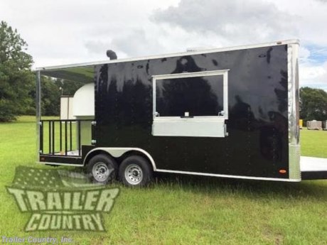&lt;div&gt;NEW 8.5 X 20&#39; ENCLOSED MOBILE PIZZA CONCESSION FOOD VENDING TRAILER&lt;/div&gt;
&lt;div&gt;&amp;nbsp;&lt;/div&gt;
&lt;div&gt;Up for your consideration is a Brand New Model 8.5 x 20 Tandem Axle Concession Trailer, Fully Loaded Wood Fired Pizza Oven Trailer.&lt;/div&gt;
&lt;div&gt;&amp;nbsp;&lt;/div&gt;
&lt;div&gt;YOU&#39;VE SEEN THE REST...NOW BUY THE BEST!!&lt;/div&gt;
&lt;div&gt;&amp;nbsp;&lt;/div&gt;
&lt;div&gt;ALL the TOP QUALITY FEATURES listed in this ad!&lt;/div&gt;
&lt;div&gt;&amp;nbsp;&lt;/div&gt;
&lt;div&gt;Standard Elite Series Features:&lt;/div&gt;
&lt;div&gt;&amp;nbsp;&lt;/div&gt;
&lt;div&gt;Heavy Duty 6&quot; I Beam Main Frame with 2 X 6 Square Tube&lt;/div&gt;
&lt;div&gt;Heavy Duty 1&quot; x 1 1/2&quot; Square Tubular Wall Studs &amp;amp; Roof Bows&lt;/div&gt;
&lt;div&gt;14&#39; Box Space + 6&#39; Covered Porch (20&#39; Total Trailer Length)&lt;/div&gt;
&lt;div&gt;16&quot; On Center Walls&lt;/div&gt;
&lt;div&gt;16&quot; On Center Floor Cross-members&lt;/div&gt;
&lt;div&gt;16&quot; On Center Roof Cross-members&lt;/div&gt;
&lt;div&gt;Complete Braking System (Electric Brakes on both Axles, Battery Back-Up, &amp;amp; Safety Switch).&lt;/div&gt;
&lt;div&gt;(3) 5,200lb 4&quot; &quot;Dexter&quot; Drop Axles w/ EZ LUBE Grease Fittings (Self Adjusting Brakes Axles)&lt;/div&gt;
&lt;div&gt;36&quot; Side Door with RV Lock &amp;amp; Cam Locking System (on Passenger Side)&lt;/div&gt;
&lt;div&gt;ATP&amp;nbsp; Diamond Plate Step well in Side Door (Aluminum Thread Plate)&lt;/div&gt;
&lt;div&gt;78&quot; Interior Height&lt;/div&gt;
&lt;div&gt;Galvalume Seamed Roof w/ Thermo-Ply Ceiling Liner&lt;/div&gt;
&lt;div&gt;2 5/16&quot; Coupler w/ Snapper Pin&lt;/div&gt;
&lt;div&gt;Heavy Duty Safety Chains&lt;/div&gt;
&lt;div&gt;7-Way Round RV Style Wiring Harness Plug&lt;/div&gt;
&lt;div&gt;3/8&quot; Heavy Duty Top Grade Plywood Walls&lt;/div&gt;
&lt;div&gt;3/4&quot; Heavy Duty Top Grade Plywood Floors&lt;/div&gt;
&lt;div&gt;Smooth Tear Drop Style Fender Flares&lt;/div&gt;
&lt;div&gt;2K A-Frame Top Wind Jack&lt;/div&gt;
&lt;div&gt;Top Quality Exterior Grade Paint&lt;/div&gt;
&lt;div&gt;(1) Non-Powered Interior Roof Vent&lt;/div&gt;
&lt;div&gt;(1) 12 Volt Interior Trailer Dome Light w/ Wall Switch&lt;/div&gt;
&lt;div&gt;24&quot; Diamond Plate ATP Front Stone Guard&lt;/div&gt;
&lt;div&gt;15&quot; (ST20575R15) Radial Tires &amp;amp; Wheels&lt;/div&gt;
&lt;div&gt;Exterior L.E.D. Lighting Package&lt;/div&gt;
&lt;div&gt;Rear Spring Assisted Ramp Door w/Cam Locks&amp;nbsp;&lt;/div&gt;
&lt;div&gt;16&quot; Rear Ramp Transition Flap&lt;/div&gt;
&lt;div&gt;&amp;nbsp;&lt;/div&gt;
&lt;div&gt;Concession Package &amp;amp; Upgrades?:&lt;/div&gt;
&lt;div&gt;&amp;nbsp;&lt;/div&gt;
&lt;div&gt;Sink Package ~ 3 Stainless Steel Sinks w/ Hardware, Cabinet, Hand-wash Station, 30 Gallon Fresh Water Tank, 45 Gallon Waste Water Tank w/ City Water Fill, &amp;amp; 6 Gallon Hot Water Heater&lt;/div&gt;
&lt;div&gt;Mill Finish Sink Cover&lt;/div&gt;
&lt;div&gt;(1) - 3&#39; x 5&#39; Concession/Vending Window w/Glass and Screens Located On Passenger Side&lt;/div&gt;
&lt;div&gt;12&quot; x 5&#39; Exterior Serving Counter Under Concession Window - w/ Drop Down Brackets Located On Passenger Side&lt;/div&gt;
&lt;div&gt;Appliances:&amp;nbsp;&lt;/div&gt;
&lt;div&gt;(1) Commercial 120 Wood Fired Oven w/Stucco Dome Enclosure, Traditional Semi-Circle Brick Arch &amp;amp; 3&quot; Stand.&lt;/div&gt;
&lt;div&gt;Pizza Oven To Include: Granite Shelf (Black), 8&quot; x 36&quot; SS Pipe, &amp;amp; 8&quot; SS Cap Kit w/Screen.&amp;nbsp;&lt;/div&gt;
&lt;div&gt;(1) 60&quot; Sandwich / Salad Prep Station Cooler - 16 Pan&lt;/div&gt;
&lt;div&gt;(1) 23 Cu Ft Reach In Refrigerator SS 1 Door&lt;/div&gt;
&lt;div&gt;(1) 60&quot; Check Minder Ticket Holder Aluminum (Installed On Shelf Above Sandwich Prep Station)&lt;/div&gt;
&lt;div&gt;(2) Americal Metalcraft Pizza Peel Rack&lt;/div&gt;
&lt;div&gt;(1) Cup Hook For Hanging Brush&amp;nbsp;&lt;/div&gt;
&lt;div&gt;Cabinets &amp;amp; Shelving:&lt;/div&gt;
&lt;div&gt;8&#39; Overhead Cabinets Front Of Trailer Mounted Above Sink Package&lt;/div&gt;
&lt;div&gt;5&#39; x 18&quot; Base Cabinet Under Concession Window&lt;/div&gt;
&lt;div&gt;(2) 60&quot; Shelves W/ Vertical Posts ( One Above Wheel Well, One 36&quot; Off Floor)&lt;/div&gt;
&lt;div&gt;(1) 60&quot; Shelf Above Sandwich Prep Station&amp;nbsp;&lt;/div&gt;
&lt;div&gt;All Cabinets Black Metal Finish&amp;nbsp;&amp;nbsp;&lt;/div&gt;
&lt;div&gt;Electrical Package ~ (100 Amp Panel Box w/ 25&#39; Life Line, Wall Switch, 2-4&#39; LED Strip Lights w/ Battery, 2- Interior Recepts&lt;/div&gt;
&lt;div&gt;Upgrade: Motor Base Exterior Plug (ilo 25&quot; LIfe Line)&lt;/div&gt;
&lt;div&gt;Add: (7) - Additional 110 V Recepts (9 Total w/ Electrical Pack)&lt;/div&gt;
&lt;div&gt;Add: (2) - Additional 4&#39; LED Strip Lights (4 Total w/ Electrical Pack)&lt;/div&gt;
&lt;div&gt;Add: All 110V Recepts On Separate Breakers&lt;/div&gt;
&lt;div&gt;Upgrade: (1) Exterior GFI Outlet&lt;/div&gt;
&lt;div&gt;&amp;nbsp;&lt;/div&gt;
&lt;div&gt;Additional Upgrades:&lt;/div&gt;
&lt;div&gt;&amp;nbsp;&lt;/div&gt;
&lt;div&gt;A/C Unit ~ Pre-wire &amp;amp; Brace, 13,500 BTU A/C Unit w/Heat Strip.&amp;nbsp;&amp;nbsp;&lt;/div&gt;
&lt;div&gt;Upgrade: Added (1) Powered Roof Vent&lt;/div&gt;
&lt;div&gt;6&#39; Porch Rear Porch - Pressure Treated Plywood Floor and w/ATP Diamond Plate Flooring, ALL Removable Porch Rails&lt;/div&gt;
&lt;div&gt;Upgrade: (3) Exterior 4-Way LED Lights&amp;nbsp;&lt;/div&gt;
&lt;div&gt;12&quot; Extra Interior Height (Approx: 7&#39;6&quot; Inside Height)&lt;/div&gt;
&lt;div&gt;Upgraded .030 Exterior Colored Metal Shown In Black Metal - You Choose Final Color&lt;/div&gt;
&lt;div&gt;ATP Flooring(Aluminum Tread Plate) in Trailer Interior&amp;nbsp;&lt;/div&gt;
&lt;div&gt;Insulated Walls&lt;/div&gt;
&lt;div&gt;Insulated Ceiling&lt;/div&gt;
&lt;div&gt;White Metal Walls and Ceiling Liner&lt;/div&gt;
&lt;div&gt;Paul Gallows Generator Platform In ATP (Aluminum Tread Plate)&lt;/div&gt;
&lt;div&gt;Extended Tongue&lt;/div&gt;
&lt;div&gt;36&quot; Rear Access Door Installed In Rear of Trailer Box to Install Pizza Oven&lt;/div&gt;
&lt;div&gt;2&#39;x2&#39; Access Door Installed Under Pizza Oven to Access Wood&lt;/div&gt;
&lt;div&gt;Upgrade: Standard Axles To 7,000 lb All Wheel Electric Brake E-Z Lube &quot;Dexter&quot; Spring Straight Axles&lt;/div&gt;
&lt;div&gt;Upgrade Frame to Double 6&quot; I-Beam Main Frame&lt;/div&gt;
&lt;div&gt;Upgrade: 6&#39; Porch Floor Cross-members To Be 2&quot; x 4&quot; Tube&lt;/div&gt;
&lt;div&gt;Upgrade: 6&#39; Porch Floor Cross-members To Be 8&quot; On Center&amp;nbsp;&lt;/div&gt;
&lt;div&gt;Standard 36&quot; Side Door Moved To Driver Side&lt;/div&gt;
&lt;div&gt;4&#39; x 4&#39; 1/8&quot; Steel Plate Installed Centered On Rear Porch As Close To Box Wall As Possible (for Pizza Oven Support/Mounting)&lt;/div&gt;
&lt;div&gt;Scissor Jacks: 2 Installed 1 on Each Rear Corner&lt;/div&gt;
&lt;div&gt;Shown In .030 BLACK EXTERIOR METAL.&lt;/div&gt;
&lt;div&gt;&amp;nbsp;&lt;/div&gt;
&lt;div&gt;! ! ! YOU CHOOSE FINAL COLOR ! ! !&lt;/div&gt;
&lt;div&gt;&amp;nbsp;&lt;/div&gt;
&lt;div&gt;Color Options .030 Gauge Aluminum&amp;nbsp;&lt;/div&gt;
&lt;div&gt;&amp;nbsp;&lt;/div&gt;
&lt;div&gt;FINANCING IS AVAILABLE W/ APPROVED CREDIT&lt;/div&gt;
&lt;div&gt;&amp;nbsp;&lt;/div&gt;
&lt;div&gt;Manufacturers Title and 5 Year Limited Warranty Included&lt;/div&gt;
&lt;div&gt;&amp;nbsp;&lt;/div&gt;
&lt;div&gt;**PRODUCT LIABILITY INSURANCE**&lt;/div&gt;
&lt;div&gt;&amp;nbsp;&lt;/div&gt;
&lt;div&gt;Trailer is offered @ factory direct pricing...We also have a Florida pick up location in Tampa and We offer Nationwide Delivery @ Unbeatable Rates.&lt;/div&gt;
&lt;div&gt;&amp;nbsp;&lt;/div&gt;
&lt;div&gt;*Trailer Shown with Optional Trim*&lt;/div&gt;
&lt;div&gt;&amp;nbsp;&lt;/div&gt;
&lt;div&gt;All Trailers are D.O.T. Compliant for all 50 States, Canada, &amp;amp; Mexico.&lt;/div&gt;
&lt;div&gt;&amp;nbsp;&lt;/div&gt;
&lt;div&gt;&amp;nbsp;&lt;/div&gt;
&lt;div&gt;FOR MORE INFORMATION CALL:&lt;/div&gt;
&lt;div&gt;&amp;nbsp;&lt;/div&gt;
&lt;div&gt;888-710-2112&lt;/div&gt;
&lt;p&gt;&amp;nbsp;&lt;/p&gt;