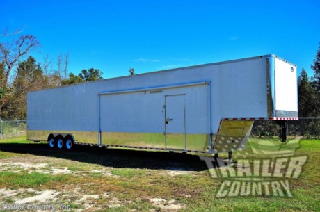 &lt;div&gt;NEW 8.5 X 52&#39; HEAVY DUTY ENCLOSED GOOSENECK CARGO TRAILER&lt;/div&gt;
&lt;div&gt;&amp;nbsp;&lt;/div&gt;
&lt;div&gt;Up for your consideration is a Brand New Heavy Duty Model 8.5&#39; x 44&#39; + 8&#39; Riser, Triple Axle, Enclosed Goose-Neck Cargo Trailer Loaded w/ Electrical/ Lighting &amp;amp; MORE!&amp;nbsp;&lt;/div&gt;
&lt;div&gt;&amp;nbsp;&lt;/div&gt;
&lt;div&gt;&amp;nbsp;&lt;/div&gt;
&lt;div&gt;~ PERFECT FOR DISASTER RELIEF ~&lt;/div&gt;
&lt;div&gt;&amp;nbsp;&lt;/div&gt;
&lt;div&gt;~ MOBILE COMMAND CENTER ~&lt;/div&gt;
&lt;div&gt;&amp;nbsp;&lt;/div&gt;
&lt;div&gt;~ PORTABLE OFFICE ~&amp;nbsp;&lt;/div&gt;
&lt;div&gt;&amp;nbsp;&lt;/div&gt;
&lt;div&gt;YOU&#39;VE SEEN THE REST...NOW BUY THE BEST!&lt;/div&gt;
&lt;div&gt;&amp;nbsp;&lt;/div&gt;
&lt;div&gt;ALL the TOP QUALITY FEATURES listed in this ad!&amp;nbsp;&lt;/div&gt;
&lt;div&gt;&amp;nbsp;&lt;/div&gt;
&lt;div&gt;STANDARD ELITE SERIES FEATURES:&lt;/div&gt;
&lt;div&gt;&amp;nbsp;&lt;/div&gt;
&lt;div&gt;Heavy Duty 8&quot; I-Beam Main Frame&lt;/div&gt;
&lt;div&gt;Heavy Duty 1&quot; X 1 1/2&quot; Square Tubing Wall Studs &amp;amp; Roof Bows&lt;/div&gt;
&lt;div&gt;52&#39; Gooseneck, 44&#39; Box Space + 8&#39; Riser&lt;/div&gt;
&lt;div&gt;16&quot; On Center WALL CROSS MEMBERS&lt;/div&gt;
&lt;div&gt;16&quot; On Center FLOOR CROSS MEMBERS&lt;/div&gt;
&lt;div&gt;16&quot; On Center CEILING CROSS MEMBERS&lt;/div&gt;
&lt;div&gt;(3) 7,000 LB &quot;DEXTER&quot; TORSION Axles w/ All Wheel Electric Brakes &amp;amp; EZ LUBE Grease Fittings (21K G.V.W.R.)&lt;/div&gt;
&lt;div&gt;HEAVY DUTY Rear Spring Assisted Ramp Door with (2) Bar locks for Security, EZ Lube Hinge Pins, &amp;amp; 16&quot; Transitional Ramp Flap&lt;/div&gt;
&lt;div&gt;No-Show Beaver Tail (Dove Tail)&lt;/div&gt;
&lt;div&gt;4 - 5,000 lb Flush Floor Mounted D-Rings&lt;/div&gt;
&lt;div&gt;36&quot; Side Door with RV Flush Lock &amp;amp; Bar Lock&lt;/div&gt;
&lt;div&gt;ATP Diamond Plate Recessed Step-Up in Side door&lt;/div&gt;
&lt;div&gt;81&quot; Interior Height inside box space (35 1/2&quot; in riser)&lt;/div&gt;
&lt;div&gt;Galvalume Roof with Thermo Ply and Full Luan Ceiling Lining&lt;/div&gt;
&lt;div&gt;2 5/16&quot; Gooseneck Coupler w/ Snapper Pin&lt;/div&gt;
&lt;div&gt;Heavy Duty Safety Chains&lt;/div&gt;
&lt;div&gt;Electric Landing Gear&lt;/div&gt;
&lt;div&gt;Roof mounted Solar Panel&lt;/div&gt;
&lt;div&gt;Marine Grade Battery&lt;/div&gt;
&lt;div&gt;7-Way Round RV Electrical Wiring Harness w/ Battery Back-Up &amp;amp; Safety Switch&lt;/div&gt;
&lt;div&gt;Built In Cabinets &amp;amp; Steps Combo at Riser&lt;/div&gt;
&lt;div&gt;ATP Bottom Trim on Sides &amp;amp; Rear&lt;/div&gt;
&lt;div&gt;ATP Front under riser with Keyed Lock Access Door w/ Easy Access Junction Box.&amp;nbsp;&lt;/div&gt;
&lt;div&gt;Exterior L.E.D. Lighting Package&lt;/div&gt;
&lt;div&gt;D.O.T. Reflective Tape&lt;/div&gt;
&lt;div&gt;3/8&quot; Heavy Duty To Grade Plywood Walls&lt;/div&gt;
&lt;div&gt;3/4&quot; Heavy Duty Top Grade Plywood Floors&lt;/div&gt;
&lt;div&gt;Heavy Duty Smooth Fender Flares&amp;nbsp;&lt;/div&gt;
&lt;div&gt;Deluxe License Plate Holder with Light&amp;nbsp;&lt;/div&gt;
&lt;div&gt;Top Quality Exterior Grade Paint&lt;/div&gt;
&lt;div&gt;(2) Non- powered Interior Roof Vent&lt;/div&gt;
&lt;div&gt;(2) 12 Volt Interior Trailer Light w/ Wall Switch&lt;/div&gt;
&lt;div&gt;Smooth Polished Aluminum Front &amp;amp; Rear Corners&lt;/div&gt;
&lt;div&gt;16&quot; Radial 8-Lug (ST23575R16) Tires &amp;amp; Wheels&lt;/div&gt;
&lt;div&gt;&amp;nbsp;&lt;/div&gt;
&lt;div&gt;Additional Upgrades Include:&lt;/div&gt;
&lt;div&gt;&amp;nbsp;&lt;/div&gt;
&lt;div&gt;Electrical Package ~ (50 Amp Panel Box w/25&#39; Life Line, 2-110 Volt Interior Recepts, 2-4&#39; 12 Volt L.E.D. Strip Lights w/ Battery)&lt;/div&gt;
&lt;div&gt;(11) Additional 4&#39; L.E.D. Strip Lights (13 Total w/ Electrical Package)&lt;/div&gt;
&lt;div&gt;(1) 12 Volt L.E.D. Race Light (Exterior Next to 36&quot; Passenger Side Door&lt;/div&gt;
&lt;div&gt;Goose-Neck Generator Enclosure ~ Partition Wall 3&#39; from Front Passenger Side Wall, Expanded Steel Floor W/ Pressure Treated Walls in 3&#39; Enclosure.&lt;/div&gt;
&lt;div&gt;Upgrade: Add Motor Base Plug in 3&#39; Enclosure.&lt;/div&gt;
&lt;div&gt;Add: (5) Powered Roof Vents (2) - in 3&#39; Enclosure (3) in Body of Trailer&amp;nbsp;&lt;/div&gt;
&lt;div&gt;Add: (2) 36&quot; Vented Access Doors in Riser of 3&#39; Enclosure (Exterior)&lt;/div&gt;
&lt;div&gt;Add: (2) 12 Volt LED Load Lights (Above Ramp Door Rear)&amp;nbsp;&lt;/div&gt;
&lt;div&gt;Upgrade: .030 Exterior Metal Color In White Metal&lt;/div&gt;
&lt;div&gt;Upgrade: Extra Wide Rear Ramp Door&amp;nbsp;&lt;/div&gt;
&lt;div&gt;30&quot; Extra Interior Height (Approx: 9&#39; Interior Height)&lt;/div&gt;
&lt;div&gt;Pull Out Step Under Standard 36&quot; Side Door Passenger Side&lt;/div&gt;
&lt;div&gt;Upgrade: (3) Additional 36&quot; Side Doors on Driver Side&amp;nbsp;&amp;nbsp;&lt;/div&gt;
&lt;div&gt;Standard Base Cabinet &amp;amp; Steps Assembled &amp;amp; Left Loose Inside Trailer&amp;nbsp;&lt;/div&gt;
&lt;div&gt;20&#39; Black &amp;amp; White Checkered Awning on Passenger Side&lt;/div&gt;
&lt;div&gt;Upgrade: Standard Axles to 10,000 lb All Wheel Electric Brake E-Z Lube &quot;Dexter&quot; Torsion Axles&amp;nbsp;&lt;/div&gt;
&lt;div&gt;10&quot; I-Beam Main Frame&lt;/div&gt;
&lt;div&gt;Add: 4 Additional D-Rings ( Total of 8 In Trailer)&lt;/div&gt;
&lt;div&gt;(1) Pair Boogie Wheels&lt;/div&gt;
&lt;div&gt;Scissor Jacks: 2 Installed One In Each Rear Corner&amp;nbsp;&lt;/div&gt;
&lt;div&gt;In Stock in .030 WHITE Exterior Metal Color .&amp;nbsp;&lt;/div&gt;
&lt;div&gt;&amp;nbsp;&lt;/div&gt;
&lt;div&gt;&amp;nbsp;&lt;/div&gt;
&lt;div&gt;! ! ! YOU CHOOSE FINAL COLOR ! ! !&lt;/div&gt;
&lt;div&gt;&amp;nbsp;&lt;/div&gt;
&lt;div&gt;Color Options .030 Gauge Aluminum&amp;nbsp;&lt;/div&gt;
&lt;div&gt;&amp;nbsp;&lt;/div&gt;
&lt;div&gt;Manufacturers Title and 5 Year Limited Warranty Included&lt;/div&gt;
&lt;div&gt;&amp;nbsp;&lt;/div&gt;
&lt;div&gt;**PRODUCT LIABILITY INSURANCE**&lt;/div&gt;
&lt;div&gt;&amp;nbsp;&lt;/div&gt;
&lt;div&gt;Trailer is offered @ factory direct pricing...We also have a Florida pick up location in Tampa and We offer Nationwide Delivery @ Unbeatable Rates.&lt;/div&gt;
&lt;div&gt;&amp;nbsp;&lt;/div&gt;
&lt;div&gt;FINANCING IS AVAILABLE W/ APPROVED CREDIT&amp;nbsp;&lt;/div&gt;
&lt;div&gt;&amp;nbsp;&lt;/div&gt;
&lt;div&gt;ASK US ABOUT OUR RENT TO OWN PROGRAM - NO CREDIT CHECK - LOW DOWN PAYMENT&lt;/div&gt;
&lt;div&gt;&amp;nbsp;&lt;/div&gt;
&lt;div&gt;*Trailer Shown with Optional Trim*&lt;/div&gt;
&lt;div&gt;All Trailers are D.O.T. Compliant for all 50 States, Canada, &amp;amp; Mexico.&lt;/div&gt;
&lt;div&gt;&amp;nbsp;&lt;/div&gt;
&lt;div&gt;&amp;nbsp;&lt;/div&gt;
&lt;div&gt;FOR MORE INFORMATION CALL:&lt;/div&gt;
&lt;div&gt;&amp;nbsp;&lt;/div&gt;
&lt;div&gt;888-710-2112&lt;/div&gt;
&lt;div&gt;
&lt;div&gt;&amp;nbsp;&lt;/div&gt;
&lt;/div&gt;
&lt;p&gt;&amp;nbsp;&lt;/p&gt;