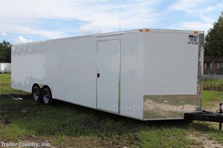 &lt;p&gt;&amp;nbsp;NEW 8.5 X 28&#39; HEAVY DUTY V-NOSED ENCLOSED CAR HAULER TRAILER&lt;/p&gt;
&lt;p&gt;Up for your consideration is a Brand New Heavy Duty Model 8.5 x 28 Tandem Axle, V-Nosed Enclosed MotorCycle, Snowmobile, Landscape, ATV 4-Wheeler, Car Hauler Cargo Race Trailer.&lt;/p&gt;
&lt;p&gt;YOU&#39;VE SEEN THE REST...NOW BUY THE BEST!&lt;/p&gt;
&lt;p&gt;ALL the TOP QUALITY FEATURES listed in this ad!&lt;/p&gt;
&lt;p&gt;All American Series:&lt;/p&gt;
&lt;p&gt;Heavy Duty DOUBLE 6&quot; I Beam Main Frame&lt;/p&gt;
&lt;p&gt;28&#39; Box Space + V-Nose&lt;/p&gt;
&lt;p&gt;1&quot; X 1&quot; Square Tube Wall &amp;amp; Roof Cross members&lt;/p&gt;
&lt;p&gt;16&quot; On Center WALL &amp;amp; FLOOR Cross Members&lt;/p&gt;
&lt;p&gt;(2) 5,200 lb Spring Axles w/ All Wheel Electric Brakes &amp;amp; EZ LUBE Grease Fittings&lt;/p&gt;
&lt;p&gt;HEAVY DUTY Rear Spring Assisted Ramp Door with (2) Bar locks for Security, &amp;amp; EZ Lube Hinge Pins&lt;/p&gt;
&lt;p&gt;No-Show Beaver Tail (Dove Tail)&lt;/p&gt;
&lt;p&gt;4 - 5,000 lb Flush Floor Mounted D-Rings (Welded to Frame)&lt;/p&gt;
&lt;p&gt;36&quot; Piano Hinge Side Door with Flush Mounted RV Style Lock&lt;/p&gt;
&lt;p&gt;ATP Diamond Plate Recessed Step-Up in Side door&lt;/p&gt;
&lt;p&gt;6&#39; 6&quot; Interior Height inside Box Space&lt;/p&gt;
&lt;p&gt;Bowed Galvalume Seamed Roof with Luan Lining Strip&lt;/p&gt;
&lt;p&gt;2 5/16&quot; Coupler w/ Snapper Pin&lt;/p&gt;
&lt;p&gt;Heavy Duty Safety Chains&lt;/p&gt;
&lt;p&gt;2K Top-Wind Jack&lt;/p&gt;
&lt;p&gt;7-Way Round RV Electrical Wiring Harness w/ Battery Back-Up &amp;amp; Safety Switch&lt;/p&gt;
&lt;p&gt;24&quot; ATP Front Stone Guard w/ ATP Nose Cap&lt;/p&gt;
&lt;p&gt;Exterior L.E.D Strip Tail Lighting Package&lt;/p&gt;
&lt;p&gt;3/8&quot; Heavy Duty Top Grade Plywood Walls&lt;/p&gt;
&lt;p&gt;3/4&quot; Heavy Duty Top Grade Plywood Floors&lt;/p&gt;
&lt;p&gt;Heavy Duty Smooth Fender Flares&lt;/p&gt;
&lt;p&gt;Deluxe License Plate Holder&lt;/p&gt;
&lt;p&gt;Top Quality Exterior Grade Automotive Paint&lt;/p&gt;
&lt;p&gt;(1) Roof Vent&lt;/p&gt;
&lt;p&gt;(2) 12-Volt Interior Trailer Light w/ Wall Switch&lt;/p&gt;
&lt;p&gt;15&quot; 225-75D15 Bias-Ply Tires&lt;/p&gt;
&lt;p&gt;Silver Modular Wheels&lt;/p&gt;
&lt;p&gt;Shown in White. Other colors and options available just ask and we will list it on eBay!&lt;/p&gt;
&lt;p&gt;All trailers are D.O.T. compliant for all 50 States, Canada, &amp;amp; Mexico.&lt;/p&gt;
&lt;p&gt;Manufacturers Title and Limited Warranty Included&lt;/p&gt;
&lt;p&gt;FINANCING IS AVAILABLE W/ APPROVED CREDIT&lt;/p&gt;
&lt;p&gt;FOR MORE INFORMATION CALL:&lt;/p&gt;
&lt;p&gt;888-710-2112&lt;/p&gt;
&lt;p&gt;&amp;nbsp;&lt;/p&gt;
&lt;p&gt;&amp;nbsp;&lt;/p&gt;