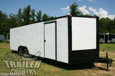 &lt;p&gt;&lt;strong&gt;NEW 8.5 X 24&#39; V-NOSED ENCLOSED BLACKOUT TRAILER&lt;/strong&gt;&lt;/p&gt;
&lt;p&gt;&lt;strong&gt;&amp;nbsp;&lt;/strong&gt;&lt;/p&gt;
&lt;p&gt;&lt;strong&gt;Up for your consideration is a Brand New Model 8.5 x 24 Tandem Axle, V-Nosed Enclosed Motorcycle, Snowmobile, ATV, 4-Wheeler, Landscape, Car Hauler Cargo Trailer.&amp;nbsp;&amp;nbsp;&lt;/strong&gt;&lt;/p&gt;
&lt;p&gt;&lt;strong&gt;&amp;nbsp;&lt;/strong&gt;&lt;/p&gt;
&lt;p&gt;&lt;strong&gt;&amp;nbsp;&lt;/strong&gt;&lt;/p&gt;
&lt;p&gt;&lt;strong&gt;YOU&#39;VE SEEN THE REST...NOW BUY THE BEST!&lt;/strong&gt;&lt;/p&gt;
&lt;p&gt;&lt;strong&gt;ALL the TOP QUALITY FEATURES listed in this ad!&lt;/strong&gt;&lt;/p&gt;
&lt;p&gt;&lt;strong&gt;ALL AMERICAN SERIES:&lt;/strong&gt;&lt;/p&gt;
&lt;p&gt;&lt;strong&gt;&amp;nbsp;&lt;/strong&gt;&lt;/p&gt;
&lt;p&gt;&lt;strong&gt;Heavy Duty Main Frame&lt;/strong&gt;&lt;/p&gt;
&lt;p&gt;&lt;strong&gt;24&#39; Box Space + V-Nose&lt;/strong&gt;&lt;/p&gt;
&lt;p&gt;&lt;strong&gt;16&quot; On Center WALL &amp;amp; FLOOR Cross Members&lt;/strong&gt;&lt;/p&gt;
&lt;p&gt;&lt;strong&gt;(2) 3,500lb Spring Axles w/ All Wheel Electric Brakes &amp;amp; EZ LUBE Grease Fittings&lt;/strong&gt;&lt;/p&gt;
&lt;p&gt;&lt;strong&gt;HEAVY DUTY Rear Spring Assisted Ramp Door with (2) Barlocks for Security, &amp;amp; EZ Lube Hinge Pins&lt;/strong&gt;&lt;/p&gt;
&lt;p&gt;&lt;strong&gt;No-Show Beaver Tail (Dove Tail)&lt;/strong&gt;&lt;/p&gt;
&lt;p&gt;&lt;strong&gt;4 - 5,000 lb Flush Floor Mounted D-Rings&amp;nbsp; (Welded to Frame)&lt;/strong&gt;&lt;/p&gt;
&lt;p&gt;&lt;strong&gt;36&quot; Side Door with Lock&lt;/strong&gt;&lt;/p&gt;
&lt;p&gt;&lt;strong&gt;ATP Diamond Plate Recessed Step-Up in Side door&lt;/strong&gt;&lt;/p&gt;
&lt;p&gt;&lt;strong&gt;6&#39; 6&quot; Interior Height inside Box Space&lt;/strong&gt;&lt;/p&gt;
&lt;p&gt;&lt;strong&gt;Bowed Galvalume Seamed Roof with Luan Lining Strip&amp;nbsp;&lt;/strong&gt;&lt;/p&gt;
&lt;p&gt;&lt;strong&gt;2 5/16&quot; Coupler w/ Snapper Pin&lt;/strong&gt;&lt;/p&gt;
&lt;p&gt;&lt;strong&gt;Heavy Duty Safety Chains&lt;/strong&gt;&lt;/p&gt;
&lt;p&gt;&lt;strong&gt;2K Top-Wind Jack&amp;nbsp;&lt;/strong&gt;&lt;/p&gt;
&lt;p&gt;&lt;strong&gt;7-Way Round RV Electrical Wiring Harness w/ Battery Back-Up &amp;amp; Safety Switch&lt;/strong&gt;&lt;/p&gt;
&lt;p&gt;&lt;strong&gt;24&quot; ATP Front Stone Guard w/ ATP Nose Cap&lt;/strong&gt;&lt;/p&gt;
&lt;p&gt;&lt;strong&gt;Exterior Lighting Package&lt;/strong&gt;&lt;/p&gt;
&lt;p&gt;&lt;strong&gt;3/8&quot; Heavy Duty Top Grade Plywood Walls&lt;/strong&gt;&lt;/p&gt;
&lt;p&gt;&lt;strong&gt;3/4&quot; Heavy Duty Top Grade Plywood Floors&lt;/strong&gt;&lt;/p&gt;
&lt;p&gt;&lt;strong&gt;Heavy Duty Smooth Fender Flares&lt;/strong&gt;&lt;/p&gt;
&lt;p&gt;&lt;strong&gt;Deluxe License Plate Holder with Light&lt;/strong&gt;&lt;/p&gt;
&lt;p&gt;&lt;strong&gt;Top Quality Exterior Grade Automotive Paint&lt;/strong&gt;&lt;/p&gt;
&lt;p&gt;&lt;strong&gt;1 Non- Powered Roof Vent&amp;nbsp;&lt;/strong&gt;&lt;/p&gt;
&lt;p&gt;&lt;strong&gt;(1) 12-Volt Interior Trailer Light w/ Wall Switch&lt;/strong&gt;&lt;/p&gt;
&lt;p&gt;&lt;strong&gt;15&quot; 205-15&quot; Bias-Ply Tires&lt;/strong&gt;&lt;/p&gt;
&lt;p&gt;&lt;strong&gt;Modular Wheels&lt;/strong&gt;&lt;/p&gt;
&lt;p&gt;&lt;strong&gt;&amp;nbsp;&lt;/strong&gt;&lt;/p&gt;
&lt;p&gt;&lt;strong&gt;Custom Blackout Package:&lt;/strong&gt;&lt;/p&gt;
&lt;p&gt;&lt;strong&gt;&amp;nbsp;&lt;/strong&gt;&lt;/p&gt;
&lt;p&gt;&lt;strong&gt;Color - Your Choice Black or White Aluminum&lt;/strong&gt;&lt;/p&gt;
&lt;p&gt;&lt;strong&gt;Custom Aluminum Mag Wheels&lt;/strong&gt;&lt;/p&gt;
&lt;p&gt;&lt;strong&gt;Radial Tires&lt;/strong&gt;&lt;/p&gt;
&lt;p&gt;&lt;strong&gt;Blackout Fenders&lt;/strong&gt;&lt;/p&gt;
&lt;p&gt;&lt;strong&gt;Blackout Trim -Including Top Trim, Bottom Trim, &amp;amp; Door Trim&lt;/strong&gt;&lt;/p&gt;
&lt;p&gt;&lt;strong&gt;Blackout Door Hardware&lt;/strong&gt;&lt;/p&gt;
&lt;p&gt;&lt;strong&gt;24&quot; Black ATP (Aluminum Tread Plate) Front Stone Guard and V-Nose Cap&lt;/strong&gt;&lt;/p&gt;
&lt;p&gt;&lt;strong&gt;&amp;nbsp;&lt;/strong&gt;&lt;/p&gt;
&lt;p&gt;&lt;strong&gt;Additional Upgrades:&lt;/strong&gt;&lt;/p&gt;
&lt;p&gt;&lt;strong&gt;&amp;nbsp;&lt;/strong&gt;&lt;/p&gt;
&lt;p&gt;&lt;strong&gt;(2) 5,200 lb Spring Axles w/ All Wheel Electric Brakes &amp;amp; EZ LUBE Grease Fittings&lt;/strong&gt;&lt;/p&gt;
&lt;p&gt;&lt;strong&gt;&amp;nbsp;&lt;/strong&gt;&lt;/p&gt;
&lt;p&gt;&lt;strong&gt;Shown in White w/ Blackout Trim Package. Other colors and trim options are available just ask &amp;amp; we will list it on eBay!&lt;/strong&gt;&lt;/p&gt;
&lt;p&gt;&lt;strong&gt;Manufacturers Title and 1 Year Limited Warranty Included&lt;/strong&gt;&lt;/p&gt;
&lt;p&gt;&lt;strong&gt;&amp;nbsp;&lt;/strong&gt;&lt;/p&gt;
&lt;p&gt;&lt;strong&gt;**PRODUCT LIABILITY INSURANCE**&lt;/strong&gt;&lt;/p&gt;
&lt;p&gt;&lt;strong&gt;&amp;nbsp;&lt;/strong&gt;&lt;/p&gt;
&lt;p&gt;&lt;strong&gt;All Trailers are D.O.T. Compliant for all 50 States, Canada, &amp;amp; Mexico.&lt;/strong&gt;&lt;/p&gt;
&lt;p&gt;&lt;strong&gt;Trailer is offered @&amp;nbsp; Factory Direct pricing for pick up in Southeast, GA.&lt;/strong&gt;&lt;/p&gt;
&lt;p&gt;&lt;strong&gt;&amp;nbsp;&lt;/strong&gt;&lt;/p&gt;
&lt;p&gt;&lt;strong&gt;We also offer Nationwide Delivery. Please ask for more information about our optional delivery services.&amp;nbsp;&lt;/strong&gt;&lt;/p&gt;
&lt;p&gt;&lt;strong&gt;&amp;nbsp;&lt;/strong&gt;&lt;/p&gt;
&lt;p&gt;&lt;strong&gt;FINANCING IS AVAILABLE W/ APPROVED CREDIT&amp;nbsp;&lt;/strong&gt;&lt;/p&gt;
&lt;p&gt;&lt;strong&gt;FOR MORE INFORMATION CALL:&lt;/strong&gt;&lt;/p&gt;
&lt;p&gt;&lt;strong&gt;&amp;nbsp;&lt;/strong&gt;&lt;/p&gt;
&lt;p&gt;&lt;strong&gt;888-710-2112&lt;/strong&gt;&lt;/p&gt;