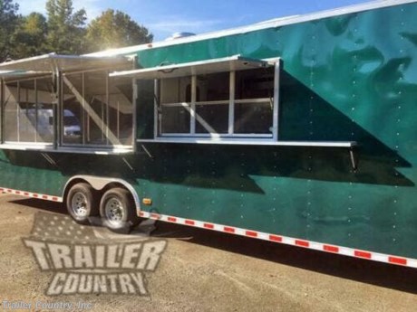 &lt;p&gt;BRAND NEW 8.5 X 30&#39; ENCLOSED CONCESSION MOBILE KITCHEN FOOD VENDING TRAILER WITH 1/2 BATHROOM &amp;amp; ENCLOSED PORCH&lt;/p&gt;
&lt;p&gt;Up for your consideration is a Brand New Model 8.5 x 30 Tandem Axle Vending Trailer, Fully Loaded w/Concession Equipment, Appliances, Rear Enclosed Porch &amp;amp; 1/2 Bathroom.&lt;/p&gt;
&lt;p&gt;YOU&#39;VE SEEN THE REST...NOW BUY THE BEST!!&lt;/p&gt;
&lt;p&gt;ALL the TOP QUALITY FEATURES listed in this ad!&lt;/p&gt;
&lt;p&gt;&lt;span style=&quot;text-decoration: underline;&quot;&gt;Standard Elite Series Features:&lt;/span&gt;&lt;/p&gt;
&lt;p&gt;Heavy Duty 8&quot; I Beam Main Frame with 2 X 6 Square Tube&lt;/p&gt;
&lt;p&gt;Heavy Duty 1&quot; x 1 1/2&quot; Square Tubular Wall Studs &amp;amp; Roof Bows&lt;/p&gt;
&lt;p&gt;30&#39; Box Space (15&#39;Box+15&#39;Gull Wing Porch)&lt;/p&gt;
&lt;p&gt;16&quot; On Center Walls&lt;/p&gt;
&lt;p&gt;16&quot; On Center Floor Cross-members&lt;/p&gt;
&lt;p&gt;16&quot; On Center Roof Cross-members&lt;/p&gt;
&lt;p&gt;Complete Braking System (Electric Brakes on both Axles, Battery Back-Up, &amp;amp; Safety Switch).&lt;/p&gt;
&lt;p&gt;(2) 5,200lb 4&quot; &quot;Dexter&quot; Drop Axles w/ EZ LUBE Grease Fittings (Self Adjusting Brakes Axles)&lt;/p&gt;
&lt;p&gt;36&quot; Side Door with RV Lock &amp;amp; Cam Locking System (on Passenger Side)&lt;/p&gt;
&lt;p&gt;ATP Diamond Plate Step well in Side Door&lt;/p&gt;
&lt;p&gt;78&quot; Interior Height&lt;/p&gt;
&lt;p&gt;Galvalume Seamed Roof w/ Thermo Ply Ceiling Liner&lt;/p&gt;
&lt;p&gt;2 5/16&quot; Coupler w/ Snapper Pin&lt;/p&gt;
&lt;p&gt;Heavy Duty Safety Chains&lt;/p&gt;
&lt;p&gt;7-Way Round RV Style Wiring Harness Plug&lt;/p&gt;
&lt;p&gt;3/8&quot; Heavy Duty Top Grade Plywood Walls&lt;/p&gt;
&lt;p&gt;3/4&quot; Heavy Duty Top Grade Plywood Floors&lt;/p&gt;
&lt;p&gt;Smooth Tear Drop Style Fender Flares&lt;/p&gt;
&lt;p&gt;2K A-Frame Top Wind Jack&lt;/p&gt;
&lt;p&gt;Top Quality Exterior Grade Paint&lt;/p&gt;
&lt;p&gt;(1) Non-Powered Interior Roof Vent&lt;/p&gt;
&lt;p&gt;(1) 12 Volt Interior Trailer Dome Light w/ Wall Switch&lt;/p&gt;
&lt;p&gt;24&quot; Diamond Plate ATP Front Stone Guard&lt;/p&gt;
&lt;p&gt;15&quot; (ST20575R15) Radial Tires &amp;amp; Wheels&lt;/p&gt;
&lt;p&gt;Exterior L.E.D. Lighting Package&lt;/p&gt;
&lt;p&gt;Rear Spring Assisted Ramp Door w/ Cam Locks&amp;nbsp;&lt;/p&gt;
&lt;p&gt;16&quot; Rear Ramp Transition Flap&lt;/p&gt;
&lt;p&gt;&amp;nbsp;&lt;/p&gt;
&lt;p&gt;&lt;span style=&quot;text-decoration: underline;&quot;&gt;Concession Package &amp;amp; Upgrades:&lt;/span&gt;&lt;/p&gt;
&lt;p&gt;Concession Package ~ 8&#39; Range Hood, Air Flow Blower, 2 Interior Range Lights, Grease Trap on Roof.&lt;/p&gt;
&lt;p&gt;Propane Package ~(2) 100lb Tanks w/ Regulators, LP Lines,&amp;nbsp; Stub Outs (Tanks Not Filled)&lt;/p&gt;
&lt;p&gt;Propane Cage ~ (2) 100lb Propane Cages with Swing Door&lt;/p&gt;
&lt;p&gt;Appliances:&amp;nbsp;&lt;/p&gt;
&lt;p&gt;(1) 23 Cu.Ft. Reach-In Refrigerator Single Door~ Stainless Steel&lt;/p&gt;
&lt;p&gt;(1) 23 Cu. ft. Reach - In Freezer Single Door - Stainless Steel&lt;/p&gt;
&lt;p&gt;(1) 36&quot; 6 Burner Gas Restaurant Range w/Standard Oven&amp;nbsp;&lt;/p&gt;
&lt;p&gt;(1) Counter Top 24&quot; Thermostatic Control Gas Griddle&lt;/p&gt;
&lt;p&gt;(1) 40lb 4 Tube Gas Fired Deep Fryer&lt;/p&gt;
&lt;p&gt;Sink Package ~ 3 Stainless Steel Sinks w/ Hardware, Cabinet, Hand-wash Station, 40 Gallon Fresh Water Tank, 50 Gallon Waste Water Tank w/ City Water Fill, &amp;amp; 6 Gallon Hot Water Heater&lt;/p&gt;
&lt;p&gt;ADD: 1 Additional Hand Wash Station w/ Base Cabinet &amp;amp; Hardware&lt;/p&gt;
&lt;p&gt;Add Overhead Cabinet above Sink Package&lt;/p&gt;
&lt;p&gt;Electrical Package ~ (100 Amp Panel Box w/ 25&#39; Life Line, Wall Switch, 2-4&#39; LED Strip Lights w/ Battery, 2- Interior Recepts&lt;/p&gt;
&lt;p&gt;Additional Electrical Package ~ (50 Amp Panel Box&amp;nbsp; Wall Switch, 2-4&#39; LED Strip Lights w/ Battery, 2- Interior Recepts&lt;/p&gt;
&lt;p&gt;Add: (6) - Additional 110 V Recepts (8 Total w/ Electrical Package)&lt;/p&gt;
&lt;p&gt;Add: (3) 4&#39; LED Lights&lt;/p&gt;
&lt;p&gt;Add: (1) Motor Base Plug ~Exterior Motor Base Plug w/ Standard 25&#39; Life Line&lt;/p&gt;
&lt;p&gt;Upgrade: (4) Exterior GFI Outlets&lt;/p&gt;
&lt;p&gt;1/2 Bath Room Package ~ Toilet, 1-20 Gallon Fresh Tank, 2-18 Gallon Waste Tanks, 6 Gallon Water Heater, Sink W/ Cabinet, Bathroom Light, Partition Wall&lt;/p&gt;
&lt;p&gt;24&quot; Exterior Door Access Door to 1/2 Bath&lt;/p&gt;
&lt;p&gt;Powered Roof Vent with Fan in 1/2 Bath&lt;/p&gt;
&lt;p&gt;Concession Window (1) - 3&#39; x 6&#39; Concession/Vending Window w/ Glass and Screens Located On Passenger Side&amp;nbsp;&lt;/p&gt;
&lt;p&gt;12&quot; x 9&#39; Exterior Serving Counter Under Concession Window - w/ Drop Down Brackets Located Under Outside Window Passenger Side&lt;/p&gt;
&lt;p&gt;12&quot; x 7&#39; Interior Serving Counter Under Concession Window - w/ Drop Down Brackets&amp;nbsp;&lt;/p&gt;
&lt;p&gt;Partition Wall 15&#39; Into Box Space to Create Porch w/ 32&quot; Door to Access Porch&lt;/p&gt;
&lt;p&gt;Add: 15&quot; x 18&quot; Window into Walk through Door&lt;/p&gt;
&lt;p&gt;Rear Enclosed Gull Wing Porch:&amp;nbsp;&lt;/p&gt;
&lt;p&gt;15&#39; Rear Enclosed Porch&lt;/p&gt;
&lt;p&gt;(3) 6&#39; Lift Up Gull Wing Serving Doors w/ Screens that Open and Close&lt;/p&gt;
&lt;p&gt;(1) Additional 6&#39; Lift Up Gull Wing Door on Rear w/ Barn Doors Underneath.&amp;nbsp;&lt;/p&gt;
&lt;p&gt;(3) 6&#39; Exterior Removable Serving Trays (1 Under Each Gull Wing Serving Door)&lt;/p&gt;
&lt;p&gt;(1) 32&quot; Half Door Under Driver side Gull Wing (To use as walk through Door)&lt;/p&gt;
&lt;p&gt;36&quot; Side Walls on Rear Porch Area&amp;nbsp;&amp;nbsp;&lt;/p&gt;
&lt;p&gt;&amp;nbsp;&lt;/p&gt;
&lt;p&gt;&lt;span style=&quot;text-decoration: underline;&quot;&gt;Additional Upgrades:&lt;/span&gt;&lt;/p&gt;
&lt;p&gt;1 ~ A/C Unit ~ Pre-wire &amp;amp; Brace, 13,500 BTU Unit w/Heat Strip Installed In Place Of Roof Vent&lt;/p&gt;
&lt;p&gt;Insulated Walls Throughout&lt;/p&gt;
&lt;p&gt;Insulated Celing Throughout&lt;/p&gt;
&lt;p&gt;White Metal Walls and Ceiling Liner Throught&lt;/p&gt;
&lt;p&gt;12&quot; Extra Interior Height (Approx: 7&#39;6&quot; Inside Height)&lt;/p&gt;
&lt;p&gt;??Upgraded .030 Exterior Colored Metal In Cargo Green Metal&lt;/p&gt;
&lt;p&gt;RTP Flooring(Rubber Tread Plate) on Trailer Floor&lt;/p&gt;
&lt;p&gt;8&quot; Tube Tongue&lt;/p&gt;
&lt;p&gt;Extended Tongue on Trailer for Generator Box&lt;/p&gt;
&lt;p&gt;36&quot; x 36&quot; Diamond Plate Generator Box w/ Exterior Vented Door, Interior Slide Out,&amp;nbsp; Mesh Bottom and Removable Top&amp;nbsp;&lt;/p&gt;
&lt;p&gt;&amp;nbsp;Shown In .030 CARGO GREEN EXTERIOR METAL COLOR.&amp;nbsp;&lt;/p&gt;
&lt;p&gt;&amp;nbsp;&lt;/p&gt;
&lt;p&gt;! ! ! YOU CHOOSE FINAL COLOR ! ! !&lt;/p&gt;
&lt;p&gt;Color Options .030 Gauge Aluminum&amp;nbsp;&lt;/p&gt;
&lt;p&gt;Manufacturers Title and 5 Year Limited Warranty Included&lt;/p&gt;
&lt;p&gt;&amp;nbsp;&lt;/p&gt;
&lt;p&gt;**PRODUCT LIABILITY INSURANCE**&lt;/p&gt;
&lt;p&gt;&amp;nbsp;&lt;/p&gt;
&lt;p&gt;Trailer is offered @ factory direct pricing...We also have a Florida pick up location in Tampa and We offer Nationwide Delivery @ Unbeatable Rates.&lt;/p&gt;
&lt;p&gt;&amp;nbsp;&lt;/p&gt;
&lt;p&gt;FINANCING IS AVAILABLE W/ APPROVED CREDIT&lt;/p&gt;
&lt;p&gt;&amp;nbsp;&lt;/p&gt;
&lt;p&gt;*Trailer Shown with Optional Trim*&lt;/p&gt;
&lt;p&gt;All Trailers are D.O.T. Compliant for all 50 States, Canada, &amp;amp; Mexico.&lt;/p&gt;
&lt;p&gt;&amp;nbsp;&lt;/p&gt;
&lt;p&gt;FOR MORE INFORMATION CALL:&lt;/p&gt;
&lt;p&gt;888-710-2112&lt;/p&gt;