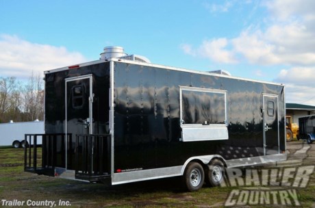 &lt;p&gt;NEW 8.5 X 24&#39; ENCLOSED CONCESSION MOBILE KITCHEN FOOD VENDING TRAILER&lt;/p&gt;
&lt;p&gt;Up for your consideration is a Brand New Model 8.5 x 24 Tandem Axle Vending Trailer, Ready for Equipment and Appliances&lt;/p&gt;
&lt;p&gt;YOU&#39;VE SEEN THE REST...NOW BUY THE BEST!!&lt;/p&gt;
&lt;p&gt;ALL the TOP QUALITY FEATURES listed in this ad!&lt;/p&gt;
&lt;p&gt;Standard Elite Series Features:&lt;/p&gt;
&lt;p&gt;Heavy Duty 6&quot; I Beam Main Frame with 2&quot; X 4&quot; Square Tube&lt;/p&gt;
&lt;p&gt;Heavy Duty 1&quot; x 1 1/2&quot; Square Tubular Wall Studs &amp;amp; Roof Bows&lt;/p&gt;
&lt;p&gt;24&#39; Box Space&lt;/p&gt;
&lt;p&gt;16&quot; On Center Walls&lt;/p&gt;
&lt;p&gt;16&quot; On Center Floor Cross-members&lt;/p&gt;
&lt;p&gt;16&quot; On Center Roof Cross-members&lt;/p&gt;
&lt;p&gt;Complete Braking System (Electric Brakes on both Axles, Battery Back-Up, &amp;amp; Safety Switch).&lt;/p&gt;
&lt;p&gt;(2) 3,500lb &quot;Dexter&quot; Axles w/ EZ LUBE Grease Fittings (Self Adjusting Brakes Axles)&lt;/p&gt;
&lt;p&gt;36&quot; Side Door with RV Lock &amp;amp; Cam Locking System (on Passenger Side)&lt;/p&gt;
&lt;p&gt;ATP Diamond Plate Step well in Side Door&lt;/p&gt;
&lt;p&gt;78&quot; Interior Height&lt;/p&gt;
&lt;p&gt;Galvalume Seamed Roof w/ Thermo Ply Ceiling Liner&lt;/p&gt;
&lt;p&gt;2 5/16&quot; Coupler w/ Snapper Pin&lt;/p&gt;
&lt;p&gt;Heavy Duty Safety Chains&lt;/p&gt;
&lt;p&gt;7-Way Round RV Style Wiring Harness Plug&lt;/p&gt;
&lt;p&gt;3/8&quot; Heavy Duty Top Grade Plywood Walls&lt;/p&gt;
&lt;p&gt;3/4&quot; Heavy Duty Top Grade Plywood Floors&lt;/p&gt;
&lt;p&gt;Smooth Tear Drop Style Fender Flares&lt;/p&gt;
&lt;p&gt;2K A-Frame Top Wind Jack&lt;/p&gt;
&lt;p&gt;Top Quality Exterior Grade Paint&lt;/p&gt;
&lt;p&gt;(1) Non-Powered Interior Roof Vent&lt;/p&gt;
&lt;p&gt;(1) 12 Volt Interior Trailer Dome Light w/ Wall Switch&lt;/p&gt;
&lt;p&gt;24&quot; Diamond Plate ATP Front Stone Guard&lt;/p&gt;
&lt;p&gt;15&quot; (ST20575R15) Radial Tires &amp;amp; Wheels&lt;/p&gt;
&lt;p&gt;Exterior L.E.D. Lighting Package&lt;/p&gt;
&lt;p&gt;Rear Spring Assisted Ramp Door w/ Cam Locks&amp;nbsp;&lt;/p&gt;
&lt;p&gt;16&quot; Rear Ramp Transition Flap&lt;/p&gt;
&lt;p&gt;&amp;nbsp;&lt;/p&gt;
&lt;p&gt;Concession Package &amp;amp; Upgrades:&lt;/p&gt;
&lt;p&gt;Concession Package: 12&#39; Range Hood, Air Flow Blower, 2 Interior Range Lights, Grease Trap on Roof.&lt;/p&gt;
&lt;p&gt;Sink Package ~ 3 Stainless Steel Sinks w/ Hardware, Cabinet, Hand-wash Station, 40 Gallon Fresh Water Tank, 50 Gallon Waste Water Tank w/ City Water Fill, &amp;amp; 6 Gallon Hot Water Heater.&lt;/p&gt;
&lt;p&gt;Sink Cabinets Finished in Black Metal&amp;nbsp;&lt;/p&gt;
&lt;p&gt;Electrical Package: ~100 Amp Panel Box w/ 25&#39; Life Line, Wall Switch, (2) 4&#39; LED Strip Lights w/ Battery, (2) Interior Recepts.&lt;/p&gt;
&lt;p&gt;Add: (6) - Additional 110V Recepts (8 Total w/ Electrical Package)&lt;/p&gt;
&lt;p&gt;Add: All 110V Recepts On Separate Breakers&lt;/p&gt;
&lt;p&gt;Add: (6) - Additional 4&#39; L.E.D. Lights (8 Total w/ Electrical Package)&lt;/p&gt;
&lt;p&gt;Concession Windows:&lt;/p&gt;
&lt;p&gt;1 - 3&#39; x 6&#39; Concession/Vending Window w/ Glass and Screens Located On Passenger Side.&amp;nbsp;&lt;/p&gt;
&lt;p&gt;12&quot; x 6&#39; Exterior Serving Counter Under Concession Window - w/ Drop Down Brackets Located On Passenger Side&lt;/p&gt;
&lt;p&gt;Cabinets:&lt;/p&gt;
&lt;p&gt;(1) 6&#39; Serving Base Cabinet Passenger er Side Under Concession Window in Black&lt;/p&gt;
&lt;p&gt;Generator Package:&lt;/p&gt;
&lt;p&gt;Extended Triple Tube Trailer Tongue&lt;/p&gt;
&lt;p&gt;36&quot; x 36&quot; ATP (Aluminum Tread Plate) Generator Box w/ Exterior Vented Door, RV Lock, Slide Out Tray. (Note: Generator sold separate and should only be used when tray is slid out)&lt;/p&gt;
&lt;p&gt;&amp;nbsp;&lt;/p&gt;
&lt;p&gt;Additional Upgrades:&lt;/p&gt;
&lt;p&gt;(2) A/C Units - Pre-Wire &amp;amp; Brace, 13,500 BTU with Heat Strip, (Installed in place of Roof Vent)&lt;/p&gt;
&lt;p&gt;Add: 12&quot; Extra Interior Height (approx 7&#39;6&quot; Interior Height).&lt;/p&gt;
&lt;p&gt;Add: (2) 100lb Propane Cages w/ Swing Door&lt;/p&gt;
&lt;p&gt;RTP Flooring (Rubber Tread Plate) in Trailer Interior Floor&lt;/p&gt;
&lt;p&gt;Insulated Walls&lt;/p&gt;
&lt;p&gt;Insulated Ceiling?&lt;/p&gt;
&lt;p&gt;White Metal Walls and Ceiling Liner (ilo plywood)&lt;/p&gt;
&lt;p&gt;Upgrade: Add 36&quot; Side Door w/ Added (1) 12&quot; x 18&quot; Window Centered on Rear of Trailer&lt;/p&gt;
&lt;p&gt;Upgrade: Standard 3,500 lb Dexter Axles -to- (2) 5,200 Dexter Straight Axles&lt;/p&gt;
&lt;p&gt;Upgrade: Tires to Radials (22575R15)&lt;/p&gt;
&lt;p&gt;Upgrade: Metal Exterior to .030 Black Metal Exterior (You Choose Final Color).&amp;nbsp;&lt;/p&gt;
&lt;p&gt;8&quot; ATP Metal Trim on Trailer Exterior Sides and Rear&lt;/p&gt;
&lt;p&gt;Add: (1) Pair Rear Stabilizer Jacks.&amp;nbsp;&lt;/p&gt;
&lt;p&gt;Add: (1) 12&quot; x 18&quot; Window to Side Door.&lt;/p&gt;
&lt;p&gt;Upgrade: Rear Tail Lights to Clear LED Double Rear Strip Tail/Turn/Stop Lights.&lt;/p&gt;
&lt;p&gt;Shown In .030 BLACK EXTERIOR METAL COLOR.&lt;/p&gt;
&lt;p&gt;&amp;nbsp;&lt;/p&gt;
&lt;p&gt;! ! ! YOU CHOOSE FINAL COLOR ! ! !&lt;/p&gt;
&lt;p&gt;&amp;nbsp;&lt;/p&gt;
&lt;p&gt;Color Options .030 Gauge Aluminum&amp;nbsp;&lt;/p&gt;
&lt;p&gt;Manufacturers Title and 5 Year Limited Warranty Included&lt;/p&gt;
&lt;p&gt;**PRODUCT LIABILITY INSURANCE**&lt;/p&gt;
&lt;p&gt;Trailer is offered @ factory direct pricing...We also have a Florida pick up location in Tampa and We offer Nationwide Delivery @ Unbeatable Rates.&lt;/p&gt;
&lt;p&gt;&amp;nbsp;&lt;/p&gt;
&lt;p&gt;FINANCING IS AVAILABLE W/ APPROVED CREDIT&lt;/p&gt;
&lt;p&gt;*Trailer Shown with Optional Trim*&lt;/p&gt;
&lt;p&gt;All Trailers are D.O.T. Compliant for all 50 States, Canada, &amp;amp; Mexico.&lt;/p&gt;
&lt;p&gt;FOR MORE INFORMATION CALL:&lt;/p&gt;
&lt;p&gt;888-710-2112&lt;/p&gt;
&lt;p&gt;&amp;nbsp;&lt;/p&gt;