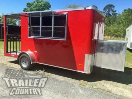 &lt;p&gt;NEW 6 X 14 ENCLOSED CONCESSION TRAILER W/ COVERED PORCH&lt;/p&gt;
&lt;p&gt;Up for your consideration is a Brand New Model 6 X 14 Single Axle, Enclosed&amp;nbsp; Mobile Kitchen Concession ~ Food Vending Trailer.&lt;/p&gt;
&lt;p&gt;ALL the TOP QUALITY FEATURES listed in this ad!&lt;/p&gt;
&lt;p&gt;Standard Elite Series Features:&lt;/p&gt;
&lt;p&gt;Heavy Duty 2&quot; x 3&quot; Square Tube Main Frame&lt;/p&gt;
&lt;p&gt;Heavy Duty 1&quot; x 1 1/2&quot; Square Tubular Wall Studs &amp;amp; Roof Bows&lt;/p&gt;
&lt;p&gt;10&#39; Box Space +&amp;nbsp; 4&#39; Porch = Total Trailer Length of 14&#39;&lt;/p&gt;
&lt;p&gt;16&quot; On Center Wall Cross-members&lt;/p&gt;
&lt;p&gt;16&quot; On Center Floor Cross-members&lt;/p&gt;
&lt;p&gt;16&quot; On Center Ceiling Cross-members&lt;/p&gt;
&lt;p&gt;(1) 3,500 lb 4&quot; &quot;Dexter&quot; Drop Axles w/ EZ LUBE Grease Fittings.&amp;nbsp;&lt;/p&gt;
&lt;p&gt;32&quot; Side Door with Bar Lock on Passenger Side&lt;/p&gt;
&lt;p&gt;6&#39; Interior Height&lt;/p&gt;
&lt;p&gt;Galvalume Seamed Roof w/ Thermo Ply Ceiling Liner&lt;/p&gt;
&lt;p&gt;2&quot; Coupler w/ Snapper Pin&lt;/p&gt;
&lt;p&gt;Heavy Duty Safety Chains&lt;/p&gt;
&lt;p&gt;4-Way Flat Wiring Harness Plug&lt;/p&gt;
&lt;p&gt;3/8&quot; Heavy Duty Top Grade Plywood Walls&lt;/p&gt;
&lt;p&gt;3/4&quot; Heavy Duty Top Grade Plywood Floors&lt;/p&gt;
&lt;p&gt;Smooth Jeep Style Fenders&amp;nbsp;&lt;/p&gt;
&lt;p&gt;2K A-Frame Top Wind Jack&lt;/p&gt;
&lt;p&gt;Top Quality Exterior Grade Paint&lt;/p&gt;
&lt;p&gt;(1) Non-Powered Interior Roof Vent&lt;/p&gt;
&lt;p&gt;(1) 12 Volt Interior Trailer Dome Light w/ Wall Switch&lt;/p&gt;
&lt;p&gt;24&quot; Diamond Plate ATP Front Stone Guard&lt;/p&gt;
&lt;p&gt;15&quot; Radial (ST20575R15) Tires &amp;amp; Wheels&lt;/p&gt;
&lt;p&gt;Exterior L.E.D. Lighting Package&lt;/p&gt;
&lt;p&gt;Rear Spring Assisted Ramp Door W/ Cam Locks&lt;/p&gt;
&lt;p&gt;16&quot; Rear Ramp Flap&lt;/p&gt;
&lt;p&gt;&amp;nbsp;&lt;/p&gt;
&lt;p&gt;Concession Packages &amp;amp; Upgrades:&lt;/p&gt;
&lt;p&gt;Concession Window- (?1) 3&#39; x 6&#39; Concession/Vending Window w/ Sliding Glass &amp;amp; Screens (Center Curbside of Trailer)&lt;/p&gt;
&lt;p&gt;(1) 12&quot; x 8&#39; Drop Leaf Exterior Serving Tray Under Concession Window&lt;/p&gt;
&lt;p&gt;Appliance: (1) 28&quot; Sandwich Prep&lt;/p&gt;
&lt;p&gt;Stainless Steal Counter/ Prep Station 5&#39; Long x 30&quot; Deep&lt;/p&gt;
&lt;p&gt;Small Sink Package ~ Stainless Steel Sinks w/Hardware (Small Sinks Sizing ~ 12&quot; X 14&quot; X 6&quot;), Cabinet in Victory Red Finish, Hand-wash Station, 20 Gallon Fresh Water Tank, 27 Gallon Waste Water Tank, &amp;amp; 6 Gallon Hot Water Heater.&amp;nbsp;&amp;nbsp;&lt;/p&gt;
&lt;p&gt;Electrical Package ~ (100 Amp Panel Box w/Life Line, 2-110 Volt Interior Recepts, 2- 48&quot; 12 Volt L.E.D. Strip Lights w/ Battery and Switch.?&lt;/p&gt;
&lt;p&gt;RTP Black Rubber Flooring in Trailer Interior&lt;/p&gt;
&lt;p&gt;White Metal Walls in Trailer Interior&lt;/p&gt;
&lt;p&gt;White Metal Ceiling Liner in Trailer Interior&lt;/p&gt;
&lt;p&gt;3&quot; Extra Interior Height (6&#39;3&quot; Total Interior Height)&lt;/p&gt;
&lt;p&gt;??Porch Package - 4&#39; Covered Porch w/ Pressure Treated Plywood, ATP (Aluminum Tread Plate) Porch Floor &amp;amp; Metal Ceiling), Removable Rear Rail.&lt;/p&gt;
&lt;p&gt;Move Standard 32&quot; Side Door To Rear Of Trailer w/ RV Lock &amp;amp; Bar Lock&lt;/p&gt;
&lt;p&gt;Upgrade: .030 Colored Metal Exterior in Victory Red&lt;/p&gt;
&lt;p&gt;Upgrade: Heavy Duty Frame to 6&quot; w/ Extended Tongue (for generator box).&lt;/p&gt;
&lt;p&gt;&amp;nbsp;36&quot; x 36&quot; ATP Diamond Plate Generator Box w/ Vented Door, RV Lock, and Slide Out Tray&lt;/p&gt;
&lt;p&gt;&amp;nbsp;&lt;/p&gt;
&lt;p&gt;Shown in .030 Victory Red Metal.&lt;/p&gt;
&lt;p&gt;&amp;nbsp;&lt;/p&gt;
&lt;p&gt;! ! ! YOU CHOOSE FINAL COLOR ! ! !&lt;/p&gt;
&lt;p&gt;Color Options .030 Gauge Aluminum&lt;/p&gt;
&lt;p&gt;Manufacturers Title and 5 Year Limited Warranty Included&lt;/p&gt;
&lt;p&gt;**PRODUCT LIABILITY INSURANCE**&lt;/p&gt;
&lt;p&gt;Trailer is offered @ factory direct pricing...We also have a Florida pick up location in Central, Florida and We offer Nationwide Delivery @ Unbeatable Rates.&lt;/p&gt;
&lt;p&gt;FINANCING IS AVAILABLE W/ APPROVED CREDIT&lt;/p&gt;
&lt;p&gt;*Trailer Shown with Optional Trim*&lt;/p&gt;
&lt;p&gt;All Trailers are D.O.T. Compliant for all 50 States, Canada, &amp;amp; Mexico.&lt;/p&gt;
&lt;p&gt;&amp;nbsp;&lt;/p&gt;
&lt;p&gt;FOR MORE INFORMATION CALL:&lt;/p&gt;
&lt;p&gt;888-710-2112&lt;/p&gt;