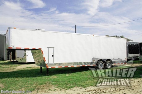 &lt;p&gt;NEW 8.5&#39; X 32&#39; ENCLOSED GOOSNECK CARGO TRAILER&lt;/p&gt;
&lt;div&gt;Up for your Consideration is a Brand New Model 8.5&#39; X 24&#39;+8&#39; Riser Tandem Axle, Enclosed Gooseneck Cargo Trailer&lt;/div&gt;
&lt;div&gt;&amp;nbsp;&lt;/div&gt;
&lt;div&gt;ALL the TOP QUALITY FEATURES listed in this ad!&lt;/div&gt;
&lt;div&gt;&amp;nbsp;&lt;/div&gt;
&lt;div&gt;Standard ELITE SERIES Features:&lt;/div&gt;
&lt;div&gt;&amp;nbsp;&lt;/div&gt;
&lt;div&gt;- Heavy Duty 8&quot; I-Beam Main Frame&lt;/div&gt;
&lt;div&gt;- Heavy Duty Square Tubing Wall Studs &amp;amp; Roof Bows&lt;/div&gt;
&lt;div&gt;- 32&#39; Gooseneck, 24&#39; Box Space + 8&#39; Riser&lt;/div&gt;
&lt;div&gt;- 16&quot; On Center Walls&lt;/div&gt;
&lt;div&gt;- 16&quot; On Center Floors&lt;/div&gt;
&lt;div&gt;- 16&quot; On Center Roof Bows&lt;/div&gt;
&lt;div&gt;- (2) 5,200 lb &quot;Dexter&quot; TORSION Axles w/ All Wheel Electric Brakes &amp;amp; EZ LUBE Grease&amp;nbsp; Fittings&lt;/div&gt;
&lt;div&gt;- Rear Spring Assisted Ramp Door with (2) Barlocks for Security, EZ Lube Hinge Pins, &amp;amp; 16&quot; Transitional Ramp Flap&lt;/div&gt;
&lt;div&gt;- 4&#39; No-Show Beaver Tail (Dove Tail)&lt;/div&gt;
&lt;div&gt;- 4 - 5,000 lb Flush Floor Mounted D-Rings&lt;/div&gt;
&lt;div&gt;- 36&quot; Side Door with RV Flush Lock &amp;amp; Bar Lock&lt;/div&gt;
&lt;div&gt;- ATP Diamond Plate Recessed Step-Up @ Side door&lt;/div&gt;
&lt;div&gt;- 81&quot; Interior Height inside box space (35 1/2&quot; in riser)&lt;/div&gt;
&lt;div&gt;- Galvalume Roof with Thermo Ply and Full Luan Ceiling Liner&lt;/div&gt;
&lt;div&gt;- 2 5/16&quot; Gooseneck Coupler&lt;/div&gt;
&lt;div&gt;- Heavy Duty Safety Chains&lt;/div&gt;
&lt;div&gt;- Electric Landing Gear&lt;/div&gt;
&lt;div&gt;- Roof mounted Solar Panel&lt;/div&gt;
&lt;div&gt;- Marine Battery&lt;/div&gt;
&lt;div&gt;- 7-Way Round RV Electrical Wiring Harness w/ Battery Back-Up &amp;amp; Safety Switch&lt;/div&gt;
&lt;div&gt;- Built In Cabinets &amp;amp; Steps Combo at Riser&lt;/div&gt;
&lt;div&gt;- ATP Bottom Trim on Sides &amp;amp; Rear&lt;/div&gt;
&lt;div&gt;- ATP Front under riser with Keyed Lock Access Door w/ Easy Access Junction Box&lt;/div&gt;
&lt;div&gt;- Exterior L.E.D. Lighting Package&lt;/div&gt;
&lt;div&gt;- DOT Reflective Tape&lt;/div&gt;
&lt;div&gt;- 3/8&quot; Heavy Duty Grade Plywood Walls&lt;/div&gt;
&lt;div&gt;- 3/4&quot; Heavy Duty Grade Plywood Floors&lt;/div&gt;
&lt;div&gt;- Heavy Duty Smooth Fender Flares&amp;nbsp;&lt;/div&gt;
&lt;div&gt;- Deluxe License Plate Holder&lt;/div&gt;
&lt;div&gt;- Top Quality Exterior Grade Paint&lt;/div&gt;
&lt;div&gt;- (2) Non-Powered Interior Roof Vent&lt;/div&gt;
&lt;div&gt;- (2) 12 Volt Interior Trailer Light w/ Wall Switch&lt;/div&gt;
&lt;div&gt;- Smooth Polished Aluminum Front &amp;amp; Rear Corners&lt;/div&gt;
&lt;div&gt;- 15&quot; Radial (ST22575R15) Tires &amp;amp; Wheels&lt;/div&gt;
&lt;div&gt;&amp;nbsp;&lt;/div&gt;
&lt;div&gt;Shown in Standard color White, Other colors and trim options are available just ask and we will list them on eBay!&lt;/div&gt;
&lt;div&gt;&amp;nbsp;&lt;/div&gt;
&lt;div&gt;*Trailer Shown with optional trim*&lt;/div&gt;
&lt;div&gt;&amp;nbsp;&lt;/div&gt;
&lt;div&gt;*All trailers are D.O.T. Compliant for all 50 States, Canada, &amp;amp; Mexico.&lt;/div&gt;
&lt;div&gt;&amp;nbsp;&lt;/div&gt;
&lt;div&gt;*Manufacturers Title and 5 Year Limited Warranty Included&lt;/div&gt;
&lt;div&gt;&amp;nbsp;&lt;/div&gt;
&lt;div&gt;*FINANCING IS AVAILABLE W/ APPROVED CREDIT&lt;/div&gt;
&lt;div&gt;&amp;nbsp;&lt;/div&gt;
&lt;div&gt;ASK US ABOUT OUR RENT TO OWN PROGRAM - NO CREDIT CHECK - LOW DOWN PAYMENT&lt;/div&gt;
&lt;div&gt;&amp;nbsp;&lt;/div&gt;
&lt;div&gt;*Trailer is offered @ factory direct pricing...We also have a Florida pick up location in Tampa and We offer Nationwide Delivery (See Shipping for more Information)&lt;/div&gt;
&lt;div&gt;&amp;nbsp;&lt;/div&gt;
&lt;div&gt;*FOR MORE INFORMATION CALL:&lt;/div&gt;
&lt;div&gt;&amp;nbsp;&lt;/div&gt;
&lt;div&gt;888-710-2112&lt;/div&gt;
&lt;p&gt;&amp;nbsp;&lt;/p&gt;
&lt;p&gt;&amp;nbsp;&lt;/p&gt;