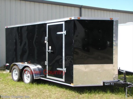 &lt;div&gt;NEW 7X16 Elite Series ENCLOSED CARGO TRAILER&lt;/div&gt;
&lt;div&gt;&amp;nbsp;&lt;/div&gt;
&lt;div&gt;Up for your consideration is a Brand New Elite Series Model 7x16 Tandem Axle, V-Nosed Enclosed Trailer&lt;/div&gt;
&lt;div&gt;&amp;nbsp;&lt;/div&gt;
&lt;div&gt;NOW WITH THERMO PLY CEILING LINER, L.E.D. LIGHTING PACKAGE, RADIAL TIRES,+ ALL the other TOP QUALITY FEATURES listed in this ad!&lt;/div&gt;
&lt;div&gt;&amp;nbsp;&lt;/div&gt;
&lt;div&gt;Standard Elite Series Features:&lt;/div&gt;
&lt;div&gt;&amp;nbsp;&lt;/div&gt;
&lt;div&gt;- Heavy duty 2&quot; x 4&quot; Square Tube Main Frame&lt;/div&gt;
&lt;div&gt;- Heavy duty 1&quot; x 1 1/2&quot; Square Tubular Wall Studs &amp;amp; Roof Bows&lt;/div&gt;
&lt;div&gt;- Rear Spring Assisted Ramp Door with (2) Barlocks for Security &amp;amp; EZ Lube Hinge Pins &amp;amp; 16&quot; Ramp Transition Flap&lt;/div&gt;
&lt;div&gt;- 16&#39; Box Space + V-Nose (TOTAL 18&#39;+ From tip to rear Interior Space)&lt;/div&gt;
&lt;div&gt;- 16&quot; On Center Walls&lt;/div&gt;
&lt;div&gt;- 16&quot; On Center Floors&lt;/div&gt;
&lt;div&gt;- 16&quot; On Center Roof Bows&lt;/div&gt;
&lt;div&gt;- Complete Braking System (Electric Brakes on both axles, battery back-up, &amp;amp; safety switch)&lt;/div&gt;
&lt;div&gt;- (2) 3,500lb 4&quot; &quot;Dexter&quot; Drop Axles w/ EZ LUBE Grease Fittings (Self Adjusting Brakes Axles)&lt;/div&gt;
&lt;div&gt;- 32&quot; Side Door with Bar Lock &amp;amp; Rv Style Flush Lock&amp;nbsp;&lt;/div&gt;
&lt;div&gt;- 6&#39; Interior Height&lt;/div&gt;
&lt;div&gt;- Galvalume Seamed Roof w/ Thermo Ply Ceiling Liner&lt;/div&gt;
&lt;div&gt;- 2 5/16&quot; Coupler w/ Snapper Pin&lt;/div&gt;
&lt;div&gt;- Heavy Duty Safety Chains&lt;/div&gt;
&lt;div&gt;- 7-Way RV Wiring Harness Plug&lt;/div&gt;
&lt;div&gt;- 3/8&quot; Heavy Duty Top Grade Plywood Walls&lt;/div&gt;
&lt;div&gt;- 3/4&quot; Heavy Duty Top Grade Plywood Floors&lt;/div&gt;
&lt;div&gt;- Smooth Teardrop Jepp Style Fenders with Wide Side Marker Clearance Lights&lt;/div&gt;
&lt;div&gt;- Exterior L.E.D. Lighting Package&lt;/div&gt;
&lt;div&gt;- 2K A-Frame Top Wind Jack&lt;/div&gt;
&lt;div&gt;- Top Quality Exterior Grade Paint&lt;/div&gt;
&lt;div&gt;- (1) Non-Powered Interior Roof Vent&lt;/div&gt;
&lt;div&gt;- (1) 12 Volt Interior Trailer Light&lt;/div&gt;
&lt;div&gt;- 24&quot; Diamond Plate ATP Front Stone Guard with Matching V-nose Cap&lt;/div&gt;
&lt;div&gt;- 15&quot; Radial (ST20575R15) Tires &amp;amp; Wheels&lt;/div&gt;
&lt;div&gt;&amp;nbsp;&lt;/div&gt;
&lt;div&gt;&amp;nbsp; &amp;nbsp;&lt;/div&gt;
&lt;div&gt;&amp;nbsp;&lt;/div&gt;
&lt;div&gt;* * N.A.T.M. Inspected and Certified * *&lt;/div&gt;
&lt;div&gt;* * Manufacturers Title and 5 Year Limited Warranty Included * *&lt;/div&gt;
&lt;div&gt;* * PRODUCT LIABILITY INSURANCE * *&lt;/div&gt;
&lt;div&gt;* * FINANCING IS AVAILABLE W/ APPROVED CREDIT * *&lt;/div&gt;
&lt;div&gt;&amp;nbsp;&lt;/div&gt;
&lt;div&gt;ASK US ABOUT OUR RENT TO OWN PROGRAM - NO CREDIT CHECK - LOW DOWN PAYMENT&lt;/div&gt;
&lt;div&gt;&amp;nbsp;&lt;/div&gt;
&lt;div&gt;Trailer is offered @ factory direct pick up in Willacoochee, GA...We also offer Nationwide Delivery, please contact us for more information.&lt;/div&gt;
&lt;div&gt;CALL: 888-710-2112&lt;/div&gt;
&lt;p&gt;&amp;nbsp;&lt;/p&gt;