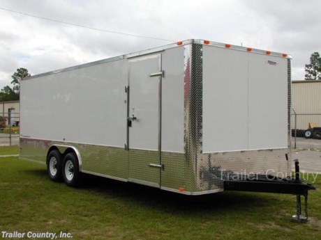 &lt;div&gt;NEW 8.5 X 24 ENCLOSED CARHAULER / CARGO TRAILER&lt;/div&gt;
&lt;div&gt;&amp;nbsp;&lt;/div&gt;
&lt;div&gt;Up for your consideration is a Brand New HEAVY DUTY Custom 8.5 x 24 Tandem Axle, Enclosed/Carhauler Trailer.&lt;/div&gt;
&lt;div&gt;&amp;nbsp;&lt;/div&gt;
&lt;div&gt;YOU&#39;VE SEEN THE REST...NOW BUY THE BEST!&lt;/div&gt;
&lt;div&gt;&amp;nbsp;&lt;/div&gt;
&lt;div&gt;ENCLOSED TRAILER DETAILS:&lt;/div&gt;
&lt;div&gt;&amp;nbsp;&lt;/div&gt;
&lt;div&gt;- Heavy Duty 6&quot; I-Beam Main Frame W/ 2X6 Square Tube Mian Frame&lt;/div&gt;
&lt;div&gt;- Heavy Duty 42&quot; Triple Tube Tongue&lt;/div&gt;
&lt;div&gt;- Heavy Duty 1&quot; x 1 1/2&quot; Square Tubing Wall Studs &amp;amp; Roof Bows&lt;/div&gt;
&lt;div&gt;- Heavy Duty Rear Spring Assisted Ramp Door with (2) Barlocks for Security, EZ Lube Hinge Pins, &amp;amp; 16&quot; Transitional Ramp Flap&lt;/div&gt;
&lt;div&gt;- 6-5,000lb Flush Floor Mounted D-Rings (Welded to Trailer Frame)&lt;/div&gt;
&lt;div&gt;- 24&#39; Box Space&lt;/div&gt;
&lt;div&gt;- 16&quot; On Center Walls&lt;/div&gt;
&lt;div&gt;- 16&quot; On Center Floors&lt;/div&gt;
&lt;div&gt;- 16&quot; On Center Roof Bows&lt;/div&gt;
&lt;div&gt;- (2) 7,000 LB 4&quot; &quot;Dexter&quot; Drop Axles w/ All Wheel Electric Brakes &amp;amp; EZ LUBE Grease Fittings (14,000LB GVWR)&lt;/div&gt;
&lt;div&gt;- 36&quot; Side Door with RV Flush Lock &amp;amp; Bar Lock&lt;/div&gt;
&lt;div&gt;- ATP Diamond Plate Recessed Step-Up in Side Door&lt;/div&gt;
&lt;div&gt;- 7&#39; Interior Height (84&quot; Interior Height)&lt;/div&gt;
&lt;div&gt;- Galvalume Seamed Roof with Thermo Ply Ceiling Liner&lt;/div&gt;
&lt;div&gt;- 2 5/16&quot; Coupler w/ Snapper Pin&lt;/div&gt;
&lt;div&gt;- Heavy Duty Safety Chains&lt;/div&gt;
&lt;div&gt;- 7-Way Round RV Electrical Wiring Harness w/ Battery Back-Up &amp;amp; Safety Switch&lt;/div&gt;
&lt;div&gt;- E-Track- 48&#39; Recessed E-Track Welded to Trailer Frame (24&#39; on each Wall)&lt;/div&gt;
&lt;div&gt;- 3/8&quot; Heavy Duty Top Grade Plywood Walls&lt;/div&gt;
&lt;div&gt;- 3/4&quot; Heavy Duty Top Grade Plywood Floors&amp;nbsp;&lt;/div&gt;
&lt;div&gt;- Heavy Duty Smooth Fender Flares&lt;/div&gt;
&lt;div&gt;- 2K &quot;Atwood&quot; A-Frame Top Wind Jack&lt;/div&gt;
&lt;div&gt;- Deluxe Molded License Plate Holder w/ Tag Light&lt;/div&gt;
&lt;div&gt;- Top Quality Exterior Grade Paint&lt;/div&gt;
&lt;div&gt;- (1) Non-Powered Interior Roof Vent&lt;/div&gt;
&lt;div&gt;- (2) 12 Volt Interior Trailer Light w/ (2) Wall Switches (1@Side Door, 1@ Rear)&lt;/div&gt;
&lt;div&gt;- 24&quot; Diamond Plate ATP Front Stone Guard&lt;/div&gt;
&lt;div&gt;- 24&quot; Diamond Plate ATP Sides and Rear&lt;/div&gt;
&lt;div&gt;ATP Diamond Plate Front &amp;amp; Rear Corner Caps&lt;/div&gt;
&lt;div&gt;- 16&quot; Radial (ST2357516) Tires &amp;amp; Wheels&lt;/div&gt;
&lt;div&gt;- Spare Modular Tire and Wheel (23575R16)&lt;/div&gt;
&lt;div&gt;- Spare Tire Mount&lt;/div&gt;
&lt;div&gt;- Exterior L.E.D. Lighting Package&lt;/div&gt;
&lt;p&gt;* * N.A.T.M. Inspected and Certified * *&lt;br /&gt;* * Manufacturers Title and 5-Year Limited Warranty Included * *&lt;br /&gt;* * PRODUCT LIABILITY INSURANCE * *&lt;br /&gt;* * FINANCING IS AVAILABLE W/ APPROVED CREDIT * *&amp;nbsp;&lt;/p&gt;
&lt;p&gt;ASK US ABOUT OUR RENT TO OWN PROGRAM - NO CREDIT CHECK - LOW DOWN PAYMENT&lt;/p&gt;
&lt;p&gt;&lt;br /&gt;Trailer is offered @ factory direct pick up in Willacoochee,GA (Zip Code 31650)...We also offer Nationwide Delivery, please contact us for more information.&lt;br /&gt;CALL: 888-710-2112&lt;/p&gt;