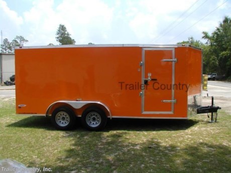 &lt;div&gt;NEW 7X16 Elite Series ENCLOSED CARGO TRAILER&lt;/div&gt;
&lt;div&gt;&amp;nbsp;&lt;/div&gt;
&lt;div&gt;Up for your consideration is a Brand New Elite Series 7x16 Tandem Axle, V-Nosed Enclosed Trailer&lt;/div&gt;
&lt;div&gt;&amp;nbsp;&lt;/div&gt;
&lt;div&gt;NOW WITH THERMO PLY CEILING LINER, RADIAL TIRES &amp;amp; EXTERIOR L.E.D. LIGHTING PACKAGE + ALL the other TOP QUALITY FEATURES listed in ad!&lt;/div&gt;
&lt;div&gt;&amp;nbsp;&lt;/div&gt;
&lt;div&gt;Standard Elite Series Features:&lt;/div&gt;
&lt;div&gt;&amp;nbsp;&lt;/div&gt;
&lt;div&gt;&amp;nbsp; &amp;nbsp; * Heavy duty 2&quot; x 4&quot; Square Tube Main Frame&lt;/div&gt;
&lt;div&gt;&amp;nbsp; &amp;nbsp; * Heavy duty 1&quot; x 1 1/2&quot; Square Tubular Wall Studs &amp;amp; Roof Bows&lt;/div&gt;
&lt;div&gt;&amp;nbsp; &amp;nbsp; * Rear Spring Assisted Ramp Door with (2) Barlocks for Security &amp;amp; EZ Lube Hinge Pins &amp;amp; 16&quot; Ramp Transition Flap&lt;/div&gt;
&lt;div&gt;&amp;nbsp; &amp;nbsp; * 16&#39; Box Space + V-Nose (TOTAL 18&#39;+ From tip to rear Interior Space)&lt;/div&gt;
&lt;div&gt;&amp;nbsp; &amp;nbsp; * 16&quot; On Center Walls, Floors, and Roof Bows&lt;/div&gt;
&lt;div&gt;&amp;nbsp; &amp;nbsp; * Complete Braking System (Electric Brakes on both axles, battery back-up, &amp;amp; safety switch)&lt;/div&gt;
&lt;div&gt;&amp;nbsp; &amp;nbsp; * (2) 3,500lb 4&quot; &quot;Dexter&quot; Drop Axles w/ EZ LUBE Grease Fittings (Self Adjusting Brakes Axles)&lt;/div&gt;
&lt;div&gt;&amp;nbsp; &amp;nbsp; * 32&quot; Side Door with Bar Lock&lt;/div&gt;
&lt;div&gt;&amp;nbsp; &amp;nbsp; * 6&#39; Interior Height&lt;/div&gt;
&lt;div&gt;&amp;nbsp; &amp;nbsp; * Galvalume Seamed Roof with Thermo Ply Ceiling Liner&lt;/div&gt;
&lt;div&gt;&amp;nbsp; &amp;nbsp; * 2 5/16&quot; Coupler w/ Snapper Pin&lt;/div&gt;
&lt;div&gt;&amp;nbsp; &amp;nbsp; * Heavy Duty Safety Chains&lt;/div&gt;
&lt;div&gt;&amp;nbsp; &amp;nbsp; * 7-Way RV Wiring Harness Plug&lt;/div&gt;
&lt;div&gt;&amp;nbsp; &amp;nbsp; * 3/8&quot; Heavy Duty Top Grade Plywood Walls&lt;/div&gt;
&lt;div&gt;&amp;nbsp; &amp;nbsp; * 3/4&quot; Heavy Duty Top Grade Plywood Floors&amp;nbsp;&lt;/div&gt;
&lt;div&gt;&amp;nbsp; &amp;nbsp; * Smooth Teardrop Fenders with Wide Side Marker Clearance Lights&lt;/div&gt;
&lt;div&gt;&amp;nbsp; &amp;nbsp; * 2K A-Frame Top Wind Jack&lt;/div&gt;
&lt;div&gt;&amp;nbsp; &amp;nbsp; * Top Quality Exterior Grade Paint&lt;/div&gt;
&lt;div&gt;&amp;nbsp; &amp;nbsp; * (1) Non-Powered Interior Roof Vent&lt;/div&gt;
&lt;div&gt;&amp;nbsp; &amp;nbsp; * (1) 12 Volt Interior Trailer Light&lt;/div&gt;
&lt;div&gt;&amp;nbsp; &amp;nbsp; * 24&quot; Diamond Plate ATP Front Stone Guard with Matching V-nose Cap&lt;/div&gt;
&lt;div&gt;&amp;nbsp; &amp;nbsp; * Exterior L.E.D. Lighting Package&lt;/div&gt;
&lt;div&gt;&amp;nbsp; &amp;nbsp; * 15&quot; Radial (ST20575R15) Tires &amp;amp; Wheels&lt;/div&gt;
&lt;div&gt;&amp;nbsp; &amp;nbsp; &amp;nbsp;&lt;/div&gt;
&lt;div&gt;&amp;nbsp;&lt;/div&gt;
&lt;div&gt;* * N.A.T.M. Inspected and Certified * *&lt;/div&gt;
&lt;div&gt;* * Manufacturers Title and 5 Year Limited Warranty Included * *&lt;/div&gt;
&lt;div&gt;* * PRODUCT LIABILITY INSURANCE * *&lt;/div&gt;
&lt;div&gt;* * FINANCING IS AVAILABLE W/ APPROVED CREDIT * *&lt;/div&gt;
&lt;div&gt;&amp;nbsp;&lt;/div&gt;
&lt;div&gt;ASK US ABOUT OUR RENT TO OWN PROGRAM - NO CREDIT CHECK - LOW DOWN PAYMENT&lt;/div&gt;
&lt;div&gt;&amp;nbsp;&lt;/div&gt;
&lt;div&gt;Trailer is offered @ factory direct pick up in Willacoochee, GA...We also offer Nationwide Delivery, please contact us for more information.&lt;/div&gt;
&lt;div&gt;CALL: 888-710-2112&lt;/div&gt;
&lt;p&gt;&amp;nbsp;&lt;/p&gt;
&lt;p&gt;&amp;nbsp;&lt;/p&gt;