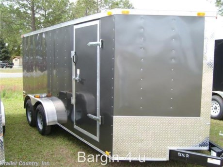&lt;div&gt;NEW 7X16 Elite Series ENCLOSED CARGO TRAILER&lt;/div&gt;
&lt;div&gt;&amp;nbsp;&lt;/div&gt;
&lt;div&gt;Up for your consideration is a Brand New Elite Series 7x16 Tandem Axle, V-Nosed Enclosed Trailer&lt;/div&gt;
&lt;div&gt;&amp;nbsp;&lt;/div&gt;
&lt;div&gt;NOW WITH THERMO PLY CEILING LINER, RADIAL TIRES &amp;amp; EXTERIOR L.E.D. LIGHTING PACKAGE + ALL the other TOP QUALITY FEATURES listed in ad!&lt;/div&gt;
&lt;div&gt;&amp;nbsp;&lt;/div&gt;
&lt;div&gt;Standard Elite Series Features:&lt;/div&gt;
&lt;div&gt;&amp;nbsp;&lt;/div&gt;
&lt;div&gt;&amp;nbsp; &amp;nbsp; * Heavy duty 2&quot; x 4&quot; Square Tube Main Frame&lt;/div&gt;
&lt;div&gt;&amp;nbsp; &amp;nbsp; * Heavy duty 1&quot; x 1 1/2&quot; Square Tubular Wall Studs &amp;amp; Roof Bows&lt;/div&gt;
&lt;div&gt;&amp;nbsp; &amp;nbsp; * Rear Spring Assisted Ramp Door with (2) Barlocks for Security &amp;amp; EZ Lube Hinge Pins &amp;amp; 16&quot; Ramp Transition Flap&lt;/div&gt;
&lt;div&gt;&amp;nbsp; &amp;nbsp; * 16&#39; Box Space + V-Nose (TOTAL 18&#39;+ From tip to rear Interior Space)&lt;/div&gt;
&lt;div&gt;&amp;nbsp; &amp;nbsp; * 16&quot; On Center Walls, Floors, and Roof Bows&lt;/div&gt;
&lt;div&gt;&amp;nbsp; &amp;nbsp; * Complete Braking System (Electric Brakes on both axles, battery back-up, &amp;amp; safety switch)&lt;/div&gt;
&lt;div&gt;&amp;nbsp; &amp;nbsp; * (2) 3,500lb 4&quot; &quot;Dexter&quot; Drop Axles w/ EZ LUBE Grease Fittings (Self Adjusting Brakes Axles)&lt;/div&gt;
&lt;div&gt;&amp;nbsp; &amp;nbsp; * 32&quot; Side Door with Bar Lock&lt;/div&gt;
&lt;div&gt;&amp;nbsp; &amp;nbsp; * 6&#39; Interior Height&lt;/div&gt;
&lt;div&gt;&amp;nbsp; &amp;nbsp; * Galvalume Seamed Roof with Thermo Ply Ceiling Liner&lt;/div&gt;
&lt;div&gt;&amp;nbsp; &amp;nbsp; * 2 5/16&quot; Coupler w/ Snapper Pin&lt;/div&gt;
&lt;div&gt;&amp;nbsp; &amp;nbsp; * Heavy Duty Safety Chains&lt;/div&gt;
&lt;div&gt;&amp;nbsp; &amp;nbsp; * 7-Way RV Wiring Harness Plug&lt;/div&gt;
&lt;div&gt;&amp;nbsp; &amp;nbsp; * 3/8&quot; Heavy Duty Top Grade Plywood Walls&lt;/div&gt;
&lt;div&gt;&amp;nbsp; &amp;nbsp; * 3/4&quot; Heavy Duty Top Grade Plywood Floors&amp;nbsp;&lt;/div&gt;
&lt;div&gt;&amp;nbsp; &amp;nbsp; * Smooth Teardrop Fenders with Wide Side Marker Clearance Lights&lt;/div&gt;
&lt;div&gt;&amp;nbsp; &amp;nbsp; * 2K A-Frame Top Wind Jack&lt;/div&gt;
&lt;div&gt;&amp;nbsp; &amp;nbsp; * Top Quality Exterior Grade Paint&lt;/div&gt;
&lt;div&gt;&amp;nbsp; &amp;nbsp; * (1) Non-Powered Interior Roof Vent&lt;/div&gt;
&lt;div&gt;&amp;nbsp; &amp;nbsp; * (1) 12 Volt Interior Trailer Light&lt;/div&gt;
&lt;div&gt;&amp;nbsp; &amp;nbsp; * 24&quot; Diamond Plate ATP Front Stone Guard with Matching V-nose Cap&lt;/div&gt;
&lt;div&gt;&amp;nbsp; &amp;nbsp; * Exterior L.E.D. Lighting Package&lt;/div&gt;
&lt;div&gt;&amp;nbsp; &amp;nbsp; * 15&quot; Radial (ST20575R15) Tires &amp;amp; Wheels&lt;/div&gt;
&lt;div&gt;&amp;nbsp;&lt;/div&gt;
&lt;div&gt;* * N.A.T.M. Inspected and Certified * *&lt;/div&gt;
&lt;div&gt;* * Manufacturers Title and 5 Year Limited Warranty Included * *&lt;/div&gt;
&lt;div&gt;* * PRODUCT LIABILITY INSURANCE * *&lt;/div&gt;
&lt;div&gt;* * FINANCING IS AVAILABLE W/ APPROVED CREDIT * *&lt;/div&gt;
&lt;div&gt;&amp;nbsp;&lt;/div&gt;
&lt;div&gt;ASK US ABOUT OUR RENT TO OWN PROGRAM - NO CREDIT CHECK - LOW DOWN PAYMENT&lt;/div&gt;
&lt;div&gt;&amp;nbsp;&lt;/div&gt;
&lt;div&gt;Trailer is offered @ factory direct pick up in Willacoochee, GA...We also offer Nationwide Delivery, please contact us for more information.&lt;/div&gt;
&lt;div&gt;CALL: 888-710-2112&lt;/div&gt;
&lt;p&gt;&amp;nbsp;&lt;/p&gt;
&lt;p&gt;&amp;nbsp;&lt;/p&gt;