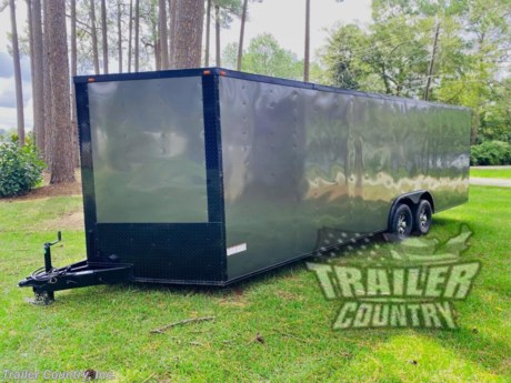 &lt;p&gt;&lt;strong&gt;NEW 8.5 X 24&#39; ENCLOSED TRAILER&lt;/strong&gt;&lt;/p&gt;
&lt;p&gt;&lt;strong&gt;&amp;nbsp;&lt;/strong&gt;&lt;/p&gt;
&lt;p&gt;&lt;strong&gt;Up for your consideration is a Brand New Model 8.5 x 24 Tandem Axle, V-Nosed Enclosed Car / Toy Hauler Cargo Trailer w/ Custom Blackout Package.&amp;nbsp;&lt;/strong&gt;&lt;/p&gt;
&lt;p&gt;&lt;strong&gt;&amp;nbsp;&lt;/strong&gt;&lt;/p&gt;
&lt;p&gt;&lt;strong&gt;YOU&#39;VE SEEN THE REST...NOW BUY THE BEST!&lt;/strong&gt;&lt;/p&gt;
&lt;p&gt;&amp;nbsp;&lt;/p&gt;
&lt;p&gt;&lt;strong&gt;ALL AMERICAN SERIES:&lt;/strong&gt;&lt;/p&gt;
&lt;p&gt;&lt;strong&gt;&amp;nbsp;&lt;/strong&gt;&lt;/p&gt;
&lt;p&gt;&lt;strong&gt;Heavy Duty Main Frame&lt;/strong&gt;&lt;/p&gt;
&lt;p&gt;&lt;strong&gt;24&#39; Box Space + V-Nose&lt;/strong&gt;&lt;/p&gt;
&lt;p&gt;&lt;strong&gt;16&quot; On Center Floor Crossmembers&lt;/strong&gt;&lt;/p&gt;
&lt;p&gt;&lt;strong&gt;16&quot; On Center Wall Studs&lt;/strong&gt;&lt;/p&gt;
&lt;p&gt;&lt;strong&gt;16&quot; On Center Roof Bows&lt;/strong&gt;&lt;/p&gt;
&lt;p&gt;&lt;strong&gt;(2) 3,500lb Spring Axles w/ All Wheel Electric Brakes &amp;amp; EZ LUBE Grease Fittings&lt;/strong&gt;&lt;/p&gt;
&lt;p&gt;&lt;strong&gt;Rear Spring Assisted Ramp Door with (2) Bar-lock for Security, &amp;amp; EZ Lube Hinge Pins&lt;/strong&gt;&lt;/p&gt;
&lt;p&gt;&lt;strong&gt;No-Show Beaver Tail (Dove Tail)&lt;/strong&gt;&lt;/p&gt;
&lt;p&gt;&lt;strong&gt;4 - 5,000lb Flush Floor Mounted D-Rings&lt;/strong&gt;&lt;/p&gt;
&lt;p&gt;&lt;strong&gt;36&quot; Side Door with Lock&lt;/strong&gt;&lt;/p&gt;
&lt;p&gt;&lt;strong&gt;ATP Diamond Plate Recessed Step-Up in Side-door&lt;/strong&gt;&lt;/p&gt;
&lt;p&gt;&lt;strong&gt;6&#39; 6&quot; Interior Height&lt;/strong&gt;&lt;/p&gt;
&lt;p&gt;&lt;strong&gt;Galvalume Seamed Roof with Luan Lining Strip&amp;nbsp;&lt;/strong&gt;&lt;/p&gt;
&lt;p&gt;&lt;strong&gt;2 5/16&quot; Coupler w/ Snapper Pin&lt;/strong&gt;&lt;/p&gt;
&lt;p&gt;&lt;strong&gt;Heavy Duty Safety Chains&lt;/strong&gt;&lt;/p&gt;
&lt;p&gt;&lt;strong&gt;2K Top-Wind Jack&amp;nbsp;&lt;/strong&gt;&lt;/p&gt;
&lt;p&gt;&lt;strong&gt;7-Way Round RV Electrical Wiring Harness w/ Battery Back-Up &amp;amp; Safety Switch&lt;/strong&gt;&lt;/p&gt;
&lt;p&gt;&lt;strong&gt;24&quot; ATP Front Stone Guard w/ ATP Nose Cap&lt;/strong&gt;&lt;/p&gt;
&lt;p&gt;&lt;strong&gt;L.E.D. Rear Tail Lights&lt;/strong&gt;&lt;/p&gt;
&lt;p&gt;&lt;strong&gt;3/8&quot; Heavy Duty Plywood Walls&lt;/strong&gt;&lt;/p&gt;
&lt;p&gt;&lt;strong&gt;3/4&quot; Heavy Duty Plywood Floors&lt;/strong&gt;&lt;/p&gt;
&lt;p&gt;&lt;strong&gt;Heavy Duty Smooth Fender Flares&lt;/strong&gt;&lt;/p&gt;
&lt;p&gt;&lt;strong&gt;Deluxe License Plate Holder with Light&lt;/strong&gt;&lt;/p&gt;
&lt;p&gt;&lt;strong&gt;Top Quality Exterior Grade Automotive Paint&lt;/strong&gt;&lt;/p&gt;
&lt;p&gt;&lt;strong&gt;(1) Non-Powered Roof Vent&amp;nbsp;&lt;/strong&gt;&lt;/p&gt;
&lt;p&gt;&lt;strong&gt;(1) 12-Volt Interior Trailer Light&lt;/strong&gt;&lt;/p&gt;
&lt;p&gt;&lt;strong&gt;15&quot; 205-15&quot; Radial Tires&lt;/strong&gt;&lt;/p&gt;
&lt;p&gt;&lt;strong&gt;Modular Wheels&lt;/strong&gt;&lt;/p&gt;
&lt;p&gt;&lt;strong&gt;&amp;nbsp;&lt;/strong&gt;&lt;/p&gt;
&lt;p&gt;&lt;strong&gt;&amp;nbsp;&lt;/strong&gt;&lt;/p&gt;
&lt;p&gt;&lt;strong&gt;Custom Blackout Package&lt;/strong&gt;&lt;/p&gt;
&lt;p&gt;&lt;strong&gt;&amp;nbsp;&lt;/strong&gt;&lt;/p&gt;
&lt;p&gt;&lt;strong&gt;Color - Your Choice Black, Charcoal, or White Aluminum&lt;/strong&gt;&lt;/p&gt;
&lt;p&gt;&lt;strong&gt;Black-Inlay Aluminum Mag Wheels&lt;/strong&gt;&lt;/p&gt;
&lt;p&gt;&lt;strong&gt;Radial Tires&lt;/strong&gt;&lt;/p&gt;
&lt;p&gt;&lt;strong&gt;Blackout Fenders&lt;/strong&gt;&lt;/p&gt;
&lt;p&gt;&lt;strong&gt;Blackout Trim - Including Top Trim, Bottom Trim, and Door Trim&lt;/strong&gt;&lt;/p&gt;
&lt;p&gt;&lt;strong&gt;Blackout Door Hardware&lt;/strong&gt;&lt;/p&gt;
&lt;p&gt;&lt;strong&gt;24&quot; Black ATP (Aluminum Tread Plate) Front Stone Guard and V-Nose Cap&lt;/strong&gt;&lt;/p&gt;
&lt;p&gt;&lt;strong&gt;Additional Upgrades&lt;/strong&gt;&lt;/p&gt;
&lt;p&gt;&lt;strong&gt;(2) 5,200lb Spring Axles w/ All Wheel Electric Brakes &amp;amp; E-Z Lube Grease Fittings&lt;/strong&gt;&lt;/p&gt;
&lt;p&gt;&lt;strong&gt;&amp;nbsp;&lt;/strong&gt;&lt;/p&gt;
&lt;p&gt;&lt;strong&gt;Shown in Charcoal. Other colors and trim options are available just ask &amp;amp; we will list it on eBay!&lt;/strong&gt;&lt;/p&gt;
&lt;p&gt;&lt;strong&gt;Manufacturers Title and 1 Year Limited Warranty Included&lt;/strong&gt;&lt;/p&gt;
&lt;p&gt;&lt;strong&gt;&amp;nbsp;&lt;/strong&gt;&lt;/p&gt;
&lt;p&gt;&lt;strong&gt;**PRODUCT LIABILITY INSURANCE**&lt;/strong&gt;&lt;/p&gt;
&lt;p&gt;&lt;strong&gt;&amp;nbsp;&lt;/strong&gt;&lt;/p&gt;
&lt;p&gt;&lt;strong&gt;All Trailers are D.O.T. Compliant for all 50 States, Canada, &amp;amp; Mexico.&lt;/strong&gt;&lt;/p&gt;
&lt;p&gt;&lt;strong&gt;Trailer is offered @&amp;nbsp; Factory Direct pricing for pick up in Southeast, GA.&lt;/strong&gt;&lt;/p&gt;
&lt;p&gt;&lt;strong&gt;&amp;nbsp;&lt;/strong&gt;&lt;/p&gt;
&lt;p&gt;&lt;strong&gt;We also offer Nationwide Delivery. Please ask for more information about our optional delivery services.&amp;nbsp;&lt;/strong&gt;&lt;/p&gt;
&lt;p&gt;&lt;strong&gt;&amp;nbsp;&lt;/strong&gt;&lt;/p&gt;
&lt;p&gt;&lt;strong&gt;Trailer is also listed Locally for Sale, Please Confirm Availability&lt;/strong&gt;&lt;/p&gt;
&lt;p&gt;&amp;nbsp;&lt;/p&gt;
&lt;p&gt;&lt;strong&gt;&amp;nbsp;FOR MORE INFORMATION CALL:&lt;/strong&gt;&lt;/p&gt;
&lt;p&gt;&lt;strong&gt;888-710-2112&lt;/strong&gt;&lt;/p&gt;