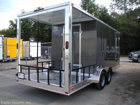&lt;p&gt;&lt;strong&gt;NEW 7 X 20 ENCLOSED CONCESSION / VENDING TRAILER LOADED W/ OPTIONS!!&amp;nbsp;&lt;/strong&gt;&lt;/p&gt;
&lt;p&gt;Complete with 6&#39; Gated Porch Package!&amp;nbsp;&amp;nbsp;&lt;br /&gt;&lt;br /&gt;&amp;nbsp;&lt;strong&gt;&lt;span style=&quot;text-decoration: underline;&quot;&gt;Standard Elite Series Features&lt;/span&gt;&lt;/strong&gt;:&lt;br /&gt;&lt;br /&gt;&amp;nbsp;&amp;nbsp;&amp;nbsp; * Heavy duty 2 X 4 Square Tube Main Frame&lt;br /&gt;&amp;nbsp;&amp;nbsp;&amp;nbsp; * Heavy duty 1&quot; x 1 1/2&quot; Square Tubular Wall Studs &amp;amp; Roof Bows&lt;br /&gt;&amp;nbsp;&amp;nbsp;&amp;nbsp; * 16&quot; On Center Walls, Floors, and Roof Bows&lt;br /&gt;&amp;nbsp;&amp;nbsp;&amp;nbsp; * 14&#39; Box Space (14&#39; Box Space + 6&#39; Porch = Total Trailer Length of 20&#39;)&lt;br /&gt;&amp;nbsp;&amp;nbsp;&amp;nbsp; * Complete Braking System (Electric Brakes on both axles, battery back-up, &amp;amp; safety switch)&lt;br /&gt;&amp;nbsp;&amp;nbsp;&amp;nbsp; * (2) 3,500lb 4&quot; &quot;Dexter&quot; Drop Axles w/ EZ LUBE Grease Fittings (Self Adjusting Brakes Axles)&lt;br /&gt;&amp;nbsp;&amp;nbsp;&amp;nbsp; * 32&quot; Side Door with Bar Lock&lt;br /&gt;&amp;nbsp;&amp;nbsp;&amp;nbsp; * 6&#39; Interior Height&lt;br /&gt;&amp;nbsp;&amp;nbsp;&amp;nbsp; * Galvalume Seamed Roof with Thermo Ply Ceiling Liner&lt;br /&gt;&amp;nbsp;&amp;nbsp;&amp;nbsp; * 2 5/16&quot; Coupler w/ Snapper Pin&lt;br /&gt;&amp;nbsp;&amp;nbsp;&amp;nbsp; * Heavy Duty Safety Chains&lt;br /&gt;&amp;nbsp;&amp;nbsp;&amp;nbsp; * 7-Way RV Wiring Harness Plug&lt;br /&gt;&amp;nbsp;&amp;nbsp;&amp;nbsp; * 3/8&quot; Heavy Duty Top Grade Plywood Walls&lt;br /&gt;&amp;nbsp;&amp;nbsp;&amp;nbsp; * 3/4&quot; Heavy Duty Top Grade&amp;nbsp;Plywood Floors&lt;br /&gt;&amp;nbsp;&amp;nbsp;&amp;nbsp; * Smooth Teardrop&amp;nbsp;Style Fenders with Wide Side Marker Clearance Lights&lt;br /&gt;&amp;nbsp;&amp;nbsp;&amp;nbsp; * 2K A-Frame Top Wind Jack&lt;br /&gt;&amp;nbsp;&amp;nbsp;&amp;nbsp; * Top Quality Exterior Grade Paint&lt;br /&gt;&amp;nbsp;&amp;nbsp;&amp;nbsp; * (1) Non-Powered Interior Roof Vent&lt;br /&gt;&amp;nbsp;&amp;nbsp;&amp;nbsp; * (1) 12 Volt Interior Trailer Light w/ Wall Switch&lt;br /&gt;&amp;nbsp;&amp;nbsp;&amp;nbsp; * 24&quot; Diamond Plate ATP Front Stone Guard&lt;br /&gt;&amp;nbsp;&amp;nbsp;&amp;nbsp; * 15&quot; Radial (ST20575R15) Tires &amp;amp; Wheels&lt;br /&gt;&amp;nbsp; &amp;nbsp; * Complete Exterior L.E.D. Lighting Package&lt;br /&gt;&lt;br /&gt;&lt;strong&gt;&lt;span style=&quot;text-decoration: underline;&quot;&gt;CONCESSION PACKAGE / UPGRADES INCLUDED&lt;/span&gt;&lt;/strong&gt;:&lt;br /&gt;&lt;br /&gt;&amp;nbsp;&amp;nbsp;&amp;nbsp; *&amp;nbsp;3 x&amp;nbsp;6 Concession Window w/o Glass&lt;br /&gt;&amp;nbsp;&amp;nbsp;&amp;nbsp; * Black and White Vinyl Flooring&lt;br /&gt;&amp;nbsp;&amp;nbsp;&amp;nbsp; * 36&quot; Range Hood with Exhaust Fan&lt;br /&gt;&amp;nbsp;&amp;nbsp;&amp;nbsp; * Mill Finish Metal Walls and Ceiling&lt;br /&gt;&amp;nbsp;&amp;nbsp;&amp;nbsp; * 8&quot; Anodized Metal on Sides and Rear&lt;br /&gt;&amp;nbsp;&amp;nbsp;&amp;nbsp; * 12&quot; Extra Height (TOTAL OF 7&#39; Interior Height)&lt;br /&gt;&amp;nbsp;&amp;nbsp;&amp;nbsp; * 16&quot; On Center ROOF Crossmembers&lt;br /&gt;&amp;nbsp;&amp;nbsp;&amp;nbsp; * ATP Generator Platform on Tongue (Extended Tongue)&lt;br /&gt;&amp;nbsp;&amp;nbsp;&amp;nbsp; * Upgraded Electrical Package (10-110 Volt Interior Recepts, 1-Wall&amp;nbsp;Switch, 3-4&#39; Florescent Lights, 100 AMP Panel Box w/ 25&#39; Life Line)&lt;br /&gt;&amp;nbsp;&amp;nbsp;&amp;nbsp; * 2-Exterior GFI-110Volt Outlets&lt;br /&gt;&amp;nbsp;&amp;nbsp;&amp;nbsp; * 2-&amp;nbsp;Exterior Flood Lights&lt;br /&gt;&amp;nbsp;&amp;nbsp;&amp;nbsp; * A/C Pre-Wire and Brace&lt;br /&gt;&amp;nbsp;&amp;nbsp;&amp;nbsp; * 6&#39; Gated Porch with White Metal Ceiling, ATP Diamond Plate Floor &amp;amp; 4&#39; Florescent&amp;nbsp;Light&lt;br /&gt;&amp;nbsp;&amp;nbsp;&amp;nbsp; * 32&quot; Rear Door to Access Porch w/ RV Flush Lock &amp;amp; Barlock&lt;br /&gt;&amp;nbsp;&amp;nbsp;&amp;nbsp; *&amp;nbsp;Rear&amp;nbsp;Stabilizer Jacks&lt;/p&gt;
&lt;p&gt;* * N.A.T.M. Inspected and Certified * *&lt;br /&gt;* * Manufacturers Title and 5 Year Limited Warranty Included * *&lt;br /&gt;* * PRODUCT LIABILITY INSURANCE * *&lt;br /&gt;* * FINANCING IS AVAILABLE W/ APPROVED CREDIT * *&lt;br /&gt;Trailer is offered @ factory direct pick up in Willacoochee, GA...We also offer Nationwide Delivery, please contact us for more information.&lt;br /&gt;CALL: 888-710-2112&lt;/p&gt;