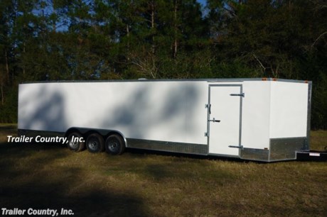 &lt;p&gt;&lt;strong&gt;NEW &lt;em&gt;&quot;&lt;span style=&quot;text-decoration: underline;&quot;&gt;ALL AMERICAN&lt;/span&gt;&lt;/em&gt;&lt;strong&gt;&lt;strong&gt;&lt;strong&gt;&quot;&amp;nbsp;SERIES 8.5&#39; X 32&#39; ENCLOSED CARGO TRAILER w/ &lt;span style=&quot;text-decoration: underline;&quot;&gt;3=5,200 LBS AXLES &lt;/span&gt;! ! !&lt;/strong&gt;&lt;/strong&gt;&lt;/strong&gt;&lt;/strong&gt;&lt;/p&gt;
&lt;p&gt;&lt;strong&gt;&lt;strong&gt;&lt;strong&gt;Up for your consideration is a Brand New 8.5x32&amp;nbsp;Triple Axle, V-Nosed Enclosed Carhauler Trailer.&lt;/strong&gt;&lt;/strong&gt;&lt;/strong&gt;&lt;/p&gt;
&lt;p&gt;&lt;strong&gt;&lt;strong&gt;&lt;strong&gt;YOU&#39;VE SEEN THE REST...NOW BUY THE BEST!&lt;/strong&gt;&lt;/strong&gt;&lt;/strong&gt;&lt;/p&gt;
&lt;p&gt;&lt;strong&gt;&lt;strong&gt;&lt;strong&gt;* * * &lt;span style=&quot;text-decoration: underline;&quot;&gt;15,600 GVWR &lt;/span&gt;* * *&lt;/strong&gt;&lt;/strong&gt;&lt;/strong&gt;&lt;/p&gt;
&lt;p&gt;&lt;strong&gt;&lt;strong&gt;&lt;strong&gt;FOR MORE INFORMATION CALL: 888-710-2112&lt;/strong&gt;&lt;/strong&gt;&lt;/strong&gt;&lt;/p&gt;
&lt;p&gt;&lt;strong&gt;&lt;strong&gt;&lt;strong&gt;&amp;nbsp;! ! !&amp;nbsp;ALL the&amp;nbsp;&lt;span style=&quot;text-decoration: underline;&quot;&gt;&lt;strong&gt;TOP QUALITY FEATURES&amp;nbsp;&lt;/strong&gt;&lt;/span&gt;&lt;/strong&gt;you want ! ! !&lt;br /&gt;&lt;br /&gt;&amp;nbsp;&amp;nbsp;&amp;nbsp; * Heavy Duty 8&quot; I-Beam Main Frame&lt;br /&gt;&amp;nbsp;&amp;nbsp;&amp;nbsp; * Heavy Duty 1&quot; x 1&quot; Square Tubing Wall Studs &amp;amp; Roof Bows&lt;br /&gt;&amp;nbsp;&amp;nbsp;&amp;nbsp; * Heavy Duty Rear Spring Assisted Ramp Door with (2) Barlocks for Security, EZ Lube Hinge Pins, &amp;amp; 16&quot; Transitional Ramp Flap&lt;br /&gt;&amp;nbsp;&amp;nbsp;&amp;nbsp; * No-Show Beaver Tail (Dove Tail)&lt;br /&gt;&amp;nbsp;&amp;nbsp;&amp;nbsp; * 4 - 5,000lb Flush Floor Mounted D-Rings&lt;br /&gt;&amp;nbsp;&amp;nbsp;&amp;nbsp; * 32&#39; Box Space + V-Nose&lt;br /&gt;&amp;nbsp;&amp;nbsp;&amp;nbsp; * 16&quot; On Center WALL &amp;amp; FLOOR Cross Members&lt;br /&gt;&amp;nbsp;&amp;nbsp;&amp;nbsp; * (3) 5,200lb &amp;nbsp;4 Inch&amp;nbsp;Drop Axles w/ All Wheel Electric Brakes &amp;amp; EZ LUBE Grease Fittings&lt;br /&gt;&amp;nbsp;&amp;nbsp;&amp;nbsp; * 36&quot; Side Door with RV Flush Lock&lt;br /&gt;&amp;nbsp;&amp;nbsp;&amp;nbsp; * ATP Diamond Plate Recessed Step-Up @ Side Door&lt;br /&gt;&amp;nbsp;&amp;nbsp;&amp;nbsp; * 6&#39;6&quot; Interior Height&lt;br /&gt;&amp;nbsp;&amp;nbsp;&amp;nbsp; * Galvalume Seamed Roof with Luan Lining Strip&lt;br /&gt;&amp;nbsp;&amp;nbsp;&amp;nbsp; * 2 5/16&quot; Coupler w/ Snapper Pin&lt;br /&gt;&amp;nbsp;&amp;nbsp;&amp;nbsp; * Heavy Duty Safety Chains&lt;br /&gt;&amp;nbsp;&amp;nbsp;&amp;nbsp; * 7-Way Round RV Electrical Wiring Harness w/ Battery Back-Up &amp;amp; Safety Switch&lt;br /&gt;&amp;nbsp;&amp;nbsp;&amp;nbsp; * 3/8&quot; Heavy Duty Grade Plywood Walls&lt;br /&gt;&amp;nbsp;&amp;nbsp;&amp;nbsp; * 3/4&quot; Heavy Duty Top Grade&amp;nbsp;Plywood Floors&lt;br /&gt;&amp;nbsp;&amp;nbsp;&amp;nbsp; * Heavy Duty Smooth Fender Flares&lt;br /&gt;&amp;nbsp;&amp;nbsp;&amp;nbsp; * 2K A-Frame Top Wind Jack&lt;br /&gt;&amp;nbsp;&amp;nbsp;&amp;nbsp; *&amp;nbsp;License Plate Holder&lt;br /&gt;&amp;nbsp;&amp;nbsp;&amp;nbsp; * Top Quality Exterior Grade Paint&lt;br /&gt;&amp;nbsp;&amp;nbsp;&amp;nbsp; * (1) Non-Powered Interior Roof Vent&lt;br /&gt;&amp;nbsp;&amp;nbsp;&amp;nbsp; * (2) 12 Volt Interior Trailer Dome&amp;nbsp;Lights w/ Wall Switch&lt;br /&gt;&amp;nbsp;&amp;nbsp;&amp;nbsp; * 24&quot; Diamond Plate ATP Front Stone Guard with matching V-Nose Diamond Plate Cap&lt;br /&gt;&amp;nbsp;&amp;nbsp;&amp;nbsp; *&amp;nbsp;12&quot;&amp;nbsp;Diamond Plate ATP Sides &amp;amp;&amp;nbsp;Rear&lt;br /&gt;&amp;nbsp;&amp;nbsp;&amp;nbsp; *&amp;nbsp;Screwed Metal Exterior&lt;br /&gt;&amp;nbsp;&amp;nbsp;&amp;nbsp; * 15&quot; Biasply (ST22575D15) Tires &amp;amp; Silver Mod&amp;nbsp;Wheels&lt;br /&gt;&amp;nbsp;&amp;nbsp;&amp;nbsp; *&amp;nbsp;L.E.D. Strip Tail Lights&lt;br /&gt;&lt;br /&gt;&lt;/strong&gt;&lt;/strong&gt;&lt;/p&gt;
&lt;p&gt;&lt;strong&gt;&lt;strong&gt;* * Manufacturers Title and Limited Warranty Included * *&lt;br /&gt;* * PRODUCT LIABILITY INSURANCE * *&lt;br /&gt;FINANCING IS AVAILABLE W/ APPROVED CREDIT*&lt;br /&gt;Trailer is offered @ factory direct pick up in Pearson, GA...We also offer Nationwide Delivery, please contact us for more information.&lt;br /&gt;CALL: 888-710-2112&lt;/strong&gt;&lt;/strong&gt;&lt;/p&gt;