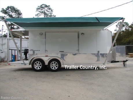 &lt;p&gt;&lt;strong&gt;NEW 7 X 14 + 4&#39; Open Porch&amp;nbsp; TAIL GATE CONCESSION TRAILER LOADED W/ OPTIONS!!&amp;nbsp;&amp;nbsp;&lt;/strong&gt;&lt;/p&gt;
&lt;p&gt;Up for your consideration is a LOADED TAIL GATE TRAILER Complete with Porch, Entertainment and Appearance Packages, Perfect for Vending!&lt;/p&gt;
&lt;p&gt;NOW WITH FULL L.E.D. LIGHTING PACKAGE + ALL the other TOP QUALITY FEATURES listed in ad below!&lt;br /&gt;&lt;br /&gt;&amp;nbsp;&lt;strong&gt;&lt;span style=&quot;text-decoration: underline;&quot;&gt;Standard Elite Series Features:&lt;/span&gt;&lt;/strong&gt;&lt;br /&gt;&lt;br /&gt;&amp;nbsp;&amp;nbsp;&amp;nbsp; * Heavy duty 2 X 4 Square Tube Main Frame&lt;br /&gt;&amp;nbsp;&amp;nbsp;&amp;nbsp; * Heavy duty 1&quot; x 1 1/2&quot; Square Tubular Wall Studs &amp;amp; Roof Bows&lt;br /&gt;&amp;nbsp;&amp;nbsp;&amp;nbsp; * 14&#39; Box Space + V-Nose (TOTAL 16&#39;+ From tip to rear Interior Space)&lt;br /&gt;&amp;nbsp;&amp;nbsp;&amp;nbsp; * 16&quot; On Center Walls, Floors, and Roof Bows&lt;br /&gt;&amp;nbsp;&amp;nbsp;&amp;nbsp; * Complete Braking System (Electric Brakes on both axles, battery back-up, &amp;amp; safety switch)&lt;br /&gt;&amp;nbsp;&amp;nbsp;&amp;nbsp; * (2) 3,500lb 4&quot; &quot;Dexter&quot; Drop Axles w/ EZ LUBE Grease Fittings (Self Adjusting Brakes Axles)&lt;br /&gt;&amp;nbsp;&amp;nbsp;&amp;nbsp; * 32&quot; Side Door with Bar Lock&lt;br /&gt;&amp;nbsp;&amp;nbsp;&amp;nbsp; * 6&#39; Interior Height&lt;br /&gt;&amp;nbsp;&amp;nbsp;&amp;nbsp; * Galvalume Seamed Roof with Thermo Ply Ceiling Liner&lt;br /&gt;&amp;nbsp;&amp;nbsp;&amp;nbsp; * 2 5/16&quot; Coupler w/ Snapper Pin&lt;br /&gt;&amp;nbsp;&amp;nbsp;&amp;nbsp; * Heavy Duty Safety Chains&lt;br /&gt;&amp;nbsp;&amp;nbsp;&amp;nbsp; * 7-Way RV Wiring Harness Plug&lt;br /&gt;&amp;nbsp;&amp;nbsp;&amp;nbsp; * 3/8&quot; Heavy Duty Top Grade Plywood Walls&lt;br /&gt;&amp;nbsp;&amp;nbsp;&amp;nbsp; * 3/4&quot; Heavy Duty Top Grade&amp;nbsp;Plywood Floors&lt;br /&gt;&amp;nbsp;&amp;nbsp;&amp;nbsp; * Smooth Teardrop Jeep Style Fenders with Wide Side Marker Clearance Lights&lt;br /&gt;&amp;nbsp;&amp;nbsp;&amp;nbsp; * 2K A-Frame Top Wind Jack&lt;br /&gt;&amp;nbsp;&amp;nbsp;&amp;nbsp; * Top Quality Exterior Grade Paint&lt;br /&gt;&amp;nbsp;&amp;nbsp;&amp;nbsp; * (1) Non-Powered Interior Roof Vent&lt;br /&gt;&amp;nbsp;&amp;nbsp;&amp;nbsp; * (1) 12 Volt Interior Trailer Light&lt;br /&gt;&amp;nbsp;&amp;nbsp;&amp;nbsp; * 24&quot; Diamond Plate ATP Front Stone Guard with Matching V-Nose Cap&lt;br /&gt;&amp;nbsp;&amp;nbsp;&amp;nbsp; * 15&quot; Radial (ST20575R15) Tires &amp;amp; Wheels&lt;br /&gt;&amp;nbsp; &amp;nbsp; * Complete Exterior L.E.D. Lighting Package&lt;br /&gt;&lt;br /&gt;&amp;nbsp;&lt;strong&gt;&lt;span style=&quot;text-decoration: underline;&quot;&gt; Game Day / Entertainment Pack Includes&lt;/span&gt;&lt;/strong&gt;:&lt;/p&gt;
&lt;p&gt;&lt;br /&gt;-&amp;nbsp;3 X 6 Swivel Entertainment Center on Curb side&lt;/p&gt;
&lt;p&gt;-&amp;nbsp;(2~ 100 Volt Recepts) 8&#39; Couch w/ Hidden Storage Compartment&lt;/p&gt;
&lt;p&gt;-&amp;nbsp;36&quot; Closet Floor to Ceiling W/ Internal Shelving&lt;/p&gt;
&lt;p&gt;- 3 X 6 Exterior Window To allow Entertainment&amp;nbsp;Center to Swivel towards outside Electrical Package&lt;/p&gt;
&lt;p&gt;-&amp;nbsp;(30 Amp Panel Box w/25&#39; Life Line, 2-110 Volt Interior Recepts, 3-4&#39; Florescent Shop Lights, 4-Exterior 110 Volt Plugs)&lt;/p&gt;
&lt;p&gt;-&amp;nbsp;36&quot; Side Door w/ Window~Drivers Side&lt;/p&gt;
&lt;p&gt;-&amp;nbsp;14&#39;&amp;nbsp;Green Stripe Awning ~Curbside&lt;/p&gt;
&lt;p&gt;-&amp;nbsp;18&quot; Extended Tongue&lt;/p&gt;
&lt;p&gt;-&amp;nbsp;ATP Generator Box&amp;nbsp; (30&quot; H X 28&quot; W X 22&quot; D)&lt;/p&gt;
&lt;p&gt;-&amp;nbsp;18&quot; Countertop Across Front w/12&quot; Shelf on Top&lt;/p&gt;
&lt;p&gt;-&amp;nbsp;4&#39; Rear Porch w/ ATP Step and Side Rails&lt;/p&gt;
&lt;p&gt;-&amp;nbsp;2~ 15x30 Windows on Drivers Side&lt;/p&gt;
&lt;p&gt;-&amp;nbsp;A/C Package (1-13,500 BTU A/C Unit with Heat Strip, A/C Pre-Wire with Brace)&lt;/p&gt;
&lt;p&gt;-&amp;nbsp;Wall and Ceiling Insulation&lt;/p&gt;
&lt;p&gt;-&amp;nbsp;32&quot; Walk Through Door at Rear to Porch&lt;/p&gt;
&lt;p&gt;-&amp;nbsp;2~ 4 Way Exterior Quartz Lights&lt;br /&gt;&lt;br /&gt;&lt;strong&gt;&lt;span style=&quot;text-decoration: underline;&quot;&gt;Appearance Package:&lt;/span&gt;&lt;/strong&gt;&lt;br /&gt;&lt;br /&gt;&amp;nbsp;&amp;nbsp;&amp;nbsp; * ATP Diamond Plate Flooring&lt;br /&gt;&amp;nbsp;&amp;nbsp;&amp;nbsp; * 24&quot; Colored Metal Trim on Sides and Rear&lt;br /&gt;&amp;nbsp;&amp;nbsp;&amp;nbsp; * Mill Finish Metal Walls and Ceiling&lt;br /&gt;&amp;nbsp;&amp;nbsp;&amp;nbsp; * 7 Star Aluminum Mag Wheels with Chrome Center Caps &amp;amp; Lug Nuts&lt;br /&gt;&amp;nbsp;&amp;nbsp;&amp;nbsp; * Screwless Metal Exterior&lt;/p&gt;
&lt;p&gt;* * N.A.T.M. Inspected and Certified * *&lt;br /&gt;* * Manufacturers Title and 5 Year Limited Warranty Included * *&lt;br /&gt;* * PRODUCT LIABILITY INSURANCE * *&lt;br /&gt;* * FINANCING IS AVAILABLE W/ APPROVED CREDIT * *&lt;/p&gt;
&lt;p&gt;&lt;br /&gt;Trailer is offered @ factory direct pick up in Willacoochee, GA...We also offer Nationwide Delivery, please contact us for more information.&lt;br /&gt;CALL: 888-710-2112&lt;/p&gt;