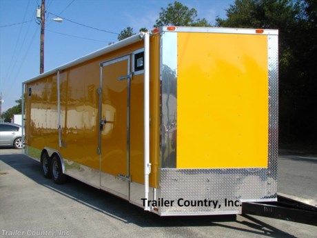 &lt;p&gt;&amp;nbsp;&lt;/p&gt;
&lt;div&gt;NEW 8.5 X 24 Enclosed Carhauler / Cargo Trailer WITH 5,200lb DEXTER Axles &amp;amp; Color!&lt;/div&gt;
&lt;div&gt;&amp;nbsp;&lt;/div&gt;
&lt;div&gt;(10,4000 LB GVWR)&amp;nbsp;&lt;/div&gt;
&lt;div&gt;&amp;nbsp;&lt;/div&gt;
&lt;div&gt;Up for your consideration is a Brand New 8.5x24 Tandem Axle, V-Nosed Enclosed Carhauler Trailer with your choice of exterior color.&lt;/div&gt;
&lt;div&gt;&amp;nbsp;&lt;/div&gt;
&lt;div&gt;YOU&#39;VE SEEN THE REST... NOW BUY THE BEST!&lt;/div&gt;
&lt;div&gt;&amp;nbsp;&lt;/div&gt;
&lt;div&gt;FOR MORE INFORMATION CALL:&lt;/div&gt;
&lt;div&gt;&amp;nbsp;&lt;/div&gt;
&lt;div&gt;TOLL FREE 888-710-2112&lt;/div&gt;
&lt;div&gt;&amp;nbsp;&lt;/div&gt;
&lt;div&gt;NOW WITH FULL L.E.D. LIGHTING PACKAGE + ALL the other TOP QUALITY FEATURES listed in ad!&lt;/div&gt;
&lt;div&gt;&amp;nbsp;&lt;/div&gt;
&lt;div&gt;Standard Elite Series Features:&lt;/div&gt;
&lt;div&gt;&amp;nbsp;&lt;/div&gt;
&lt;div&gt;Heavy Duty 6&quot; I-Beam Main Frame&lt;/div&gt;
&lt;div&gt;Heavy Duty 54&quot; Triple Tube Tongue&lt;/div&gt;
&lt;div&gt;Heavy Duty 1&quot; x 1 1/2&quot; Square Tubing Wall Studs &amp;amp; Roof Bows&lt;/div&gt;
&lt;div&gt;Rear Spring Assisted Ramp Door with (2) Barlocks for Security, EZ Lube Hinge Pins, &amp;amp; 16&quot; Transitional Ramp Flap&lt;/div&gt;
&lt;div&gt;No-Show Beaver Tail (Dove Tail)&lt;/div&gt;
&lt;div&gt;4 - 5,000lb Flush Floor Mounted D-Rings&lt;/div&gt;
&lt;div&gt;24&#39; box Space Plus 2&#39;9&quot; V-Nose (TOTAL 26&#39;9&quot; From tip to rear)&lt;/div&gt;
&lt;div&gt;16&quot; On Center Walls&lt;/div&gt;
&lt;div&gt;16&quot; On Center Floors&lt;/div&gt;
&lt;div&gt;16&quot; On Center Roof Bows&lt;/div&gt;
&lt;div&gt;(2) 3,500 LB 4&quot; &quot;Dexter&quot; Drop Axles w/ All Wheel Electric Brakes &amp;amp; EZ LUBE Grease Fittings(10,400LB GVWR)&lt;/div&gt;
&lt;div&gt;Upgraded Tires (22575D15)&lt;/div&gt;
&lt;div&gt;36&quot; Side Door with RV Flush Lock &amp;amp; Bar Lock&lt;/div&gt;
&lt;div&gt;ATP Diamond Plate Recessed Step-Up&lt;/div&gt;
&lt;div&gt;6&#39;6&quot; Interior Height&lt;/div&gt;
&lt;div&gt;Galvalume Seamed Roof with Thermo Ply Ceiling Liner&lt;/div&gt;
&lt;div&gt;2 5/16&quot; Coupler w/ Snapper Pin&lt;/div&gt;
&lt;div&gt;Heavy Duty Safety Chains&lt;/div&gt;
&lt;div&gt;7-Way Round RV Electrical Wiring Harness w/ Battery Back-Up &amp;amp; Safety Switch&amp;nbsp;&lt;/div&gt;
&lt;div&gt;3/8&quot; Heavy Duty Grade Plywood Walls&lt;/div&gt;
&lt;div&gt;3/4&quot; Heavy Duty Top Grade Plywood Floors&amp;nbsp;&lt;/div&gt;
&lt;div&gt;Heavy Duty Smooth Fender Flares&lt;/div&gt;
&lt;div&gt;2K A-Frame Top Wind Jack&lt;/div&gt;
&lt;div&gt;Deluxe License Plate Holder&lt;/div&gt;
&lt;div&gt;Top Quality Exterior Grade Paint&lt;/div&gt;
&lt;div&gt;(1) Non-Powered Interior Roof Vent&lt;/div&gt;
&lt;div&gt;(1) 12 Volt Interior Trailer Light w/ Wall Switch&lt;/div&gt;
&lt;div&gt;24&quot; Diamond Plate ATP Front Stone Guard with matching V-Nose Diamond Plate Cap&lt;/div&gt;
&lt;div&gt;Smooth Polished Aluminum Front &amp;amp; Rear Corners&lt;/div&gt;
&lt;div&gt;15&quot; Radial (ST20575R15) Tires &amp;amp; Wheels&lt;/div&gt;
&lt;div&gt;&amp;nbsp;&lt;/div&gt;
&lt;div&gt;Up-Graded Features:&lt;/div&gt;
&lt;div&gt;&amp;nbsp;&lt;/div&gt;
&lt;div&gt;(2) = 5,200 Lbs All-Wheel Electric Brake Dexter E-Z Lube Spring Drop Axles&lt;/div&gt;
&lt;div&gt;0.030 Yellow Metal - You Choose Final Color&lt;/div&gt;
&lt;div&gt;12 Inches Extra Interior Height (Total Interior Height 7 Foot 6 Inches)&lt;/div&gt;
&lt;div&gt;Electrical Package: 2-110Volt Interior Recepts, 1-Wall Switch, 2-4&#39; Florescent Lights, 30 Amp Panel Box w/ 25&#39; Life Line&lt;/div&gt;
&lt;div&gt;2 = Extra 4&#39; Florescent Lights&lt;/div&gt;
&lt;div&gt;1 = GFI Exterior 110Volt Recept&lt;/div&gt;
&lt;div&gt;2 = 500Watt Exterior Quartz Lights&lt;/div&gt;
&lt;div&gt;54 Inch Driver Side Escape Door&lt;/div&gt;
&lt;div&gt;Rear Steel Boogie Wheels&lt;/div&gt;
&lt;div&gt;18 Inch Extended Tongue&lt;/div&gt;
&lt;div&gt;23 Foot Black &amp;amp; White Checkered Awning&lt;/div&gt;
&lt;div&gt;Recessed Spare Tire Compartment in Floor&lt;/div&gt;
&lt;div&gt;Extended Rear Ramp Door Opening&lt;/div&gt;
&lt;div&gt;&amp;nbsp;&lt;/div&gt;
&lt;div&gt;* * * YOU CHOOSE FINAL COLOR * * *&lt;/div&gt;
&lt;p&gt;* * N.A.T.M. Inspected and Certified * *&lt;br /&gt;* * Manufacturers Title and 5 Year Limited Warranty Included * *&lt;br /&gt;* * PRODUCT LIABILITY INSURANCE * *&lt;br /&gt;* * FINANCING IS AVAILABLE W/ APPROVED CREDIT * *&lt;/p&gt;
&lt;p&gt;ASK US ABOUT OUR RENT TO OWN PROGRAM - NO CREDIT CHECK - LOW DOWN PAYMENT&lt;/p&gt;
&lt;p&gt;&lt;br /&gt;Trailer is offered @ factory direct pick up in Willacoochee, GA...We also offer Nationwide Delivery, please contact us for more information.&lt;br /&gt;CALL: 888-710-2112&lt;/p&gt;