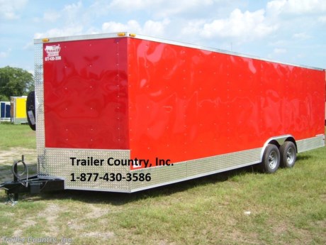 &lt;p&gt;&lt;strong&gt;NEW &lt;em&gt;&quot;&lt;span style=&quot;text-decoration: underline;&quot;&gt;ALL AMERICAN&lt;/span&gt;&lt;/em&gt;&lt;strong&gt;&lt;strong&gt;&lt;strong&gt;&quot;&amp;nbsp;SERIES 8.5&#39; X 24&#39; ENCLOSED CARGO TRAILER w/ &lt;span style=&quot;text-decoration: underline;&quot;&gt;5,200 LBS AXLES&lt;/span&gt; &amp;amp;&lt;span style=&quot;text-decoration: underline;&quot;&gt; ANY EXTERIOR COLOR&lt;/span&gt;! ! !&lt;/strong&gt;&lt;/strong&gt;&lt;/strong&gt;&lt;/strong&gt;&lt;/p&gt;
&lt;p&gt;&lt;strong&gt;&lt;strong&gt;&lt;strong&gt;Up for your consideration is a Brand New 8.5x24 Tandem Axle, V-Nosed Enclosed Carhauler Trailer.&lt;/strong&gt;&lt;/strong&gt;&lt;/strong&gt;&lt;/p&gt;
&lt;p&gt;&lt;strong&gt;&lt;strong&gt;&lt;strong&gt;YOU&#39;VE SEEN THE REST...NOW BUY THE BEST!&lt;/strong&gt;&lt;/strong&gt;&lt;/strong&gt;&lt;/p&gt;
&lt;p&gt;&lt;strong&gt;&lt;strong&gt;&lt;strong&gt;* * * &lt;span style=&quot;text-decoration: underline;&quot;&gt;10,400 GVWR &lt;/span&gt;* * *&lt;/strong&gt;&lt;/strong&gt;&lt;/strong&gt;&lt;/p&gt;
&lt;p&gt;&lt;strong&gt;&lt;strong&gt;&lt;strong&gt;FOR MORE INFORMATION CALL: 888-710-2112&lt;/strong&gt;&lt;/strong&gt;&lt;/strong&gt;&lt;/p&gt;
&lt;p&gt;&lt;strong&gt;&lt;strong&gt;&lt;strong&gt;&amp;nbsp;! ! !&amp;nbsp;ALL the&amp;nbsp;&lt;span style=&quot;text-decoration: underline;&quot;&gt;&lt;strong&gt;TOP QUALITY FEATURES&amp;nbsp;&lt;/strong&gt;&lt;/span&gt;&lt;/strong&gt;you want ! ! !&lt;/strong&gt;&lt;/strong&gt;&lt;/p&gt;
&lt;p&gt;&lt;br /&gt;&lt;strong&gt;&lt;strong&gt;&lt;span style=&quot;text-decoration: underline;&quot;&gt;Standard&amp;nbsp;Features&lt;/span&gt;:&amp;nbsp;&amp;nbsp;&amp;nbsp; &lt;/strong&gt;&lt;/strong&gt;&lt;/p&gt;
&lt;p&gt;&lt;strong&gt;&lt;strong&gt;* Heavy Duty 6&quot; I-Beam Main Frame&lt;br /&gt;&amp;nbsp;&amp;nbsp;&amp;nbsp; * Heavy Duty 1&quot; x 1&quot; Square Tubing Wall Studs &amp;amp; Roof Bows&lt;br /&gt;&amp;nbsp;&amp;nbsp;&amp;nbsp; * Heavy Duty Rear Spring Assisted Ramp Door with (2) Barlocks for Security, EZ Lube Hinge Pins, &amp;amp; 16&quot; Transitional Ramp Flap&lt;br /&gt;&amp;nbsp;&amp;nbsp;&amp;nbsp; * No-Show Beaver Tail (Dove Tail)&lt;br /&gt;&amp;nbsp;&amp;nbsp;&amp;nbsp; * 4 - 5,000lb Flush Floor Mounted D-Rings&lt;br /&gt;&amp;nbsp;&amp;nbsp;&amp;nbsp; * 24&#39; Box Space + V-Nose&lt;br /&gt;&amp;nbsp;&amp;nbsp;&amp;nbsp; * 16&quot; On Center WALL &amp;amp; FLOOR &amp;amp; CEILING Cross Members&lt;br /&gt;&amp;nbsp;&amp;nbsp;&amp;nbsp; * (2) 5,200lb &amp;nbsp;4 Inch&amp;nbsp;Drop Axles w/ All Wheel Electric Brakes &amp;amp; EZ LUBE Grease Fittings&lt;br /&gt;&amp;nbsp;&amp;nbsp;&amp;nbsp; * 36&quot; Side Door with RV Flush Lock&lt;br /&gt;&amp;nbsp;&amp;nbsp;&amp;nbsp; * ATP Diamond Plate Recessed Step-Up @ Side Door&lt;br /&gt;&amp;nbsp;&amp;nbsp;&amp;nbsp; * 6&#39;6&quot; Interior Height&lt;br /&gt;&amp;nbsp;&amp;nbsp;&amp;nbsp; * Galvalume Seamed Roof with Luan Lining Strip&lt;br /&gt;&amp;nbsp;&amp;nbsp;&amp;nbsp; * 2 5/16&quot; Coupler w/ Snapper Pin&lt;br /&gt;&amp;nbsp;&amp;nbsp;&amp;nbsp; * Heavy Duty Safety Chains&lt;br /&gt;&amp;nbsp;&amp;nbsp;&amp;nbsp; * 7-Way Round RV Electrical Wiring Harness w/ Battery Back-Up &amp;amp; Safety Switch&lt;br /&gt;&amp;nbsp;&amp;nbsp;&amp;nbsp; * 3/8&quot; Heavy Duty Grade Plywood Walls&lt;br /&gt;&amp;nbsp;&amp;nbsp;&amp;nbsp; * 3/4&quot; Heavy Duty Top Grade&amp;nbsp;Plywood Floors&lt;br /&gt;&amp;nbsp;&amp;nbsp;&amp;nbsp; * Heavy Duty Smooth Fender Flares&lt;br /&gt;&amp;nbsp;&amp;nbsp;&amp;nbsp; * 2K A-Frame Top Wind Jack&lt;br /&gt;&amp;nbsp;&amp;nbsp;&amp;nbsp; *&amp;nbsp;License Plate Holder&lt;br /&gt;&amp;nbsp;&amp;nbsp;&amp;nbsp; * Top Quality Exterior Grade Paint&lt;br /&gt;&amp;nbsp;&amp;nbsp;&amp;nbsp; * (1) Non-Powered Interior Roof Vent&lt;br /&gt;&amp;nbsp;&amp;nbsp;&amp;nbsp; * (2) 12 Volt Interior Trailer Dome&amp;nbsp;Lights w/ Wall Switch&lt;br /&gt;&amp;nbsp;&amp;nbsp;&amp;nbsp; * 24&quot; Diamond Plate ATP Front Stone Guard with matching V-Nose Diamond Plate Cap&lt;br /&gt;&amp;nbsp;&amp;nbsp;&amp;nbsp; *&amp;nbsp;Screwed Metal Exterior&lt;br /&gt;&amp;nbsp;&amp;nbsp;&amp;nbsp; * 15&quot; Radial (ST22575D15) Tires &amp;amp; Silver Mod Wheels&lt;br /&gt;&amp;nbsp;&amp;nbsp;&amp;nbsp; *&amp;nbsp;L.E.D. Strip Tail Lights&lt;br /&gt;&amp;nbsp; &amp;nbsp; &amp;nbsp;&lt;/strong&gt;&lt;/strong&gt;&lt;/p&gt;
&lt;p&gt;&lt;strong&gt;&lt;strong&gt;&lt;span style=&quot;text-decoration: underline;&quot;&gt;Additional Options Included&lt;/span&gt;:&lt;/strong&gt;&lt;/strong&gt;&lt;/p&gt;
&lt;p&gt;&lt;strong&gt;&lt;strong&gt;&amp;nbsp;&amp;nbsp;&amp;nbsp; * 12 Inch ATP-Diamond Plate Sides &amp;amp; Rear&lt;/strong&gt;&lt;/strong&gt;&lt;/p&gt;
&lt;p&gt;&lt;strong&gt;&lt;strong&gt;* * Manufacturers Title and Limited Warranty Included * *&lt;/strong&gt;&lt;/strong&gt;&lt;/p&gt;
&lt;p&gt;&lt;strong&gt;&lt;strong&gt;&lt;br /&gt;* * PRODUCT LIABILITY INSURANCE * *&lt;/strong&gt;&lt;/strong&gt;&lt;/p&gt;
&lt;p&gt;&lt;strong&gt;&lt;strong&gt;&lt;br /&gt;* * FINANCING IS AVAILABLE W/ APPROVED CREDIT * *&lt;/strong&gt;&lt;/strong&gt;&lt;/p&gt;
&lt;p&gt;&lt;strong&gt;ASK US ABOUT OUR RENT TO OWN PROGRAM - NO CREDIT CHECK - LOW DOWN PAYMENT. &lt;/strong&gt;&lt;/p&gt;
&lt;p&gt;&lt;strong&gt;&lt;strong&gt;&lt;br /&gt;Trailer is offered @ factory direct pick up in Pearson, GA...We also offer Nationwide Delivery, please contact us for more information.&lt;br /&gt;CALL: 888-710-2112&lt;/strong&gt;&lt;/strong&gt;&lt;/p&gt;